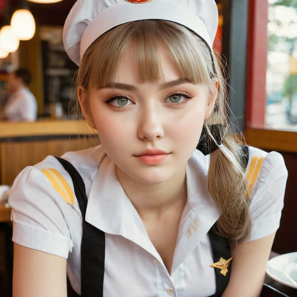 Tags: 21872187, SDXL
{"3": {"inputs": {"seed": 120455477010129, "steps": 32, "cfg": 7.05, "sampler_name": "dpmpp_2m", "scheduler": "karras", "denoise": 1.0, "model": ["27", 0], "positive": ["6", 0], "negative": ["7", 0], "latent_image": ["5", 0]}, "class_type": "KSampler"}, "4": {"inputs": {"ckpt_name": "juggernautxl.safetensors"}, "class_type": "CheckpointLoaderSimple"}, "5": {"inputs": {"width": 1024, "height": 1024, "batch_size": 1}, "class_type": "EmptyLatentImage"}, "6": {"inputs": {"text": "19 year old girl, (russian:1.12), (ukrainian:0.96), (sexy lips:1.01), (blush:1.06), (detailed face:1.08), (double eyelids:1.01), (pale skin:0.96), (slim:0.99), (idol:1.03), (seductive pose:1.14), (temptress:1.11), (cute:1.14), (seductive facial expression:0.95), (beautiful eyes:1.13), (in a seductive pose:0.96), (large perky breasts:1.00), (cleavage:1.13), (thigh gap:0.96), (a waitress in uniform:1.13) working at a restaurant, (textured skin:1.00), (portra:1.08), (RAW:1.02), (natural looking skin:1.04), (film:1.09), (candid cinema:1.02), (soft lighting:1.00), (detailed skin:1.07), (skin fuzz:1.01)", "clip": ["27", 1]}, "class_type": "CLIPTextEncode"}, "7": {"inputs": {"text": "(worst quality:1.12), (watermark:1.11), (distorted:1.09), (low resolution:1.14), (twisted:1.12), (bad hands:1.14), (open mouth:1.12)", "clip": ["27", 1]}, "class_type": "CLIPTextEncode"}, "8": {"inputs": {"samples": ["3", 0], "vae": ["4", 2]}, "class_type": "VAEDecode"}, "25": {"inputs": {"lora_name": "nudify_xl.safetensors", "strength_model": 0.1, "strength_clip": 0.15, "model": ["4", 0], "clip": ["4", 1]}, "class_type": "LoraLoader"}, "26": {"inputs": {"lora_name": "shirtlift_SDXL_v2.safetensors", "strength_model": 0.19, "strength_clip": 0.03, "model": ["25", 0], "clip": ["25", 1]}, "class_type": "LoraLoader"}, "27": {"inputs": {"lora_name": "PerfectEyesXL.safetensors", "strength_model": 0.17, "strength_clip": 0.1, "model": ["26", 0], "clip": ["26", 1]}, "class_type": "LoraLoader"}, "30": {"inputs": {"model_name": "4x_NMKD-Superscale-SP_178000_G.pth"}, "class_type": "UpscaleModelLoader"}, "31": {"inputs": {"upscale_model": ["30", 0], "image": ["8", 0]}, "class_type": "ImageUpscaleWithModel"}, "32": {"inputs": {"upscale_method": "lanczos", "scale_by": 0.5, "image": ["31", 0]}, "class_type": "ImageScaleBy"}, "33": {"inputs": {"pixels": ["32", 0], "vae": ["4", 2]}, "class_type": "VAEEncode"}, "34": {"inputs": {"seed": 120455477010129, "steps": 32, "cfg": 7.05, "sampler_name": "dpmpp_2m", "scheduler": "karras", "denoise": 0.3, "model": ["27", 0], "positive": ["6", 0], "negative": ["7", 0], "latent_image": ["33", 0]}, "class_type": "KSampler"}, "36": {"inputs": {"samples": ["34", 0], "vae": ["4", 2]}, "class_type": "VAEDecode"}, "39": {"inputs": {"filename_prefix": "comfyapi-1714205667972", "images": ["36", 0]}, "class_type": "SaveImage"}}