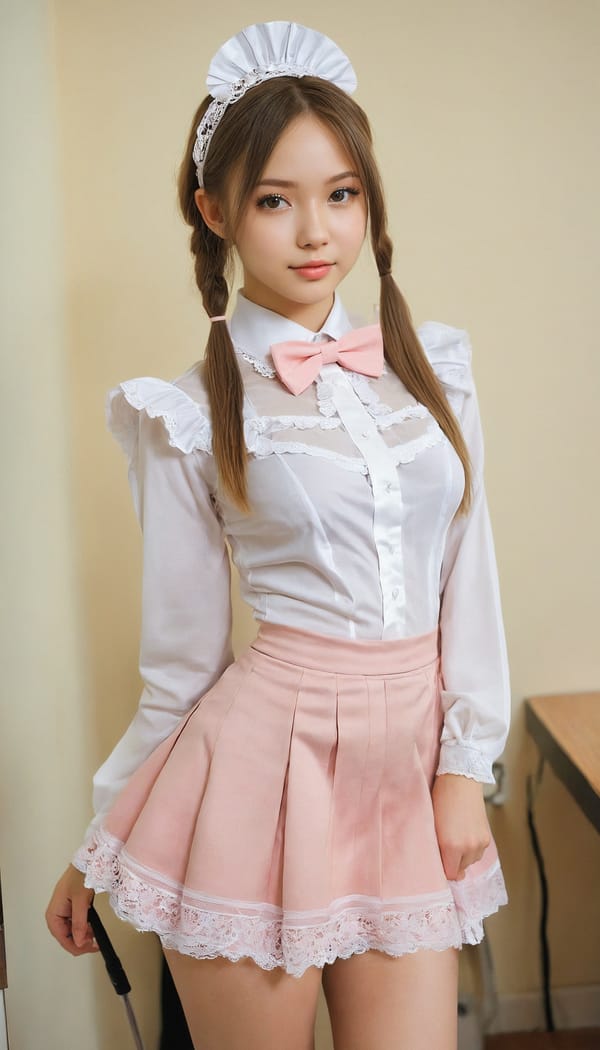 Tags: 21872187, SDXL
{"3": {"inputs": {"seed": 393183962521557, "steps": 32, "cfg": 6.4, "sampler_name": "dpmpp_2m", "scheduler": "karras", "denoise": 1.0, "model": ["27", 0], "positive": ["6", 0], "negative": ["7", 0], "latent_image": ["5", 0]}, "class_type": "KSampler"}, "4": {"inputs": {"ckpt_name": "juggernautxl.safetensors"}, "class_type": "CheckpointLoaderSimple"}, "5": {"inputs": {"width": 768, "height": 1344, "batch_size": 1}, "class_type": "EmptyLatentImage"}, "6": {"inputs": {"text": "21 year old girl, (russian:1.14), (double eyelids:1.02), (seductive facial expression:1.02), (blush:0.98), (pale skin:1.05), (seductive pose:1.07), (eyelashes:1.06), (sexy lips:1.13), (temptress:0.96), (detailed face:1.07), (cute:1.07), (idol:1.05), (beautiful eyes:1.04), (slim:1.10), (perky ass:1.11), (exposed ass:1.00), (looking back:1.03), (sexy ass:1.07), (thigh gap:1.07), in a (skimpy maid costume:1.12) working at a maid cafe, choker, bowtie, headband, pleated skirt, (film:1.06), (detailed skin:1.00), (portra:1.00), (textured skin:1.09), (soft lighting:1.05), (skin fuzz:1.02), (natural looking skin:1.05), (RAW:1.06), (candid cinema:1.01)", "clip": ["27", 1]}, "class_type": "CLIPTextEncode"}, "7": {"inputs": {"text": "(bad hands:1.07), (twisted:1.05), (worst quality:1.08), (open mouth:1.12), (distorted:1.12), (low resolution:1.05), (watermark:1.12)", "clip": ["27", 1]}, "class_type": "CLIPTextEncode"}, "8": {"inputs": {"samples": ["3", 0], "vae": ["4", 2]}, "class_type": "VAEDecode"}, "25": {"inputs": {"lora_name": "nudify_xl.safetensors", "strength_model": 0.08, "strength_clip": 0.03, "model": ["4", 0], "clip": ["4", 1]}, "class_type": "LoraLoader"}, "26": {"inputs": {"lora_name": "shirtlift_SDXL_v2.safetensors", "strength_model": 0.14, "strength_clip": 0.08, "model": ["25", 0], "clip": ["25", 1]}, "class_type": "LoraLoader"}, "27": {"inputs": {"lora_name": "PerfectEyesXL.safetensors", "strength_model": 0.08, "strength_clip": 0.07, "model": ["26", 0], "clip": ["26", 1]}, "class_type": "LoraLoader"}, "30": {"inputs": {"model_name": "4x_NMKD-Superscale-SP_178000_G.pth"}, "class_type": "UpscaleModelLoader"}, "31": {"inputs": {"upscale_model": ["30", 0], "image": ["8", 0]}, "class_type": "ImageUpscaleWithModel"}, "32": {"inputs": {"upscale_method": "lanczos", "scale_by": 0.5, "image": ["31", 0]}, "class_type": "ImageScaleBy"}, "33": {"inputs": {"pixels": ["32", 0], "vae": ["4", 2]}, "class_type": "VAEEncode"}, "34": {"inputs": {"seed": 393183962521557, "steps": 32, "cfg": 6.4, "sampler_name": "dpmpp_2m", "scheduler": "karras", "denoise": 0.3, "model": ["27", 0], "positive": ["6", 0], "negative": ["7", 0], "latent_image": ["33", 0]}, "class_type": "KSampler"}, "36": {"inputs": {"samples": ["34", 0], "vae": ["4", 2]}, "class_type": "VAEDecode"}, "39": {"inputs": {"filename_prefix": "comfyapi-1723804068802", "images": ["36", 0]}, "class_type": "SaveImage"}}