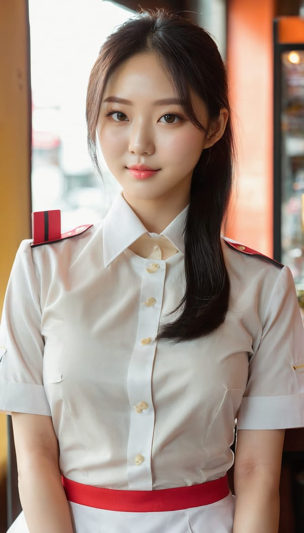 Tags: 21872187, SDXL
{"3": {"inputs": {"seed": 175794514377566, "steps": 32, "cfg": 6.14, "sampler_name": "dpmpp_2m", "scheduler": "karras", "denoise": 1.0, "model": ["27", 0], "positive": ["6", 0], "negative": ["7", 0], "latent_image": ["5", 0]}, "class_type": "KSampler"}, "4": {"inputs": {"ckpt_name": "juggernautxl.safetensors"}, "class_type": "CheckpointLoaderSimple"}, "5": {"inputs": {"width": 768, "height": 1344, "batch_size": 1}, "class_type": "EmptyLatentImage"}, "6": {"inputs": {"text": "28 year old girl, (korean:1.04), (seductive facial expression:1.00), (sexy lips:0.98), (double eyelids:1.01), (cute:0.96), (detailed face:1.12), (pale skin:1.05), (beautiful eyes:1.13), (temptress:1.12), (idol:1.04), (slim:1.08), (perky ass:1.14), (exposed ass:1.13), (looking back:1.00), (sexy ass:1.07), (thigh gap:1.05), (a waitress in uniform:1.11) working at a restaurant, (candid cinema:1.02), (detailed skin:1.01), (soft lighting:1.00), (textured skin:1.06), (portra:1.09), (RAW:1.08), (film:1.04), (skin fuzz:1.08), (natural looking skin:1.09)", "clip": ["27", 1]}, "class_type": "CLIPTextEncode"}, "7": {"inputs": {"text": "(open mouth:1.09), (twisted:1.12), (worst quality:1.05), (bad hands:1.14), (watermark:1.10), (distorted:1.07)", "clip": ["27", 1]}, "class_type": "CLIPTextEncode"}, "8": {"inputs": {"samples": ["3", 0], "vae": ["4", 2]}, "class_type": "VAEDecode"}, "25": {"inputs": {"lora_name": "nudify_xl.safetensors", "strength_model": 0.12, "strength_clip": 0.13, "model": ["4", 0], "clip": ["4", 1]}, "class_type": "LoraLoader"}, "26": {"inputs": {"lora_name": "shirtlift_SDXL_v2.safetensors", "strength_model": 0.14, "strength_clip": 0.15, "model": ["25", 0], "clip": ["25", 1]}, "class_type": "LoraLoader"}, "27": {"inputs": {"lora_name": "PerfectEyesXL.safetensors", "strength_model": 0.15, "strength_clip": 0.16, "model": ["26", 0], "clip": ["26", 1]}, "class_type": "LoraLoader"}, "30": {"inputs": {"model_name": "4x_NMKD-Superscale-SP_178000_G.pth"}, "class_type": "UpscaleModelLoader"}, "31": {"inputs": {"upscale_model": ["30", 0], "image": ["8", 0]}, "class_type": "ImageUpscaleWithModel"}, "32": {"inputs": {"upscale_method": "lanczos", "scale_by": 0.5, "image": ["31", 0]}, "class_type": "ImageScaleBy"}, "33": {"inputs": {"pixels": ["32", 0], "vae": ["4", 2]}, "class_type": "VAEEncode"}, "34": {"inputs": {"seed": 175794514377566, "steps": 32, "cfg": 6.14, "sampler_name": "dpmpp_2m", "scheduler": "karras", "denoise": 0.3, "model": ["27", 0], "positive": ["6", 0], "negative": ["7", 0], "latent_image": ["33", 0]}, "class_type": "KSampler"}, "36": {"inputs": {"samples": ["34", 0], "vae": ["4", 2]}, "class_type": "VAEDecode"}, "39": {"inputs": {"filename_prefix": "comfyapi-1713892034262", "images": ["36", 0]}, "class_type": "SaveImage"}}