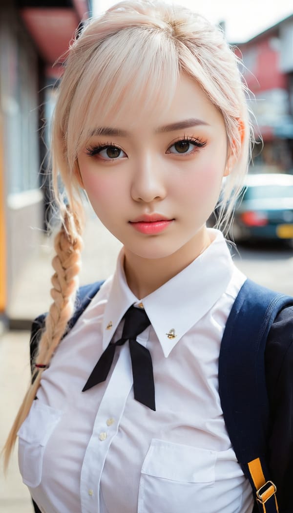 Tags: 21872187, SDXL
{"3": {"inputs": {"seed": 579209383974759, "steps": 64, "cfg": 7.59, "sampler_name": "dpmpp_2m", "scheduler": "karras", "denoise": 1.0, "model": ["27", 0], "positive": ["6", 0], "negative": ["7", 0], "latent_image": ["5", 0]}, "class_type": "KSampler"}, "4": {"inputs": {"ckpt_name": "juggernautxl.safetensors"}, "class_type": "CheckpointLoaderSimple"}, "5": {"inputs": {"width": 768, "height": 1344, "batch_size": 1}, "class_type": "EmptyLatentImage"}, "6": {"inputs": {"text": "23 year old girl, (seductive pose:1.12), (sexy lips:1.13), (beautiful eyes:1.14), (seductive facial expression:0.97), (double eyelids:0.97), (pale skin:0.96), (cute:1.03), (blush:1.03), (eyelashes:1.11), (detailed face:0.99), (idol:0.97), (temptress:1.10), (slim:1.11), (perky ass:0.96), (exposed ass:0.96), (looking back:0.97), (sexy ass:0.96), (thigh gap:1.07), (school uniform:1.14), choker, busy street, (soft lighting:1.02), (detailed skin:1.09), (RAW:1.05), (skin fuzz:1.09), (portra:1.00), (textured skin:1.05), (natural looking skin:1.04), (candid cinema:1.00), (film:1.03)", "clip": ["27", 1]}, "class_type": "CLIPTextEncode"}, "7": {"inputs": {"text": "(distorted:1.05), (worst quality:1.14), (watermark:1.09), (bad hands:1.08), (low resolution:1.11), (open mouth:1.07), (twisted:1.11)", "clip": ["27", 1]}, "class_type": "CLIPTextEncode"}, "8": {"inputs": {"samples": ["3", 0], "vae": ["4", 2]}, "class_type": "VAEDecode"}, "25": {"inputs": {"lora_name": "nudify_xl.safetensors", "strength_model": 0.1, "strength_clip": 0.26, "model": ["4", 0], "clip": ["4", 1]}, "class_type": "LoraLoader"}, "26": {"inputs": {"lora_name": "shirtlift_SDXL_v2.safetensors", "strength_model": 0.05, "strength_clip": 0.05, "model": ["25", 0], "clip": ["25", 1]}, "class_type": "LoraLoader"}, "27": {"inputs": {"lora_name": "PerfectEyesXL.safetensors", "strength_model": 0.06, "strength_clip": 0.18, "model": ["26", 0], "clip": ["26", 1]}, "class_type": "LoraLoader"}, "30": {"inputs": {"model_name": "4x_NMKD-Superscale-SP_178000_G.pth"}, "class_type": "UpscaleModelLoader"}, "31": {"inputs": {"upscale_model": ["30", 0], "image": ["8", 0]}, "class_type": "ImageUpscaleWithModel"}, "32": {"inputs": {"upscale_method": "lanczos", "scale_by": 0.5, "image": ["31", 0]}, "class_type": "ImageScaleBy"}, "33": {"inputs": {"pixels": ["32", 0], "vae": ["4", 2]}, "class_type": "VAEEncode"}, "34": {"inputs": {"seed": 579209383974759, "steps": 64, "cfg": 7.59, "sampler_name": "dpmpp_2m", "scheduler": "karras", "denoise": 0.3, "model": ["27", 0], "positive": ["6", 0], "negative": ["7", 0], "latent_image": ["33", 0]}, "class_type": "KSampler"}, "36": {"inputs": {"samples": ["34", 0], "vae": ["4", 2]}, "class_type": "VAEDecode"}, "39": {"inputs": {"filename_prefix": "comfyapi-1714854106285", "images": ["36", 0]}, "class_type": "SaveImage"}}