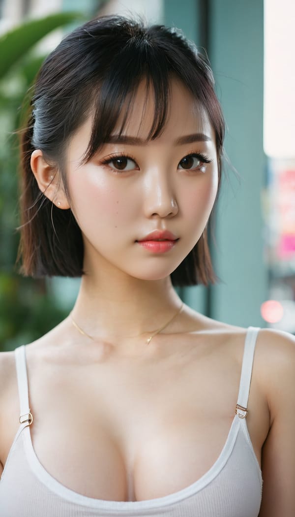 Tags: 21872187, SDXL
{"3": {"inputs": {"seed": 462759592847097, "steps": 32, "cfg": 7.78, "sampler_name": "dpmpp_2m", "scheduler": "karras", "denoise": 1.0, "model": ["27", 0], "positive": ["6", 0], "negative": ["7", 0], "latent_image": ["5", 0]}, "class_type": "KSampler"}, "4": {"inputs": {"ckpt_name": "juggernautxl.safetensors"}, "class_type": "CheckpointLoaderSimple"}, "5": {"inputs": {"width": 768, "height": 1344, "batch_size": 1}, "class_type": "EmptyLatentImage"}, "6": {"inputs": {"text": "19 year old girl, (chinese:1.14), (sexy lips:1.12), (blush:1.07), (slim:1.12), (cute:0.96), (detailed face:0.96), (eyelashes:1.07), (temptress:1.10), (seductive pose:0.99), (double eyelids:1.04), (pale skin:1.05), (beautiful eyes:0.99), (idol:1.10), (seductive facial expression:0.97), (in a seductive pose:0.98), (large perky breasts:1.05), (cleavage:1.13), (thigh gap:0.97), (white tanktop:1.09), busy street, (film:1.08), (detailed skin:1.06), (textured skin:1.09), (RAW:1.06), (skin fuzz:1.02), (soft lighting:1.04), (portra:1.09), (candid cinema:1.07), (natural looking skin:1.04)", "clip": ["27", 1]}, "class_type": "CLIPTextEncode"}, "7": {"inputs": {"text": "(bad hands:1.12), (twisted:1.12), (open mouth:1.12), (distorted:1.07), (watermark:1.05), (worst quality:1.14), (low resolution:1.13)", "clip": ["27", 1]}, "class_type": "CLIPTextEncode"}, "8": {"inputs": {"samples": ["3", 0], "vae": ["4", 2]}, "class_type": "VAEDecode"}, "25": {"inputs": {"lora_name": "nudify_xl.safetensors", "strength_model": 0.01, "strength_clip": 0.12, "model": ["4", 0], "clip": ["4", 1]}, "class_type": "LoraLoader"}, "26": {"inputs": {"lora_name": "shirtlift_SDXL_v2.safetensors", "strength_model": 0.09, "strength_clip": 0.17, "model": ["25", 0], "clip": ["25", 1]}, "class_type": "LoraLoader"}, "27": {"inputs": {"lora_name": "PerfectEyesXL.safetensors", "strength_model": 0.03, "strength_clip": 0.1, "model": ["26", 0], "clip": ["26", 1]}, "class_type": "LoraLoader"}, "30": {"inputs": {"model_name": "4x_NMKD-Superscale-SP_178000_G.pth"}, "class_type": "UpscaleModelLoader"}, "31": {"inputs": {"upscale_model": ["30", 0], "image": ["8", 0]}, "class_type": "ImageUpscaleWithModel"}, "32": {"inputs": {"upscale_method": "lanczos", "scale_by": 0.5, "image": ["31", 0]}, "class_type": "ImageScaleBy"}, "33": {"inputs": {"pixels": ["32", 0], "vae": ["4", 2]}, "class_type": "VAEEncode"}, "34": {"inputs": {"seed": 462759592847097, "steps": 32, "cfg": 7.78, "sampler_name": "dpmpp_2m", "scheduler": "karras", "denoise": 0.3, "model": ["27", 0], "positive": ["6", 0], "negative": ["7", 0], "latent_image": ["33", 0]}, "class_type": "KSampler"}, "36": {"inputs": {"samples": ["34", 0], "vae": ["4", 2]}, "class_type": "VAEDecode"}, "39": {"inputs": {"filename_prefix": "comfyapi-1714262832945", "images": ["36", 0]}, "class_type": "SaveImage"}}