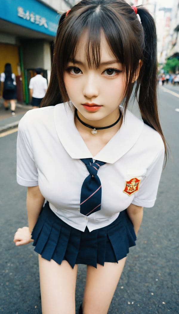 Tags: 21872187, SDXL
{"3": {"inputs": {"seed": 477492241258827, "steps": 64, "cfg": 6.46, "sampler_name": "dpmpp_2m", "scheduler": "karras", "denoise": 1.0, "model": ["27", 0], "positive": ["6", 0], "negative": ["7", 0], "latent_image": ["5", 0]}, "class_type": "KSampler"}, "4": {"inputs": {"ckpt_name": "helloworldxl.safetensors"}, "class_type": "CheckpointLoaderSimple"}, "5": {"inputs": {"width": 768, "height": 1344, "batch_size": 1}, "class_type": "EmptyLatentImage"}, "6": {"inputs": {"text": "18 year old girl, (japanese:1.03), (russian:1.03), (double eyelids:1.10), (blush:1.08), (idol:1.09), (seductive facial expression:1.13), (seductive pose:1.08), (eyelashes:1.14), (pale skin:0.97), (sexy lips:1.02), (slim:1.05), (detailed face:1.03), (beautiful eyes:1.06), (cute:1.02), (temptress:1.14), (in a seductive pose:1.14), (large perky breasts:1.03), (cleavage:1.08), (thigh gap:0.99), (school uniform:1.04), choker, busy street, (portra:1.04), (RAW:1.09), (soft lighting:1.07), (film:1.06), (natural looking skin:1.03), (detailed skin:1.03), (skin fuzz:1.05), (textured skin:1.02), (candid cinema:1.02)", "clip": ["27", 1]}, "class_type": "CLIPTextEncode"}, "7": {"inputs": {"text": "(watermark:1.05), (bad hands:1.14), (low resolution:1.07), (twisted:1.09), (distorted:1.06), (worst quality:1.09), (open mouth:1.12)", "clip": ["27", 1]}, "class_type": "CLIPTextEncode"}, "8": {"inputs": {"samples": ["3", 0], "vae": ["4", 2]}, "class_type": "VAEDecode"}, "25": {"inputs": {"lora_name": "nudify_xl.safetensors", "strength_model": 0.14, "strength_clip": 0.14, "model": ["4", 0], "clip": ["4", 1]}, "class_type": "LoraLoader"}, "26": {"inputs": {"lora_name": "shirtlift_SDXL_v2.safetensors", "strength_model": 0.19, "strength_clip": 0.16, "model": ["25", 0], "clip": ["25", 1]}, "class_type": "LoraLoader"}, "27": {"inputs": {"lora_name": "PerfectEyesXL.safetensors", "strength_model": 0.16, "strength_clip": 0.05, "model": ["26", 0], "clip": ["26", 1]}, "class_type": "LoraLoader"}, "30": {"inputs": {"model_name": "4x_NMKD-Superscale-SP_178000_G.pth"}, "class_type": "UpscaleModelLoader"}, "31": {"inputs": {"upscale_model": ["30", 0], "image": ["8", 0]}, "class_type": "ImageUpscaleWithModel"}, "32": {"inputs": {"upscale_method": "lanczos", "scale_by": 0.5, "image": ["31", 0]}, "class_type": "ImageScaleBy"}, "33": {"inputs": {"pixels": ["32", 0], "vae": ["4", 2]}, "class_type": "VAEEncode"}, "34": {"inputs": {"seed": 477492241258827, "steps": 64, "cfg": 6.46, "sampler_name": "dpmpp_2m", "scheduler": "karras", "denoise": 0.3, "model": ["27", 0], "positive": ["6", 0], "negative": ["7", 0], "latent_image": ["33", 0]}, "class_type": "KSampler"}, "36": {"inputs": {"samples": ["34", 0], "vae": ["4", 2]}, "class_type": "VAEDecode"}, "39": {"inputs": {"filename_prefix": "comfyapi-1724355750509", "images": ["36", 0]}, "class_type": "SaveImage"}}