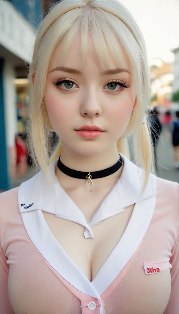 Tags: 21872187, SDXL
{"3": {"inputs": {"seed": 292301066668856, "steps": 64, "cfg": 6.14, "sampler_name": "dpmpp_2m", "scheduler": "karras", "denoise": 1.0, "model": ["27", 0], "positive": ["6", 0], "negative": ["7", 0], "latent_image": ["5", 0]}, "class_type": "KSampler"}, "4": {"inputs": {"ckpt_name": "juggernautxl.safetensors"}, "class_type": "CheckpointLoaderSimple"}, "5": {"inputs": {"width": 768, "height": 1344, "batch_size": 1}, "class_type": "EmptyLatentImage"}, "6": {"inputs": {"text": "22 year old girl, (pale skin:1.03), (seductive pose:1.01), (cute:1.01), (temptress:1.07), (blush:1.05), (double eyelids:1.02), (detailed face:1.06), (sexy lips:0.97), (slim:1.04), (seductive facial expression:0.98), (eyelashes:1.08), (beautiful eyes:0.95), (in a seductive pose:1.08), (large perky breasts:1.02), (cleavage:1.13), (thigh gap:0.95), (school uniform:1.00), choker, busy street, (portra:1.08), (detailed skin:1.09), (candid cinema:1.06), (skin fuzz:1.04), (textured skin:1.00), (RAW:1.05), (film:1.09), (soft lighting:1.04), (natural looking skin:1.09)", "clip": ["27", 1]}, "class_type": "CLIPTextEncode"}, "7": {"inputs": {"text": "(distorted:1.10), (open mouth:1.09), (twisted:1.07), (low resolution:1.09), (worst quality:1.07), (bad hands:1.07)", "clip": ["27", 1]}, "class_type": "CLIPTextEncode"}, "8": {"inputs": {"samples": ["3", 0], "vae": ["4", 2]}, "class_type": "VAEDecode"}, "25": {"inputs": {"lora_name": "nudify_xl.safetensors", "strength_model": 0.13, "strength_clip": 0.34, "model": ["4", 0], "clip": ["4", 1]}, "class_type": "LoraLoader"}, "26": {"inputs": {"lora_name": "shirtlift_SDXL_v2.safetensors", "strength_model": 0.19, "strength_clip": 0.06, "model": ["25", 0], "clip": ["25", 1]}, "class_type": "LoraLoader"}, "27": {"inputs": {"lora_name": "PerfectEyesXL.safetensors", "strength_model": 0.1, "strength_clip": 0.08, "model": ["26", 0], "clip": ["26", 1]}, "class_type": "LoraLoader"}, "30": {"inputs": {"model_name": "4x_NMKD-Superscale-SP_178000_G.pth"}, "class_type": "UpscaleModelLoader"}, "31": {"inputs": {"upscale_model": ["30", 0], "image": ["8", 0]}, "class_type": "ImageUpscaleWithModel"}, "32": {"inputs": {"upscale_method": "lanczos", "scale_by": 0.5, "image": ["31", 0]}, "class_type": "ImageScaleBy"}, "33": {"inputs": {"pixels": ["32", 0], "vae": ["4", 2]}, "class_type": "VAEEncode"}, "34": {"inputs": {"seed": 292301066668856, "steps": 64, "cfg": 6.14, "sampler_name": "dpmpp_2m", "scheduler": "karras", "denoise": 0.3, "model": ["27", 0], "positive": ["6", 0], "negative": ["7", 0], "latent_image": ["33", 0]}, "class_type": "KSampler"}, "36": {"inputs": {"samples": ["34", 0], "vae": ["4", 2]}, "class_type": "VAEDecode"}, "39": {"inputs": {"filename_prefix": "comfyapi-1726910674615", "images": ["36", 0]}, "class_type": "SaveImage"}}