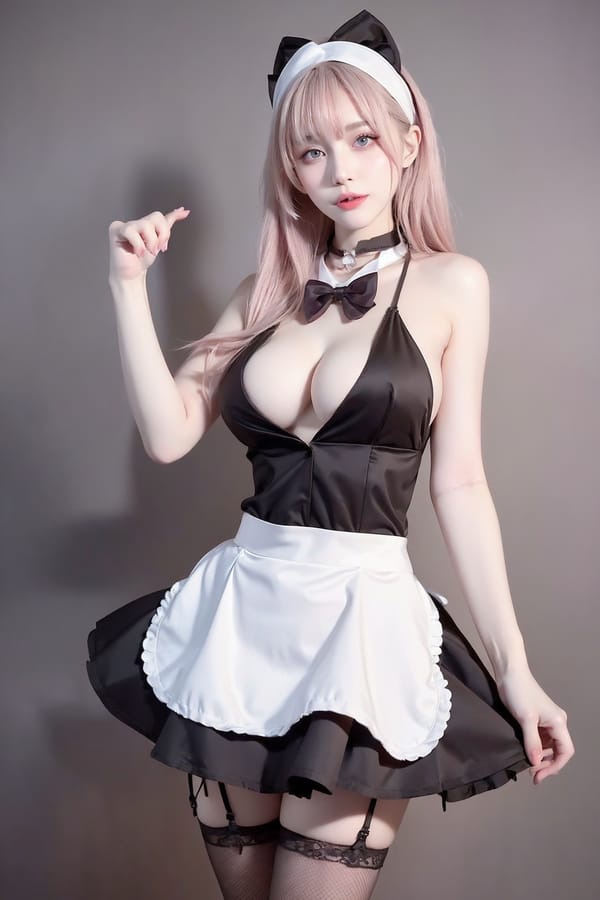 Tags: 21872187
<lora:YaeMiko_Test:0.72>, (russian:0.95), maid cafe, stockings, (maid costume:1.18), choker, bowtie, headband, (pleated skirt:1.02), <lora:skirtlift-v4:0.97 <lora:Addams:0.30>, extremely detailed eyes, extremely detailed face, cute, (photorealistic:1.12), sexy lips, seductive smile, pale skin, perky breasts, full body portrait, textured skin, best quality, sharp, hyper realistic, (long slim legs:1.00), blush, 1girl
Negative prompt: paintings, anime, (worst quality:1.94)
Steps: 64, Sampler: DPM++ 2M Karras, CFG scale: 6.04, Seed: 1784387152, Size: 512x768, Model hash: fc2511737a, Model: chilloutmix_NiPrunedFp32Fix, Seed resize from: -1x-1, Denoising strength: 0.4, Version: v1.2.1, Hires upscale: 2.5, Hires steps: 16, Hires upscaler: ESRGAN_4x