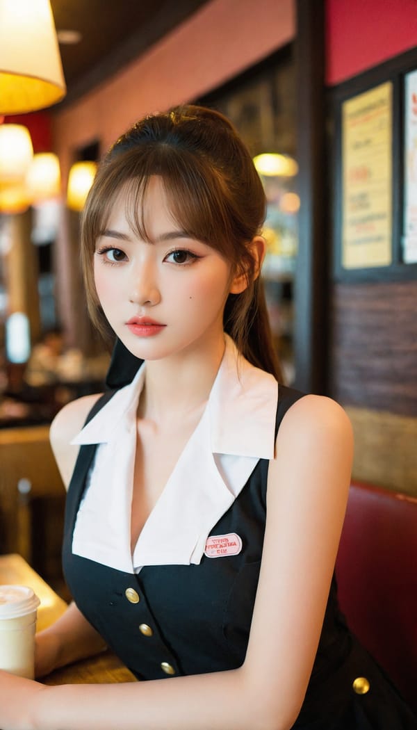 Tags: 21872187, SDXL
{"3": {"inputs": {"seed": 471881577287225, "steps": 32, "cfg": 6.96, "sampler_name": "dpmpp_2m", "scheduler": "karras", "denoise": 1.0, "model": ["27", 0], "positive": ["6", 0], "negative": ["7", 0], "latent_image": ["5", 0]}, "class_type": "KSampler"}, "4": {"inputs": {"ckpt_name": "leosamsHelloworldSDXL_helloworldSDXL32DPO.safetensors"}, "class_type": "CheckpointLoaderSimple"}, "5": {"inputs": {"width": 768, "height": 1344, "batch_size": 1}, "class_type": "EmptyLatentImage"}, "6": {"inputs": {"text": "20 year old girl, (seductive facial expression:1.01), (seductive pose:1.13), (cute:0.97), (double eyelids:1.12), (idol:0.95), (sexy lips:1.14), (slim:0.99), (eyelashes:1.12), (detailed face:1.06), (pale skin:1.09), (temptress:1.10), (beautiful eyes:1.03), (blush:1.03), (in a seductive pose:1.03), (large perky breasts:0.96), (cleavage:1.08), (thigh gap:1.02), (a waitress in uniform:1.06) working at a restaurant, (detailed skin:1.05), (soft lighting:1.06), (natural looking skin:1.09), (candid cinema:1.07), (RAW:1.08), (film:1.00), (portra:1.09), (textured skin:1.05), (skin fuzz:1.04)", "clip": ["27", 1]}, "class_type": "CLIPTextEncode"}, "7": {"inputs": {"text": "(bad hands:1.10), (open mouth:1.13), (worst quality:1.12), (low resolution:1.09), (twisted:1.11), (watermark:1.13), (distorted:1.08)", "clip": ["27", 1]}, "class_type": "CLIPTextEncode"}, "8": {"inputs": {"samples": ["3", 0], "vae": ["4", 2]}, "class_type": "VAEDecode"}, "25": {"inputs": {"lora_name": "nudify_xl.safetensors", "strength_model": 0.12, "strength_clip": 0.29, "model": ["4", 0], "clip": ["4", 1]}, "class_type": "LoraLoader"}, "26": {"inputs": {"lora_name": "shirtlift_SDXL_v2.safetensors", "strength_model": 0.0, "strength_clip": 0.08, "model": ["25", 0], "clip": ["25", 1]}, "class_type": "LoraLoader"}, "27": {"inputs": {"lora_name": "PerfectEyesXL.safetensors", "strength_model": 0.02, "strength_clip": 0.07, "model": ["26", 0], "clip": ["26", 1]}, "class_type": "LoraLoader"}, "30": {"inputs": {"model_name": "4x_NMKD-Superscale-SP_178000_G.pth"}, "class_type": "UpscaleModelLoader"}, "31": {"inputs": {"upscale_model": ["30", 0], "image": ["8", 0]}, "class_type": "ImageUpscaleWithModel"}, "32": {"inputs": {"upscale_method": "lanczos", "scale_by": 0.5, "image": ["31", 0]}, "class_type": "ImageScaleBy"}, "33": {"inputs": {"pixels": ["32", 0], "vae": ["4", 2]}, "class_type": "VAEEncode"}, "34": {"inputs": {"seed": 471881577287225, "steps": 32, "cfg": 6.96, "sampler_name": "dpmpp_2m", "scheduler": "karras", "denoise": 0.3, "model": ["27", 0], "positive": ["6", 0], "negative": ["7", 0], "latent_image": ["33", 0]}, "class_type": "KSampler"}, "36": {"inputs": {"samples": ["34", 0], "vae": ["4", 2]}, "class_type": "VAEDecode"}, "39": {"inputs": {"filename_prefix": "comfyapi-1708199149281", "images": ["36", 0]}, "class_type": "SaveImage"}}