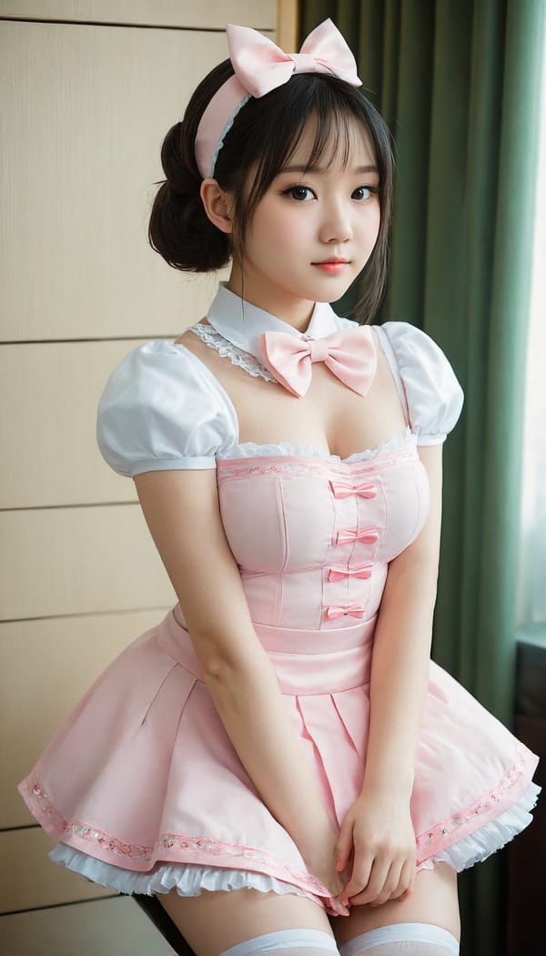 Tags: 21872187, SDXL
{"3": {"inputs": {"seed": 490923128410438, "steps": 32, "cfg": 5.98, "sampler_name": "dpmpp_2m", "scheduler": "karras", "denoise": 1.0, "model": ["27", 0], "positive": ["6", 0], "negative": ["7", 0], "latent_image": ["5", 0]}, "class_type": "KSampler"}, "4": {"inputs": {"ckpt_name": "juggernautXL_v8Rundiffusion.safetensors"}, "class_type": "CheckpointLoaderSimple"}, "5": {"inputs": {"width": 768, "height": 1344, "batch_size": 1}, "class_type": "EmptyLatentImage"}, "6": {"inputs": {"text": "18 year old girl, (chinese:1.05), (idol:1.03), (double eyelids:1.03), (sexy lips:0.98), (blush:1.06), (seductive pose:1.12), (detailed face:1.06), (temptress:1.04), (slim:1.12), (cute:1.04), (seductive facial expression:1.11), (beautiful eyes:0.95), (eyelashes:1.06), (pale skin:1.14), (on all fours:0.95), (spreading ass cheeks:1.04), (from behind:1.10), (backboob:1.06), in a (skimpy maid costume:1.13) working at a maid cafe, choker, bowtie, headband, pleated skirt, (RAW:1.08), (skin fuzz:1.01), (film:1.03), (natural looking skin:1.06), (detailed skin:1.01), (soft lighting:1.06), (portra:1.01), (textured skin:1.08), (candid cinema:1.08)", "clip": ["27", 1]}, "class_type": "CLIPTextEncode"}, "7": {"inputs": {"text": "(worst quality:1.09), (bad hands:1.07), (twisted:1.14), (open mouth:1.10), (distorted:1.12), (low resolution:1.07), (watermark:1.14)", "clip": ["27", 1]}, "class_type": "CLIPTextEncode"}, "8": {"inputs": {"samples": ["3", 0], "vae": ["4", 2]}, "class_type": "VAEDecode"}, "25": {"inputs": {"lora_name": "nudify_xl.safetensors", "strength_model": 0.02, "strength_clip": 0.13, "model": ["4", 0], "clip": ["4", 1]}, "class_type": "LoraLoader"}, "26": {"inputs": {"lora_name": "shirtlift_SDXL_v2.safetensors", "strength_model": 0.0, "strength_clip": 0.01, "model": ["25", 0], "clip": ["25", 1]}, "class_type": "LoraLoader"}, "27": {"inputs": {"lora_name": "PerfectEyesXL.safetensors", "strength_model": 0.18, "strength_clip": 0.1, "model": ["26", 0], "clip": ["26", 1]}, "class_type": "LoraLoader"}, "30": {"inputs": {"model_name": "4x_NMKD-Superscale-SP_178000_G.pth"}, "class_type": "UpscaleModelLoader"}, "31": {"inputs": {"upscale_model": ["30", 0], "image": ["8", 0]}, "class_type": "ImageUpscaleWithModel"}, "32": {"inputs": {"upscale_method": "lanczos", "scale_by": 0.5, "image": ["31", 0]}, "class_type": "ImageScaleBy"}, "33": {"inputs": {"pixels": ["32", 0], "vae": ["4", 2]}, "class_type": "VAEEncode"}, "34": {"inputs": {"seed": 490923128410438, "steps": 32, "cfg": 5.98, "sampler_name": "dpmpp_2m", "scheduler": "karras", "denoise": 0.3, "model": ["27", 0], "positive": ["6", 0], "negative": ["7", 0], "latent_image": ["33", 0]}, "class_type": "KSampler"}, "36": {"inputs": {"samples": ["34", 0], "vae": ["4", 2]}, "class_type": "VAEDecode"}, "39": {"inputs": {"filename_prefix": "comfyapi-1708136171574", "images": ["36", 0]}, "class_type": "SaveImage"}}