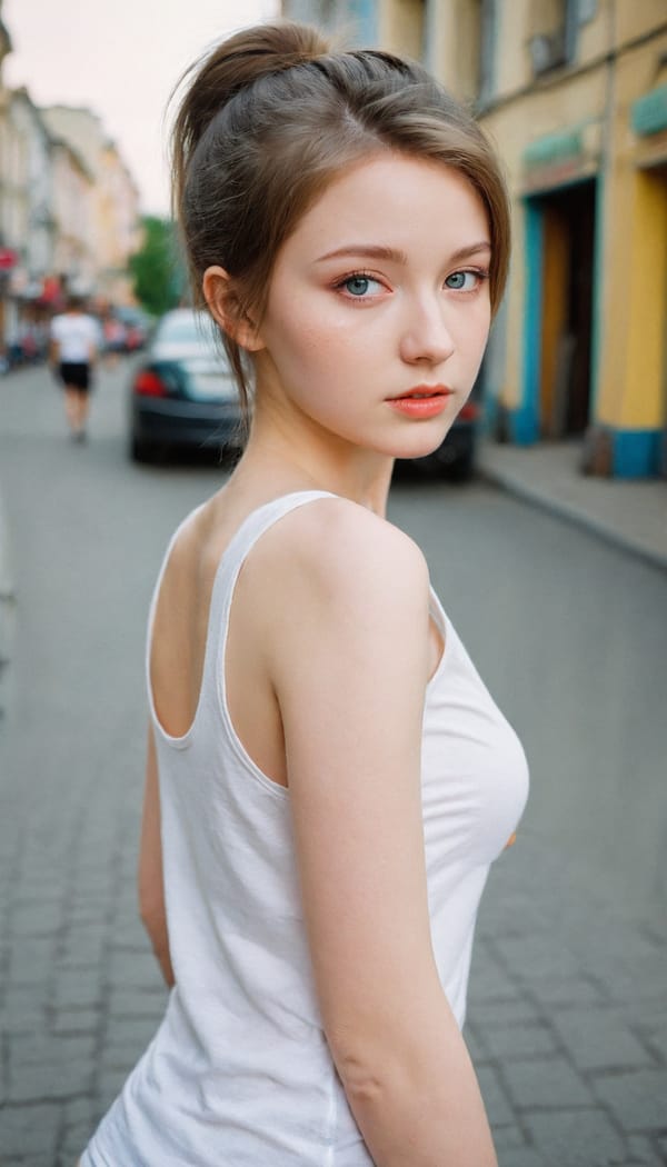 Tags: 21872187, SDXL
{"3": {"inputs": {"seed": 477483740594297, "steps": 32, "cfg": 5.58, "sampler_name": "dpmpp_2m", "scheduler": "karras", "denoise": 1.0, "model": ["27", 0], "positive": ["6", 0], "negative": ["7", 0], "latent_image": ["5", 0]}, "class_type": "KSampler"}, "4": {"inputs": {"ckpt_name": "leosamsHelloworldSDXL_helloworldSDXL32DPO.safetensors"}, "class_type": "CheckpointLoaderSimple"}, "5": {"inputs": {"width": 768, "height": 1344, "batch_size": 1}, "class_type": "EmptyLatentImage"}, "6": {"inputs": {"text": "19 year old girl, (ukrainian:1.10), (irish:1.07), (pale skin:0.95), (eyelashes:0.99), (beautiful eyes:1.05), (cute:1.03), (detailed face:1.04), (slim:1.09), (idol:1.06), (seductive facial expression:1.11), (seductive pose:1.01), (blush:1.07), (double eyelids:1.08), (temptress:1.14), (sexy lips:1.01), (perky ass:0.97), (exposed ass:1.13), (looking back:1.12), (sexy ass:1.04), (thigh gap:1.05), (white tanktop:1.08), busy street, (film:1.06), (RAW:1.09), (textured skin:1.02), (skin fuzz:1.06), (detailed skin:1.00), (candid cinema:1.02), (soft lighting:1.09), (portra:1.05), (natural looking skin:1.02)", "clip": ["27", 1]}, "class_type": "CLIPTextEncode"}, "7": {"inputs": {"text": "(worst quality:1.10), (bad hands:1.11), (low resolution:1.10), (distorted:1.10), (open mouth:1.13), (watermark:1.05), (twisted:1.08)", "clip": ["27", 1]}, "class_type": "CLIPTextEncode"}, "8": {"inputs": {"samples": ["3", 0], "vae": ["4", 2]}, "class_type": "VAEDecode"}, "25": {"inputs": {"lora_name": "nudify_xl.safetensors", "strength_model": 0.26, "strength_clip": 0.25, "model": ["4", 0], "clip": ["4", 1]}, "class_type": "LoraLoader"}, "26": {"inputs": {"lora_name": "shirtlift_SDXL_v2.safetensors", "strength_model": 0.09, "strength_clip": 0.13, "model": ["25", 0], "clip": ["25", 1]}, "class_type": "LoraLoader"}, "27": {"inputs": {"lora_name": "PerfectEyesXL.safetensors", "strength_model": 0.12, "strength_clip": 0.07, "model": ["26", 0], "clip": ["26", 1]}, "class_type": "LoraLoader"}, "30": {"inputs": {"model_name": "4x_NMKD-Superscale-SP_178000_G.pth"}, "class_type": "UpscaleModelLoader"}, "31": {"inputs": {"upscale_model": ["30", 0], "image": ["8", 0]}, "class_type": "ImageUpscaleWithModel"}, "32": {"inputs": {"upscale_method": "lanczos", "scale_by": 0.5, "image": ["31", 0]}, "class_type": "ImageScaleBy"}, "33": {"inputs": {"pixels": ["32", 0], "vae": ["4", 2]}, "class_type": "VAEEncode"}, "34": {"inputs": {"seed": 477483740594297, "steps": 32, "cfg": 5.58, "sampler_name": "dpmpp_2m", "scheduler": "karras", "denoise": 0.3, "model": ["27", 0], "positive": ["6", 0], "negative": ["7", 0], "latent_image": ["33", 0]}, "class_type": "KSampler"}, "36": {"inputs": {"samples": ["34", 0], "vae": ["4", 2]}, "class_type": "VAEDecode"}, "39": {"inputs": {"filename_prefix": "comfyapi-1707975271439", "images": ["36", 0]}, "class_type": "SaveImage"}}