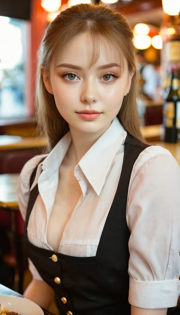 Tags: 21872187, SDXL
{"3": {"inputs": {"seed": 365431202922028, "steps": 64, "cfg": 6.51, "sampler_name": "dpmpp_2m", "scheduler": "karras", "denoise": 1.0, "model": ["27", 0], "positive": ["6", 0], "negative": ["7", 0], "latent_image": ["5", 0]}, "class_type": "KSampler"}, "4": {"inputs": {"ckpt_name": "juggernautxl.safetensors"}, "class_type": "CheckpointLoaderSimple"}, "5": {"inputs": {"width": 768, "height": 1344, "batch_size": 1}, "class_type": "EmptyLatentImage"}, "6": {"inputs": {"text": "22 year old girl, (russian:1.07), (double eyelids:0.99), (blush:1.04), (pale skin:1.11), (seductive facial expression:1.02), (slim:1.12), (idol:1.13), (seductive pose:1.07), (cute:1.01), (beautiful eyes:1.09), (sexy lips:1.00), (detailed face:1.00), (on all fours:1.01), (spreading ass cheeks:0.95), (from behind:1.13), (backboob:0.98), (a waitress in uniform:1.00) working at a restaurant, (textured skin:1.05), (film:1.08), (skin fuzz:1.00), (natural looking skin:1.04), (RAW:1.05), (portra:1.08), (detailed skin:1.00), (soft lighting:1.09), (candid cinema:1.04)", "clip": ["27", 1]}, "class_type": "CLIPTextEncode"}, "7": {"inputs": {"text": "(open mouth:1.13), (watermark:1.08), (bad hands:1.13), (distorted:1.12), (low resolution:1.08), (twisted:1.09), (worst quality:1.05)", "clip": ["27", 1]}, "class_type": "CLIPTextEncode"}, "8": {"inputs": {"samples": ["3", 0], "vae": ["4", 2]}, "class_type": "VAEDecode"}, "25": {"inputs": {"lora_name": "nudify_xl.safetensors", "strength_model": 0.35, "strength_clip": 0.01, "model": ["4", 0], "clip": ["4", 1]}, "class_type": "LoraLoader"}, "26": {"inputs": {"lora_name": "shirtlift_SDXL_v2.safetensors", "strength_model": 0.05, "strength_clip": 0.0, "model": ["25", 0], "clip": ["25", 1]}, "class_type": "LoraLoader"}, "27": {"inputs": {"lora_name": "PerfectEyesXL.safetensors", "strength_model": 0.09, "strength_clip": 0.15, "model": ["26", 0], "clip": ["26", 1]}, "class_type": "LoraLoader"}, "30": {"inputs": {"model_name": "4x_NMKD-Superscale-SP_178000_G.pth"}, "class_type": "UpscaleModelLoader"}, "31": {"inputs": {"upscale_model": ["30", 0], "image": ["8", 0]}, "class_type": "ImageUpscaleWithModel"}, "32": {"inputs": {"upscale_method": "lanczos", "scale_by": 0.5, "image": ["31", 0]}, "class_type": "ImageScaleBy"}, "33": {"inputs": {"pixels": ["32", 0], "vae": ["4", 2]}, "class_type": "VAEEncode"}, "34": {"inputs": {"seed": 365431202922028, "steps": 64, "cfg": 6.51, "sampler_name": "dpmpp_2m", "scheduler": "karras", "denoise": 0.3, "model": ["27", 0], "positive": ["6", 0], "negative": ["7", 0], "latent_image": ["33", 0]}, "class_type": "KSampler"}, "36": {"inputs": {"samples": ["34", 0], "vae": ["4", 2]}, "class_type": "VAEDecode"}, "39": {"inputs": {"filename_prefix": "comfyapi-1725945636318", "images": ["36", 0]}, "class_type": "SaveImage"}}