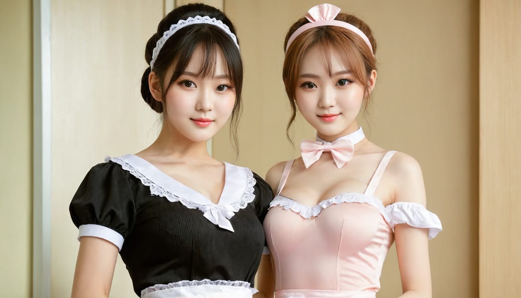 Tags: 21872187, SDXL
{"3": {"inputs": {"seed": 884138339999377, "steps": 32, "cfg": 6.33, "sampler_name": "dpmpp_2m", "scheduler": "karras", "denoise": 1.0, "model": ["27", 0], "positive": ["6", 0], "negative": ["7", 0], "latent_image": ["5", 0]}, "class_type": "KSampler"}, "4": {"inputs": {"ckpt_name": "juggernautXL_v8Rundiffusion.safetensors"}, "class_type": "CheckpointLoaderSimple"}, "5": {"inputs": {"width": 1344, "height": 768, "batch_size": 1}, "class_type": "EmptyLatentImage"}, "6": {"inputs": {"text": "19 year old girl, (korean:1.08), (ukrainian:0.95), (blush:1.08), (seductive facial expression:1.06), (beautiful eyes:1.14), (slim:1.03), (seductive pose:1.09), (temptress:0.96), (eyelashes:1.08), (double eyelids:1.00), (pale skin:1.12), (cute:0.96), (sexy lips:1.10), (detailed face:0.98), (idol:0.97), (in a seductive pose:0.99), (large perky breasts:1.06), (cleavage:1.14), (thigh gap:1.12), in a (skimpy maid costume:1.09) working at a maid cafe, choker, bowtie, headband, pleated skirt, (soft lighting:1.08), (RAW:1.08), (portra:1.02), (natural looking skin:1.04), (skin fuzz:1.02), (film:1.06), (candid cinema:1.00), (textured skin:1.08), (detailed skin:1.00)", "clip": ["27", 1]}, "class_type": "CLIPTextEncode"}, "7": {"inputs": {"text": "(open mouth:1.12), (twisted:1.13), (distorted:1.05), (watermark:1.10), (worst quality:1.08), (bad hands:1.09), (low resolution:1.12)", "clip": ["27", 1]}, "class_type": "CLIPTextEncode"}, "8": {"inputs": {"samples": ["3", 0], "vae": ["4", 2]}, "class_type": "VAEDecode"}, "25": {"inputs": {"lora_name": "nudify_xl.safetensors", "strength_model": 0.29, "strength_clip": 0.19, "model": ["4", 0], "clip": ["4", 1]}, "class_type": "LoraLoader"}, "26": {"inputs": {"lora_name": "shirtlift_SDXL_v2.safetensors", "strength_model": 0.19, "strength_clip": 0.0, "model": ["25", 0], "clip": ["25", 1]}, "class_type": "LoraLoader"}, "27": {"inputs": {"lora_name": "PerfectEyesXL.safetensors", "strength_model": 0.07, "strength_clip": 0.05, "model": ["26", 0], "clip": ["26", 1]}, "class_type": "LoraLoader"}, "30": {"inputs": {"model_name": "4x_NMKD-Superscale-SP_178000_G.pth"}, "class_type": "UpscaleModelLoader"}, "31": {"inputs": {"upscale_model": ["30", 0], "image": ["8", 0]}, "class_type": "ImageUpscaleWithModel"}, "32": {"inputs": {"upscale_method": "lanczos", "scale_by": 0.5, "image": ["31", 0]}, "class_type": "ImageScaleBy"}, "33": {"inputs": {"pixels": ["32", 0], "vae": ["4", 2]}, "class_type": "VAEEncode"}, "34": {"inputs": {"seed": 884138339999377, "steps": 32, "cfg": 6.33, "sampler_name": "dpmpp_2m", "scheduler": "karras", "denoise": 0.3, "model": ["27", 0], "positive": ["6", 0], "negative": ["7", 0], "latent_image": ["33", 0]}, "class_type": "KSampler"}, "36": {"inputs": {"samples": ["34", 0], "vae": ["4", 2]}, "class_type": "VAEDecode"}, "39": {"inputs": {"filename_prefix": "comfyapi-1707863270857", "images": ["36", 0]}, "class_type": "SaveImage"}}