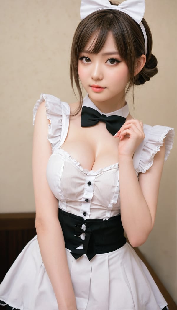 Tags: 21872187, SDXL
{"3": {"inputs": {"seed": 380622171702093, "steps": 64, "cfg": 5.52, "sampler_name": "dpmpp_2m", "scheduler": "karras", "denoise": 1.0, "model": ["27", 0], "positive": ["6", 0], "negative": ["7", 0], "latent_image": ["5", 0]}, "class_type": "KSampler"}, "4": {"inputs": {"ckpt_name": "juggernautxl.safetensors"}, "class_type": "CheckpointLoaderSimple"}, "5": {"inputs": {"width": 768, "height": 1344, "batch_size": 1}, "class_type": "EmptyLatentImage"}, "6": {"inputs": {"text": "22 year old girl, (idol:0.99), (double eyelids:0.99), (temptress:0.95), (blush:0.98), (seductive facial expression:1.13), (detailed face:1.02), (eyelashes:1.01), (pale skin:0.99), (seductive pose:1.13), (sexy lips:1.12), (slim:1.02), (cute:1.14), (beautiful eyes:1.09), (in a seductive pose:1.07), (large perky breasts:1.06), (cleavage:0.96), (thigh gap:1.04), in a (skimpy maid costume:1.04) working at a maid cafe, choker, bowtie, headband, pleated skirt, (portra:1.07), (candid cinema:1.07), (skin fuzz:1.07), (soft lighting:1.08), (film:1.08), (detailed skin:1.01), (textured skin:1.00), (RAW:1.03), (natural looking skin:1.05)", "clip": ["27", 1]}, "class_type": "CLIPTextEncode"}, "7": {"inputs": {"text": "(open mouth:1.08), (watermark:1.10), (worst quality:1.07), (twisted:1.08), (distorted:1.11), (low resolution:1.13), (bad hands:1.07)", "clip": ["27", 1]}, "class_type": "CLIPTextEncode"}, "8": {"inputs": {"samples": ["3", 0], "vae": ["4", 2]}, "class_type": "VAEDecode"}, "25": {"inputs": {"lora_name": "nudify_xl.safetensors", "strength_model": 0.22, "strength_clip": 0.08, "model": ["4", 0], "clip": ["4", 1]}, "class_type": "LoraLoader"}, "26": {"inputs": {"lora_name": "shirtlift_SDXL_v2.safetensors", "strength_model": 0.15, "strength_clip": 0.05, "model": ["25", 0], "clip": ["25", 1]}, "class_type": "LoraLoader"}, "27": {"inputs": {"lora_name": "PerfectEyesXL.safetensors", "strength_model": 0.03, "strength_clip": 0.19, "model": ["26", 0], "clip": ["26", 1]}, "class_type": "LoraLoader"}, "30": {"inputs": {"model_name": "4x_NMKD-Superscale-SP_178000_G.pth"}, "class_type": "UpscaleModelLoader"}, "31": {"inputs": {"upscale_model": ["30", 0], "image": ["8", 0]}, "class_type": "ImageUpscaleWithModel"}, "32": {"inputs": {"upscale_method": "lanczos", "scale_by": 0.5, "image": ["31", 0]}, "class_type": "ImageScaleBy"}, "33": {"inputs": {"pixels": ["32", 0], "vae": ["4", 2]}, "class_type": "VAEEncode"}, "34": {"inputs": {"seed": 380622171702093, "steps": 64, "cfg": 5.52, "sampler_name": "dpmpp_2m", "scheduler": "karras", "denoise": 0.3, "model": ["27", 0], "positive": ["6", 0], "negative": ["7", 0], "latent_image": ["33", 0]}, "class_type": "KSampler"}, "36": {"inputs": {"samples": ["34", 0], "vae": ["4", 2]}, "class_type": "VAEDecode"}, "39": {"inputs": {"filename_prefix": "comfyapi-1714720235108", "images": ["36", 0]}, "class_type": "SaveImage"}}