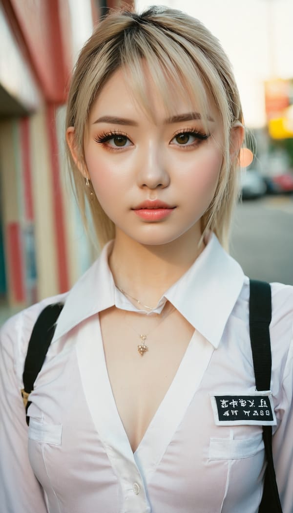 Tags: 21872187, SDXL
{"3": {"inputs": {"seed": 666840136928328, "steps": 32, "cfg": 7.51, "sampler_name": "dpmpp_2m", "scheduler": "karras", "denoise": 1.0, "model": ["27", 0], "positive": ["6", 0], "negative": ["7", 0], "latent_image": ["5", 0]}, "class_type": "KSampler"}, "4": {"inputs": {"ckpt_name": "juggernautxl.safetensors"}, "class_type": "CheckpointLoaderSimple"}, "5": {"inputs": {"width": 768, "height": 1344, "batch_size": 1}, "class_type": "EmptyLatentImage"}, "6": {"inputs": {"text": "27 year old girl, (seductive pose:1.01), (cute:1.10), (idol:0.95), (seductive facial expression:1.00), (beautiful eyes:1.01), (detailed face:1.09), (pale skin:1.08), (slim:1.01), (blush:1.02), (sexy lips:0.99), (eyelashes:1.06), (temptress:1.01), (double eyelids:1.14), (perky ass:0.99), (exposed ass:1.11), (looking back:1.03), (sexy ass:0.95), (thigh gap:1.06), (school uniform:1.11), choker, busy street, (detailed skin:1.01), (textured skin:1.01), (natural looking skin:1.06), (candid cinema:1.07), (portra:1.03), (soft lighting:1.02), (skin fuzz:1.00), (film:1.04), (RAW:1.00)", "clip": ["27", 1]}, "class_type": "CLIPTextEncode"}, "7": {"inputs": {"text": "(watermark:1.07), (low resolution:1.07), (worst quality:1.07), (twisted:1.11), (open mouth:1.09), (distorted:1.13), (bad hands:1.13)", "clip": ["27", 1]}, "class_type": "CLIPTextEncode"}, "8": {"inputs": {"samples": ["3", 0], "vae": ["4", 2]}, "class_type": "VAEDecode"}, "25": {"inputs": {"lora_name": "nudify_xl.safetensors", "strength_model": 0.33, "strength_clip": 0.33, "model": ["4", 0], "clip": ["4", 1]}, "class_type": "LoraLoader"}, "26": {"inputs": {"lora_name": "shirtlift_SDXL_v2.safetensors", "strength_model": 0.06, "strength_clip": 0.01, "model": ["25", 0], "clip": ["25", 1]}, "class_type": "LoraLoader"}, "27": {"inputs": {"lora_name": "PerfectEyesXL.safetensors", "strength_model": 0.19, "strength_clip": 0.1, "model": ["26", 0], "clip": ["26", 1]}, "class_type": "LoraLoader"}, "30": {"inputs": {"model_name": "4x_NMKD-Superscale-SP_178000_G.pth"}, "class_type": "UpscaleModelLoader"}, "31": {"inputs": {"upscale_model": ["30", 0], "image": ["8", 0]}, "class_type": "ImageUpscaleWithModel"}, "32": {"inputs": {"upscale_method": "lanczos", "scale_by": 0.5, "image": ["31", 0]}, "class_type": "ImageScaleBy"}, "33": {"inputs": {"pixels": ["32", 0], "vae": ["4", 2]}, "class_type": "VAEEncode"}, "34": {"inputs": {"seed": 666840136928328, "steps": 32, "cfg": 7.51, "sampler_name": "dpmpp_2m", "scheduler": "karras", "denoise": 0.3, "model": ["27", 0], "positive": ["6", 0], "negative": ["7", 0], "latent_image": ["33", 0]}, "class_type": "KSampler"}, "36": {"inputs": {"samples": ["34", 0], "vae": ["4", 2]}, "class_type": "VAEDecode"}, "39": {"inputs": {"filename_prefix": "comfyapi-1723774225700", "images": ["36", 0]}, "class_type": "SaveImage"}}