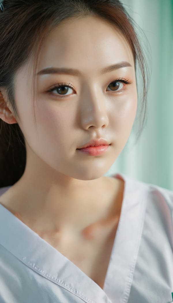 Tags: 21872187, SDXL
{"3": {"inputs": {"seed": 883948103196642, "steps": 32, "cfg": 6.54, "sampler_name": "dpmpp_2m", "scheduler": "karras", "denoise": 1.0, "model": ["27", 0], "positive": ["6", 0], "negative": ["7", 0], "latent_image": ["5", 0]}, "class_type": "KSampler"}, "4": {"inputs": {"ckpt_name": "juggernautxl.safetensors"}, "class_type": "CheckpointLoaderSimple"}, "5": {"inputs": {"width": 768, "height": 1344, "batch_size": 1}, "class_type": "EmptyLatentImage"}, "6": {"inputs": {"text": "22 year old girl, (ukrainian:0.98), (korean:1.13), (double eyelids:1.03), (slim:1.11), (detailed face:1.08), (seductive pose:1.03), (pale skin:1.12), (temptress:1.01), (cute:1.01), (beautiful eyes:1.13), (eyelashes:1.00), (seductive facial expression:1.13), (idol:1.01), (sexy lips:1.00), (blush:1.00), (in a seductive pose:0.99), (large perky breasts:1.07), (cleavage:1.09), (thigh gap:0.96), (nurse in uniform:1.04) working in a hospital ward, (candid cinema:1.00), (textured skin:1.03), (natural looking skin:1.04), (skin fuzz:1.04), (soft lighting:1.09), (RAW:1.05), (detailed skin:1.03), (portra:1.02), (film:1.02)", "clip": ["27", 1]}, "class_type": "CLIPTextEncode"}, "7": {"inputs": {"text": "(distorted:1.10), (low resolution:1.07), (twisted:1.13), (bad hands:1.11), (open mouth:1.10), (watermark:1.12), (worst quality:1.06)", "clip": ["27", 1]}, "class_type": "CLIPTextEncode"}, "8": {"inputs": {"samples": ["3", 0], "vae": ["4", 2]}, "class_type": "VAEDecode"}, "25": {"inputs": {"lora_name": "nudify_xl.safetensors", "strength_model": 0.08, "strength_clip": 0.12, "model": ["4", 0], "clip": ["4", 1]}, "class_type": "LoraLoader"}, "26": {"inputs": {"lora_name": "shirtlift_SDXL_v2.safetensors", "strength_model": 0.13, "strength_clip": 0.14, "model": ["25", 0], "clip": ["25", 1]}, "class_type": "LoraLoader"}, "27": {"inputs": {"lora_name": "PerfectEyesXL.safetensors", "strength_model": 0.15, "strength_clip": 0.06, "model": ["26", 0], "clip": ["26", 1]}, "class_type": "LoraLoader"}, "30": {"inputs": {"model_name": "4x_NMKD-Superscale-SP_178000_G.pth"}, "class_type": "UpscaleModelLoader"}, "31": {"inputs": {"upscale_model": ["30", 0], "image": ["8", 0]}, "class_type": "ImageUpscaleWithModel"}, "32": {"inputs": {"upscale_method": "lanczos", "scale_by": 0.5, "image": ["31", 0]}, "class_type": "ImageScaleBy"}, "33": {"inputs": {"pixels": ["32", 0], "vae": ["4", 2]}, "class_type": "VAEEncode"}, "34": {"inputs": {"seed": 883948103196642, "steps": 32, "cfg": 6.54, "sampler_name": "dpmpp_2m", "scheduler": "karras", "denoise": 0.3, "model": ["27", 0], "positive": ["6", 0], "negative": ["7", 0], "latent_image": ["33", 0]}, "class_type": "KSampler"}, "36": {"inputs": {"samples": ["34", 0], "vae": ["4", 2]}, "class_type": "VAEDecode"}, "39": {"inputs": {"filename_prefix": "comfyapi-1725894746287", "images": ["36", 0]}, "class_type": "SaveImage"}}