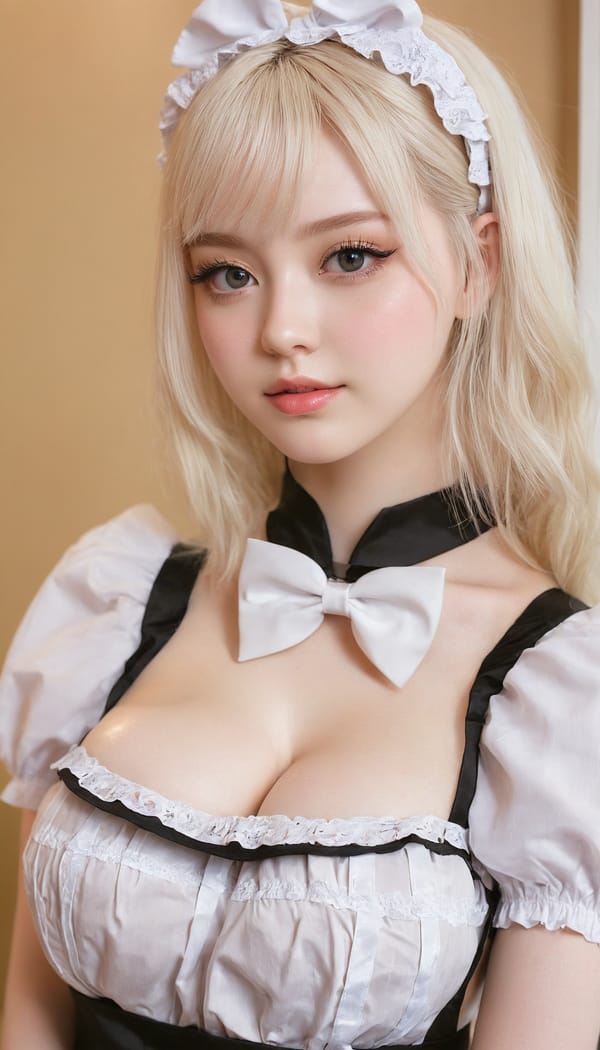 Tags: 21872187, SDXL
{"3": {"inputs": {"seed": 818437226325838, "steps": 64, "cfg": 5.33, "sampler_name": "dpmpp_2m", "scheduler": "karras", "denoise": 1.0, "model": ["27", 0], "positive": ["6", 0], "negative": ["7", 0], "latent_image": ["5", 0]}, "class_type": "KSampler"}, "4": {"inputs": {"ckpt_name": "juggernautxl.safetensors"}, "class_type": "CheckpointLoaderSimple"}, "5": {"inputs": {"width": 768, "height": 1344, "batch_size": 1}, "class_type": "EmptyLatentImage"}, "6": {"inputs": {"text": "23 year old girl, (pale skin:0.97), (eyelashes:1.08), (detailed face:1.07), (cute:1.02), (beautiful eyes:1.06), (sexy lips:1.08), (temptress:0.96), (seductive facial expression:1.14), (blush:1.14), (idol:1.08), (seductive pose:1.12), (double eyelids:1.07), (in a seductive pose:0.98), (large perky breasts:1.11), (cleavage:1.05), (thigh gap:1.02), in a (skimpy maid costume:1.10) working at a maid cafe, choker, bowtie, headband, pleated skirt, (skin fuzz:1.03), (film:1.00), (RAW:1.05), (portra:1.09), (candid cinema:1.08), (natural looking skin:1.04), (detailed skin:1.00), (textured skin:1.00), (soft lighting:1.05)", "clip": ["27", 1]}, "class_type": "CLIPTextEncode"}, "7": {"inputs": {"text": "(low resolution:1.14), (watermark:1.11), (distorted:1.09), (worst quality:1.13), (bad hands:1.12), (twisted:1.09), (open mouth:1.13)", "clip": ["27", 1]}, "class_type": "CLIPTextEncode"}, "8": {"inputs": {"samples": ["3", 0], "vae": ["4", 2]}, "class_type": "VAEDecode"}, "25": {"inputs": {"lora_name": "nudify_xl.safetensors", "strength_model": 0.23, "strength_clip": 0.0, "model": ["4", 0], "clip": ["4", 1]}, "class_type": "LoraLoader"}, "26": {"inputs": {"lora_name": "shirtlift_SDXL_v2.safetensors", "strength_model": 0.14, "strength_clip": 0.0, "model": ["25", 0], "clip": ["25", 1]}, "class_type": "LoraLoader"}, "27": {"inputs": {"lora_name": "PerfectEyesXL.safetensors", "strength_model": 0.01, "strength_clip": 0.04, "model": ["26", 0], "clip": ["26", 1]}, "class_type": "LoraLoader"}, "30": {"inputs": {"model_name": "4x_NMKD-Superscale-SP_178000_G.pth"}, "class_type": "UpscaleModelLoader"}, "31": {"inputs": {"upscale_model": ["30", 0], "image": ["8", 0]}, "class_type": "ImageUpscaleWithModel"}, "32": {"inputs": {"upscale_method": "lanczos", "scale_by": 0.5, "image": ["31", 0]}, "class_type": "ImageScaleBy"}, "33": {"inputs": {"pixels": ["32", 0], "vae": ["4", 2]}, "class_type": "VAEEncode"}, "34": {"inputs": {"seed": 818437226325838, "steps": 64, "cfg": 5.33, "sampler_name": "dpmpp_2m", "scheduler": "karras", "denoise": 0.3, "model": ["27", 0], "positive": ["6", 0], "negative": ["7", 0], "latent_image": ["33", 0]}, "class_type": "KSampler"}, "36": {"inputs": {"samples": ["34", 0], "vae": ["4", 2]}, "class_type": "VAEDecode"}, "39": {"inputs": {"filename_prefix": "comfyapi-1726655056187", "images": ["36", 0]}, "class_type": "SaveImage"}}