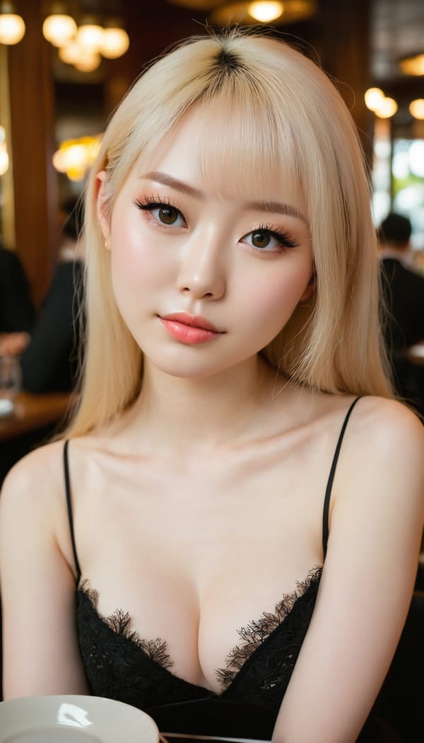 Tags: 21872187, SDXL
{"3": {"inputs": {"seed": 165334519734443, "steps": 64, "cfg": 6.89, "sampler_name": "dpmpp_2m", "scheduler": "karras", "denoise": 1.0, "model": ["27", 0], "positive": ["6", 0], "negative": ["7", 0], "latent_image": ["5", 0]}, "class_type": "KSampler"}, "4": {"inputs": {"ckpt_name": "juggernautxl.safetensors"}, "class_type": "CheckpointLoaderSimple"}, "5": {"inputs": {"width": 768, "height": 1344, "batch_size": 1}, "class_type": "EmptyLatentImage"}, "6": {"inputs": {"text": "22 year old girl, (japanese:1.07), (russian:1.07), (ukrainian:1.12), (double eyelids:0.97), (pale skin:1.14), (seductive pose:1.14), (cute:1.10), (blush:1.06), (beautiful eyes:1.04), (temptress:1.09), (sexy lips:1.01), (slim:0.99), (detailed face:1.14), (eyelashes:1.11), (seductive facial expression:0.97), (idol:1.13), (in a seductive pose:0.96), (large perky breasts:0.98), (cleavage:1.00), (thigh gap:1.14), (wearing a little black dress:0.97) at a fine dining restaurant, (RAW:1.01), (detailed skin:1.04), (portra:1.08), (natural looking skin:1.09), (textured skin:1.03), (soft lighting:1.04), (film:1.06), (skin fuzz:1.08), (candid cinema:1.02)", "clip": ["27", 1]}, "class_type": "CLIPTextEncode"}, "7": {"inputs": {"text": "(distorted:1.09), (watermark:1.12), (twisted:1.10), (open mouth:1.10), (low resolution:1.06), (worst quality:1.10), (bad hands:1.11)", "clip": ["27", 1]}, "class_type": "CLIPTextEncode"}, "8": {"inputs": {"samples": ["3", 0], "vae": ["4", 2]}, "class_type": "VAEDecode"}, "25": {"inputs": {"lora_name": "nudify_xl.safetensors", "strength_model": 0.32, "strength_clip": 0.1, "model": ["4", 0], "clip": ["4", 1]}, "class_type": "LoraLoader"}, "26": {"inputs": {"lora_name": "shirtlift_SDXL_v2.safetensors", "strength_model": 0.09, "strength_clip": 0.05, "model": ["25", 0], "clip": ["25", 1]}, "class_type": "LoraLoader"}, "27": {"inputs": {"lora_name": "PerfectEyesXL.safetensors", "strength_model": 0.12, "strength_clip": 0.13, "model": ["26", 0], "clip": ["26", 1]}, "class_type": "LoraLoader"}, "30": {"inputs": {"model_name": "4x_NMKD-Superscale-SP_178000_G.pth"}, "class_type": "UpscaleModelLoader"}, "31": {"inputs": {"upscale_model": ["30", 0], "image": ["8", 0]}, "class_type": "ImageUpscaleWithModel"}, "32": {"inputs": {"upscale_method": "lanczos", "scale_by": 0.5, "image": ["31", 0]}, "class_type": "ImageScaleBy"}, "33": {"inputs": {"pixels": ["32", 0], "vae": ["4", 2]}, "class_type": "VAEEncode"}, "34": {"inputs": {"seed": 165334519734443, "steps": 64, "cfg": 6.89, "sampler_name": "dpmpp_2m", "scheduler": "karras", "denoise": 0.3, "model": ["27", 0], "positive": ["6", 0], "negative": ["7", 0], "latent_image": ["33", 0]}, "class_type": "KSampler"}, "36": {"inputs": {"samples": ["34", 0], "vae": ["4", 2]}, "class_type": "VAEDecode"}, "39": {"inputs": {"filename_prefix": "comfyapi-1733036803696", "images": ["36", 0]}, "class_type": "SaveImage"}}