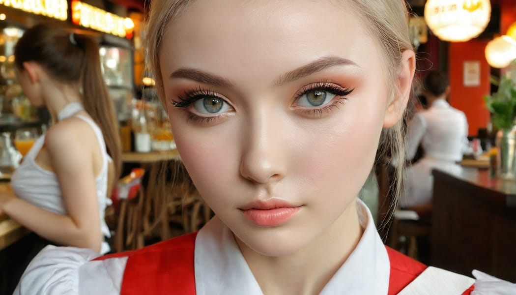 Tags: 21872187, SDXL
{"3": {"inputs": {"seed": 469475799147693, "steps": 64, "cfg": 7.53, "sampler_name": "dpmpp_2m", "scheduler": "karras", "denoise": 1.0, "model": ["27", 0], "positive": ["6", 0], "negative": ["7", 0], "latent_image": ["5", 0]}, "class_type": "KSampler"}, "4": {"inputs": {"ckpt_name": "juggernautxl.safetensors"}, "class_type": "CheckpointLoaderSimple"}, "5": {"inputs": {"width": 1344, "height": 768, "batch_size": 1}, "class_type": "EmptyLatentImage"}, "6": {"inputs": {"text": "25 year old girl, (russian:0.95), (temptress:0.99), (seductive facial expression:1.09), (detailed face:0.99), (seductive pose:0.96), (eyelashes:0.99), (sexy lips:1.04), (slim:1.07), (pale skin:1.08), (cute:1.13), (blush:1.09), (double eyelids:0.97), (beautiful eyes:1.13), (idol:1.07), (in a seductive pose:1.10), (large perky breasts:0.97), (cleavage:1.02), (thigh gap:0.98), (a waitress in uniform:1.00) working at a restaurant, (film:1.07), (RAW:1.00), (soft lighting:1.04), (textured skin:1.01), (skin fuzz:1.06), (portra:1.07), (natural looking skin:1.00), (candid cinema:1.07), (detailed skin:1.02)", "clip": ["27", 1]}, "class_type": "CLIPTextEncode"}, "7": {"inputs": {"text": "(low resolution:1.10), (open mouth:1.11), (distorted:1.14), (watermark:1.06), (bad hands:1.08), (twisted:1.06), (worst quality:1.14)", "clip": ["27", 1]}, "class_type": "CLIPTextEncode"}, "8": {"inputs": {"samples": ["3", 0], "vae": ["4", 2]}, "class_type": "VAEDecode"}, "25": {"inputs": {"lora_name": "nudify_xl.safetensors", "strength_model": 0.08, "strength_clip": 0.18, "model": ["4", 0], "clip": ["4", 1]}, "class_type": "LoraLoader"}, "26": {"inputs": {"lora_name": "shirtlift_SDXL_v2.safetensors", "strength_model": 0.09, "strength_clip": 0.17, "model": ["25", 0], "clip": ["25", 1]}, "class_type": "LoraLoader"}, "27": {"inputs": {"lora_name": "PerfectEyesXL.safetensors", "strength_model": 0.03, "strength_clip": 0.01, "model": ["26", 0], "clip": ["26", 1]}, "class_type": "LoraLoader"}, "30": {"inputs": {"model_name": "4x_NMKD-Superscale-SP_178000_G.pth"}, "class_type": "UpscaleModelLoader"}, "31": {"inputs": {"upscale_model": ["30", 0], "image": ["8", 0]}, "class_type": "ImageUpscaleWithModel"}, "32": {"inputs": {"upscale_method": "lanczos", "scale_by": 0.5, "image": ["31", 0]}, "class_type": "ImageScaleBy"}, "33": {"inputs": {"pixels": ["32", 0], "vae": ["4", 2]}, "class_type": "VAEEncode"}, "34": {"inputs": {"seed": 469475799147693, "steps": 64, "cfg": 7.53, "sampler_name": "dpmpp_2m", "scheduler": "karras", "denoise": 0.3, "model": ["27", 0], "positive": ["6", 0], "negative": ["7", 0], "latent_image": ["33", 0]}, "class_type": "KSampler"}, "36": {"inputs": {"samples": ["34", 0], "vae": ["4", 2]}, "class_type": "VAEDecode"}, "39": {"inputs": {"filename_prefix": "comfyapi-1725391455351", "images": ["36", 0]}, "class_type": "SaveImage"}}