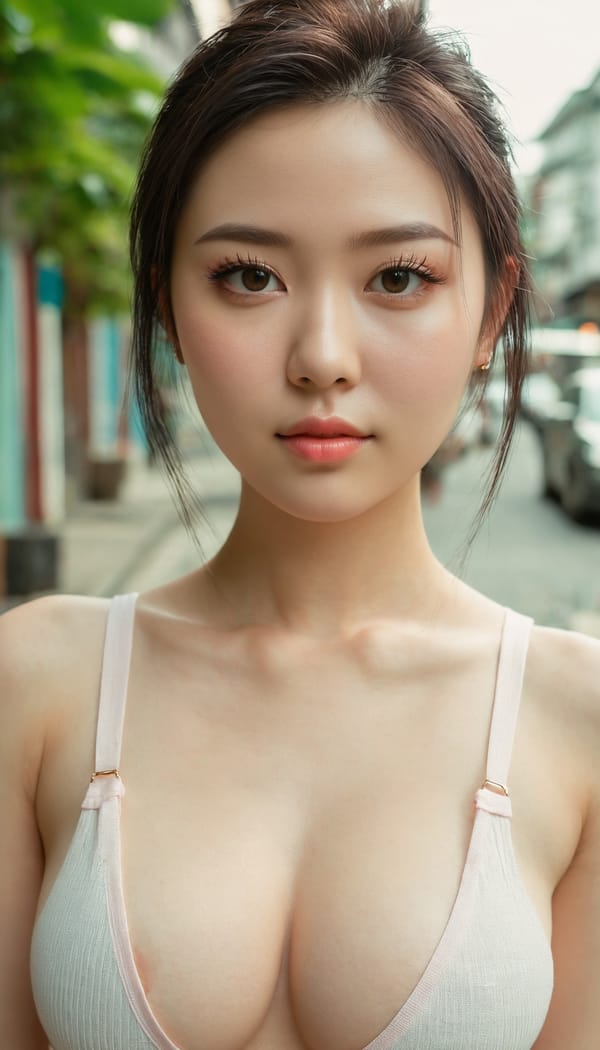 Tags: 21872187, SDXL
{"3": {"inputs": {"seed": 299193940455608, "steps": 64, "cfg": 6.34, "sampler_name": "dpmpp_2m", "scheduler": "karras", "denoise": 1.0, "model": ["27", 0], "positive": ["6", 0], "negative": ["7", 0], "latent_image": ["5", 0]}, "class_type": "KSampler"}, "4": {"inputs": {"ckpt_name": "juggernautxl.safetensors"}, "class_type": "CheckpointLoaderSimple"}, "5": {"inputs": {"width": 768, "height": 1344, "batch_size": 1}, "class_type": "EmptyLatentImage"}, "6": {"inputs": {"text": "27 year old girl, (ukrainian:1.06), (taiwanese:0.96), (irish:0.99), (detailed face:1.05), (blush:1.09), (cute:1.06), (idol:1.02), (seductive facial expression:1.11), (sexy lips:1.04), (pale skin:1.02), (beautiful eyes:0.96), (seductive pose:0.98), (double eyelids:0.98), (eyelashes:1.11), (temptress:1.06), (in a seductive pose:1.02), (large perky breasts:1.03), (cleavage:0.98), (thigh gap:1.08), (white tanktop:1.07), busy street, (portra:1.01), (film:1.09), (textured skin:1.01), (detailed skin:1.06), (candid cinema:1.07), (natural looking skin:1.00), (skin fuzz:1.02), (RAW:1.00), (soft lighting:1.01)", "clip": ["27", 1]}, "class_type": "CLIPTextEncode"}, "7": {"inputs": {"text": "(bad hands:1.14), (open mouth:1.13), (distorted:1.06), (watermark:1.06), (worst quality:1.06), (low resolution:1.14), (twisted:1.11)", "clip": ["27", 1]}, "class_type": "CLIPTextEncode"}, "8": {"inputs": {"samples": ["3", 0], "vae": ["4", 2]}, "class_type": "VAEDecode"}, "25": {"inputs": {"lora_name": "nudify_xl.safetensors", "strength_model": 0.34, "strength_clip": 0.3, "model": ["4", 0], "clip": ["4", 1]}, "class_type": "LoraLoader"}, "26": {"inputs": {"lora_name": "shirtlift_SDXL_v2.safetensors", "strength_model": 0.14, "strength_clip": 0.09, "model": ["25", 0], "clip": ["25", 1]}, "class_type": "LoraLoader"}, "27": {"inputs": {"lora_name": "PerfectEyesXL.safetensors", "strength_model": 0.07, "strength_clip": 0.04, "model": ["26", 0], "clip": ["26", 1]}, "class_type": "LoraLoader"}, "30": {"inputs": {"model_name": "4x_NMKD-Superscale-SP_178000_G.pth"}, "class_type": "UpscaleModelLoader"}, "31": {"inputs": {"upscale_model": ["30", 0], "image": ["8", 0]}, "class_type": "ImageUpscaleWithModel"}, "32": {"inputs": {"upscale_method": "lanczos", "scale_by": 0.5, "image": ["31", 0]}, "class_type": "ImageScaleBy"}, "33": {"inputs": {"pixels": ["32", 0], "vae": ["4", 2]}, "class_type": "VAEEncode"}, "34": {"inputs": {"seed": 299193940455608, "steps": 64, "cfg": 6.34, "sampler_name": "dpmpp_2m", "scheduler": "karras", "denoise": 0.3, "model": ["27", 0], "positive": ["6", 0], "negative": ["7", 0], "latent_image": ["33", 0]}, "class_type": "KSampler"}, "36": {"inputs": {"samples": ["34", 0], "vae": ["4", 2]}, "class_type": "VAEDecode"}, "39": {"inputs": {"filename_prefix": "comfyapi-1724765128774", "images": ["36", 0]}, "class_type": "SaveImage"}}