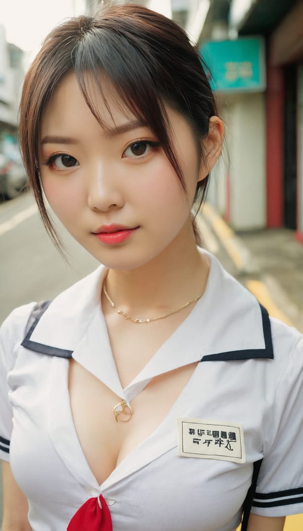 Tags: 21872187, SDXL
{"3": {"inputs": {"seed": 157498558888230, "steps": 32, "cfg": 5.63, "sampler_name": "dpmpp_2m", "scheduler": "karras", "denoise": 1.0, "model": ["27", 0], "positive": ["6", 0], "negative": ["7", 0], "latent_image": ["5", 0]}, "class_type": "KSampler"}, "4": {"inputs": {"ckpt_name": "juggernautxl.safetensors"}, "class_type": "CheckpointLoaderSimple"}, "5": {"inputs": {"width": 768, "height": 1344, "batch_size": 1}, "class_type": "EmptyLatentImage"}, "6": {"inputs": {"text": "27 year old girl, (taiwanese:0.96), (pale skin:1.06), (blush:0.97), (cute:1.11), (slim:0.99), (double eyelids:1.12), (idol:1.00), (temptress:1.05), (seductive pose:0.98), (beautiful eyes:1.14), (sexy lips:1.12), (in a seductive pose:1.06), (large perky breasts:0.96), (cleavage:0.96), (thigh gap:1.11), (school uniform:1.11), choker, busy street, (candid cinema:1.04), (soft lighting:1.04), (portra:1.03), (film:1.03), (natural looking skin:1.03), (skin fuzz:1.07), (textured skin:1.06), (RAW:1.01), (detailed skin:1.04)", "clip": ["27", 1]}, "class_type": "CLIPTextEncode"}, "7": {"inputs": {"text": "(watermark:1.08), (worst quality:1.12), (distorted:1.10), (low resolution:1.09), (twisted:1.08), (open mouth:1.07), (bad hands:1.07)", "clip": ["27", 1]}, "class_type": "CLIPTextEncode"}, "8": {"inputs": {"samples": ["3", 0], "vae": ["4", 2]}, "class_type": "VAEDecode"}, "25": {"inputs": {"lora_name": "nudify_xl.safetensors", "strength_model": 0.14, "strength_clip": 0.27, "model": ["4", 0], "clip": ["4", 1]}, "class_type": "LoraLoader"}, "26": {"inputs": {"lora_name": "shirtlift_SDXL_v2.safetensors", "strength_model": 0.17, "strength_clip": 0.12, "model": ["25", 0], "clip": ["25", 1]}, "class_type": "LoraLoader"}, "27": {"inputs": {"lora_name": "PerfectEyesXL.safetensors", "strength_model": 0.17, "strength_clip": 0.07, "model": ["26", 0], "clip": ["26", 1]}, "class_type": "LoraLoader"}, "30": {"inputs": {"model_name": "4x_NMKD-Superscale-SP_178000_G.pth"}, "class_type": "UpscaleModelLoader"}, "31": {"inputs": {"upscale_model": ["30", 0], "image": ["8", 0]}, "class_type": "ImageUpscaleWithModel"}, "32": {"inputs": {"upscale_method": "lanczos", "scale_by": 0.5, "image": ["31", 0]}, "class_type": "ImageScaleBy"}, "33": {"inputs": {"pixels": ["32", 0], "vae": ["4", 2]}, "class_type": "VAEEncode"}, "34": {"inputs": {"seed": 157498558888230, "steps": 32, "cfg": 5.63, "sampler_name": "dpmpp_2m", "scheduler": "karras", "denoise": 0.3, "model": ["27", 0], "positive": ["6", 0], "negative": ["7", 0], "latent_image": ["33", 0]}, "class_type": "KSampler"}, "36": {"inputs": {"samples": ["34", 0], "vae": ["4", 2]}, "class_type": "VAEDecode"}, "39": {"inputs": {"filename_prefix": "comfyapi-1716667410664", "images": ["36", 0]}, "class_type": "SaveImage"}}