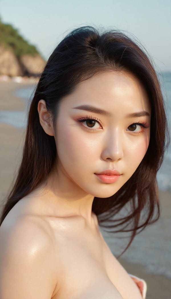 Tags: 21872187, SDXL
{"3": {"inputs": {"seed": 105296558271982, "steps": 64, "cfg": 6.46, "sampler_name": "dpmpp_2m", "scheduler": "karras", "denoise": 1.0, "model": ["27", 0], "positive": ["6", 0], "negative": ["7", 0], "latent_image": ["5", 0]}, "class_type": "KSampler"}, "4": {"inputs": {"ckpt_name": "juggernautxl.safetensors"}, "class_type": "CheckpointLoaderSimple"}, "5": {"inputs": {"width": 768, "height": 1344, "batch_size": 1}, "class_type": "EmptyLatentImage"}, "6": {"inputs": {"text": "26 year old girl, (ukrainian:1.12), (taiwanese:0.98), (korean:1.04), (cute:1.13), (sexy lips:0.99), (temptress:1.04), (double eyelids:0.95), (beautiful eyes:1.11), (blush:1.06), (seductive pose:1.05), (idol:0.96), (seductive facial expression:1.09), (pale skin:1.08), (slim:0.98), (eyelashes:1.11), (detailed face:1.08), (in a seductive pose:0.99), (large perky breasts:1.06), (cleavage:1.14), (thigh gap:1.12), strolling (nude:1.03) at a beach, (RAW:1.05), (portra:1.00), (candid cinema:1.06), (soft lighting:1.00), (natural looking skin:1.04), (textured skin:1.02), (film:1.06), (skin fuzz:1.09), (detailed skin:1.02)", "clip": ["27", 1]}, "class_type": "CLIPTextEncode"}, "7": {"inputs": {"text": "(open mouth:1.13), (distorted:1.05), (low resolution:1.08), (watermark:1.05), (worst quality:1.14), (bad hands:1.05), (twisted:1.10)", "clip": ["27", 1]}, "class_type": "CLIPTextEncode"}, "8": {"inputs": {"samples": ["3", 0], "vae": ["4", 2]}, "class_type": "VAEDecode"}, "25": {"inputs": {"lora_name": "nudify_xl.safetensors", "strength_model": 0.08, "strength_clip": 0.16, "model": ["4", 0], "clip": ["4", 1]}, "class_type": "LoraLoader"}, "26": {"inputs": {"lora_name": "shirtlift_SDXL_v2.safetensors", "strength_model": 0.03, "strength_clip": 0.06, "model": ["25", 0], "clip": ["25", 1]}, "class_type": "LoraLoader"}, "27": {"inputs": {"lora_name": "PerfectEyesXL.safetensors", "strength_model": 0.16, "strength_clip": 0.06, "model": ["26", 0], "clip": ["26", 1]}, "class_type": "LoraLoader"}, "30": {"inputs": {"model_name": "4x_NMKD-Superscale-SP_178000_G.pth"}, "class_type": "UpscaleModelLoader"}, "31": {"inputs": {"upscale_model": ["30", 0], "image": ["8", 0]}, "class_type": "ImageUpscaleWithModel"}, "32": {"inputs": {"upscale_method": "lanczos", "scale_by": 0.5, "image": ["31", 0]}, "class_type": "ImageScaleBy"}, "33": {"inputs": {"pixels": ["32", 0], "vae": ["4", 2]}, "class_type": "VAEEncode"}, "34": {"inputs": {"seed": 105296558271982, "steps": 64, "cfg": 6.46, "sampler_name": "dpmpp_2m", "scheduler": "karras", "denoise": 0.3, "model": ["27", 0], "positive": ["6", 0], "negative": ["7", 0], "latent_image": ["33", 0]}, "class_type": "KSampler"}, "36": {"inputs": {"samples": ["34", 0], "vae": ["4", 2]}, "class_type": "VAEDecode"}, "39": {"inputs": {"filename_prefix": "comfyapi-1734560027048", "images": ["36", 0]}, "class_type": "SaveImage"}}