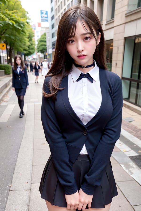 Tags: 21872187
<lora:JapaneseDollLikeness_v15:0.52>, (school uniform:1.08), (large breasts:0.96), choker, busy street in urban city, (seductive pose:0.91), extremely detailed eyes, extremely detailed face, (photorealistic:0.95), sexy lips, seductive smile, double eyelids, eyelashes, pale skin, perky breasts, 4K, RAW, best quality, (thigh gap:1.05), 1girl, (stunningly attractive:0.94)
Negative prompt: disfigured, (low quality:2.08), (worst quality:1.90)
Steps: 32, Sampler: DPM++ 2M Karras, CFG scale: 5.65, Seed: 1415226293, Size: 512x768, Model hash: fc2511737a, Model: chilloutmix_NiPrunedFp32Fix, Seed resize from: -1x-1, Denoising strength: 0.4, Version: v1.2.1, Hires upscale: 2.0, Hires steps: 16, Hires upscaler: ESRGAN_4x