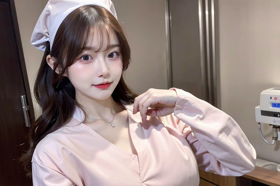 Tags: 21872187
<lora:mix4:0.67>, <lora:JapaneseDollLikeness_v15:0.67>, <lora:taiwanDollLikeness_v20:0.48>, (russian:1.04), (nurse outfit:1.17), hospital ward, (seductive pose:1.09), extremely detailed face, cute, (photorealistic:1.00), sexy lips, double eyelids, pale skin, perky breasts, 4K, hyper realistic, blush, delicate and beautiful girl, solo, (stunningly attractive:0.97)
Negative prompt: drawings, sketches, anime, black and white, disfigured, (normal quality:1.96), (worst quality:2.07)
Steps: 64, Sampler: DPM++ 2M Karras, CFG scale: 5.91, Seed: 2679269851, Size: 768x512, Model hash: fc2511737a, Model: chilloutmix_NiPrunedFp32Fix, Seed resize from: -1x-1, Denoising strength: 0.45, Version: v1.2.1, Hires upscale: 2.0, Hires steps: 16, Hires upscaler: ESRGAN_4x