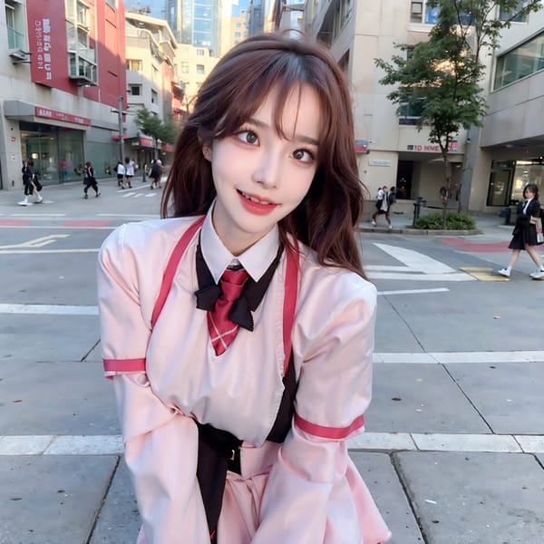 Tags: 21872187
<lora:mix4:0.61>, <lora:JapaneseDollLikeness_v15:0.38>, <lora:koreanDollLikeness:0.33>, <lora:YaeMiko_Test:0.32>, (school uniform:1.18), (large breasts:0.91), choker, busy street in urban city, <lora:skirtlift-v4:0.93 <lora:Addams:0.25>, extremely detailed face, cute, (photorealistic:0.97), sexy lips, seductive smile, double eyelids, eyelashes, perky breasts, full body portrait, 4K, best quality, sharp, hyper realistic, tall, (stunningly attractive:1.17)
Negative prompt: anime, black and white, ugly, fat, disfigured, (normal quality:2.05), (worst quality:2.05)
Steps: 64, Sampler: DPM++ 2M Karras, CFG scale: 5.26, Seed: 670483333, Size: 768x768, Model hash: fc2511737a, Model: chilloutmix_NiPrunedFp32Fix, Seed resize from: -1x-1, Denoising strength: 0.4, Version: v1.2.1, Hires upscale: 2.5, Hires steps: 16, Hires upscaler: ESRGAN_4x