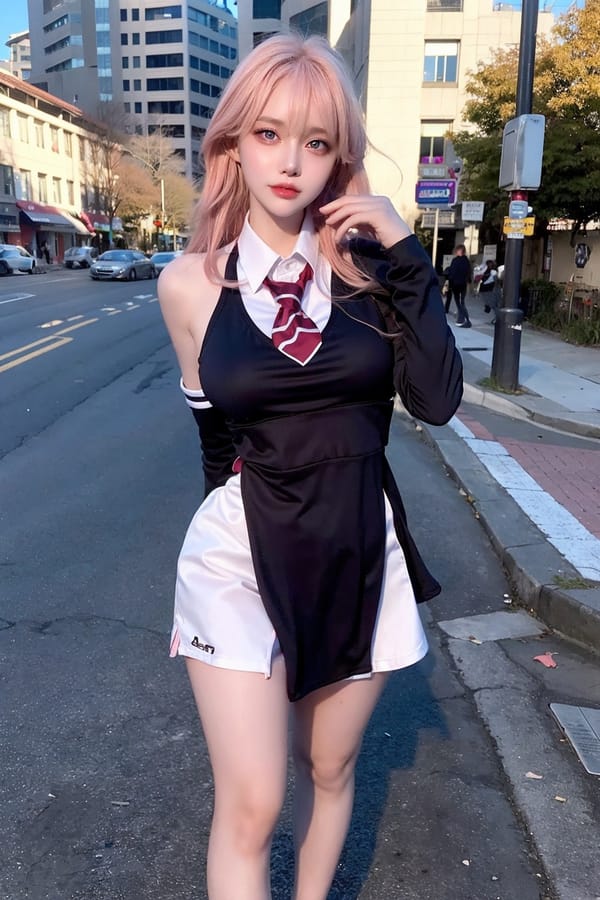 Tags: 21872187
<lora:mix4:0.60>, (school uniform:1.06), (large breasts:0.95), choker, busy street in urban city, <lora:skirtlift-v4:0.84 <lora:Addams:0.21>, extremely detailed eyes, extremely detailed face, cute, (photorealistic:0.95), seductive smile, double eyelids, eyelashes, pale skin, perky breasts, full body portrait, textured skin, RAW, best quality, (long slim legs:0.98), blush, 1girl, (dramatic:1.16)
Negative prompt: sketches, paintings, anime, black and white, (worst quality:2.02)
Steps: 32, Sampler: DPM++ 2M Karras, CFG scale: 5.64, Seed: 2972786581, Size: 512x768, Model hash: fc2511737a, Model: chilloutmix_NiPrunedFp32Fix, Seed resize from: -1x-1, Denoising strength: 0.4, Version: v1.2.1, Hires upscale: 2.0, Hires steps: 16, Hires upscaler: ESRGAN_4x