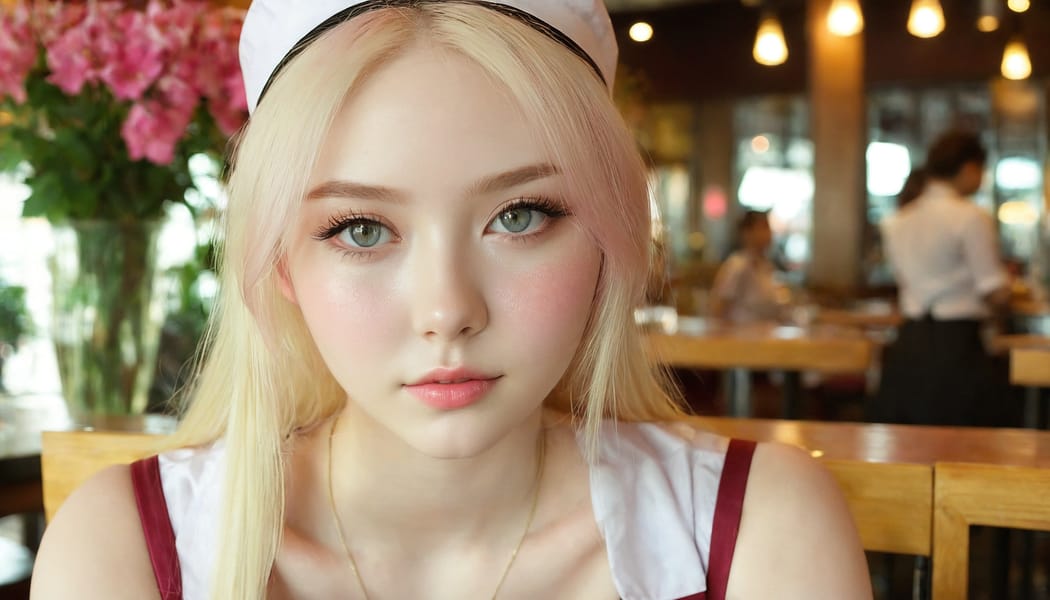 Tags: 21872187, SDXL
{"3": {"inputs": {"seed": 571638811906102, "steps": 64, "cfg": 5.78, "sampler_name": "dpmpp_2m", "scheduler": "karras", "denoise": 1.0, "model": ["27", 0], "positive": ["6", 0], "negative": ["7", 0], "latent_image": ["5", 0]}, "class_type": "KSampler"}, "4": {"inputs": {"ckpt_name": "juggernautxl.safetensors"}, "class_type": "CheckpointLoaderSimple"}, "5": {"inputs": {"width": 1344, "height": 768, "batch_size": 1}, "class_type": "EmptyLatentImage"}, "6": {"inputs": {"text": "18 year old girl, (seductive facial expression:1.01), (blush:1.11), (beautiful eyes:1.12), (detailed face:0.96), (eyelashes:0.99), (pale skin:1.14), (idol:1.05), (cute:1.03), (double eyelids:1.07), (seductive pose:1.06), (sexy lips:0.97), (temptress:1.08), (in a seductive pose:1.01), (large perky breasts:0.99), (cleavage:1.03), (thigh gap:1.01), (a waitress in uniform:1.03) working at a restaurant, (detailed skin:1.06), (soft lighting:1.08), (film:1.02), (natural looking skin:1.06), (RAW:1.03), (portra:1.05), (textured skin:1.07), (candid cinema:1.03), (skin fuzz:1.01)", "clip": ["27", 1]}, "class_type": "CLIPTextEncode"}, "7": {"inputs": {"text": "(bad hands:1.08), (distorted:1.13), (twisted:1.11), (low resolution:1.10), (open mouth:1.12), (worst quality:1.12), (watermark:1.07)", "clip": ["27", 1]}, "class_type": "CLIPTextEncode"}, "8": {"inputs": {"samples": ["3", 0], "vae": ["4", 2]}, "class_type": "VAEDecode"}, "25": {"inputs": {"lora_name": "nudify_xl.safetensors", "strength_model": 0.15, "strength_clip": 0.0, "model": ["4", 0], "clip": ["4", 1]}, "class_type": "LoraLoader"}, "26": {"inputs": {"lora_name": "shirtlift_SDXL_v2.safetensors", "strength_model": 0.15, "strength_clip": 0.09, "model": ["25", 0], "clip": ["25", 1]}, "class_type": "LoraLoader"}, "27": {"inputs": {"lora_name": "PerfectEyesXL.safetensors", "strength_model": 0.14, "strength_clip": 0.19, "model": ["26", 0], "clip": ["26", 1]}, "class_type": "LoraLoader"}, "30": {"inputs": {"model_name": "4x_NMKD-Superscale-SP_178000_G.pth"}, "class_type": "UpscaleModelLoader"}, "31": {"inputs": {"upscale_model": ["30", 0], "image": ["8", 0]}, "class_type": "ImageUpscaleWithModel"}, "32": {"inputs": {"upscale_method": "lanczos", "scale_by": 0.5, "image": ["31", 0]}, "class_type": "ImageScaleBy"}, "33": {"inputs": {"pixels": ["32", 0], "vae": ["4", 2]}, "class_type": "VAEEncode"}, "34": {"inputs": {"seed": 571638811906102, "steps": 64, "cfg": 5.78, "sampler_name": "dpmpp_2m", "scheduler": "karras", "denoise": 0.3, "model": ["27", 0], "positive": ["6", 0], "negative": ["7", 0], "latent_image": ["33", 0]}, "class_type": "KSampler"}, "36": {"inputs": {"samples": ["34", 0], "vae": ["4", 2]}, "class_type": "VAEDecode"}, "39": {"inputs": {"filename_prefix": "comfyapi-1713816134714", "images": ["36", 0]}, "class_type": "SaveImage"}}