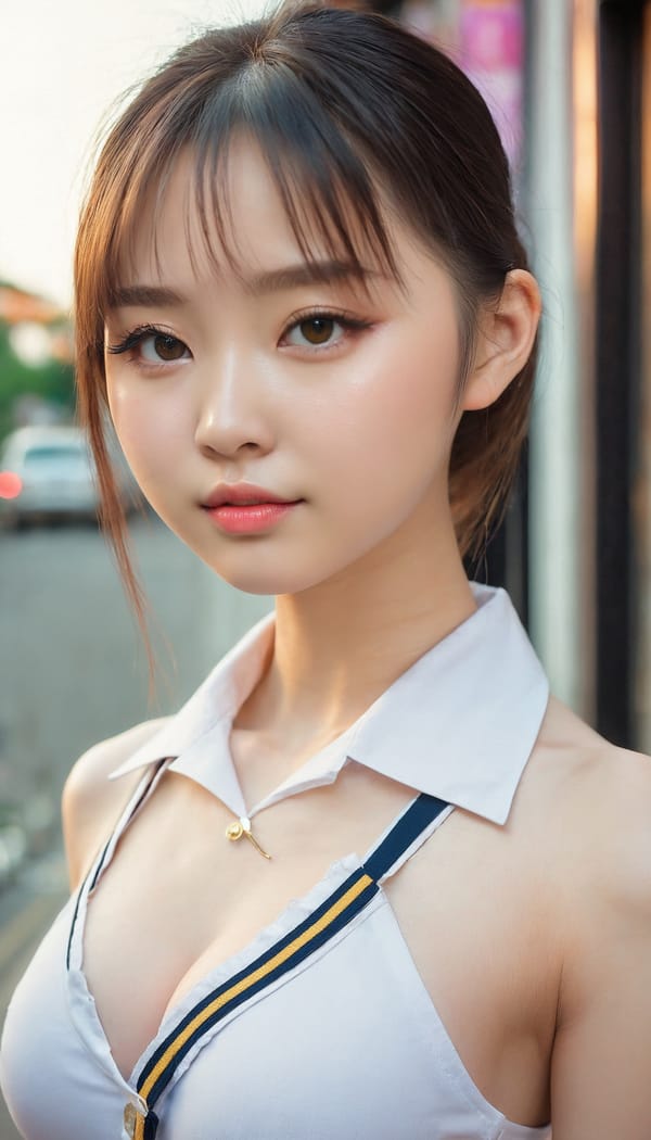 Tags: 21872187, SDXL
{"3": {"inputs": {"seed": 682747341591766, "steps": 64, "cfg": 6.9, "sampler_name": "dpmpp_2m", "scheduler": "karras", "denoise": 1.0, "model": ["27", 0], "positive": ["6", 0], "negative": ["7", 0], "latent_image": ["5", 0]}, "class_type": "KSampler"}, "4": {"inputs": {"ckpt_name": "juggernautxl.safetensors"}, "class_type": "CheckpointLoaderSimple"}, "5": {"inputs": {"width": 768, "height": 1344, "batch_size": 1}, "class_type": "EmptyLatentImage"}, "6": {"inputs": {"text": "21 year old girl, (chinese:0.98), (ukrainian:1.12), (double eyelids:1.05), (blush:0.99), (idol:0.98), (eyelashes:1.06), (cute:1.04), (pale skin:1.00), (seductive pose:1.07), (detailed face:1.09), (seductive facial expression:1.12), (beautiful eyes:1.14), (sexy lips:1.10), (slim:1.12), (temptress:1.06), (on all fours:1.02), (spreading ass cheeks:1.08), (from behind:1.07), (backboob:0.95), (school uniform:1.12), choker, busy street, (soft lighting:1.03), (textured skin:1.00), (portra:1.08), (RAW:1.04), (candid cinema:1.02), (skin fuzz:1.00), (detailed skin:1.07), (film:1.01), (natural looking skin:1.08)", "clip": ["27", 1]}, "class_type": "CLIPTextEncode"}, "7": {"inputs": {"text": "(bad hands:1.09), (twisted:1.06), (low resolution:1.08), (watermark:1.13), (worst quality:1.13), (distorted:1.09), (open mouth:1.08)", "clip": ["27", 1]}, "class_type": "CLIPTextEncode"}, "8": {"inputs": {"samples": ["3", 0], "vae": ["4", 2]}, "class_type": "VAEDecode"}, "25": {"inputs": {"lora_name": "nudify_xl.safetensors", "strength_model": 0.27, "strength_clip": 0.12, "model": ["4", 0], "clip": ["4", 1]}, "class_type": "LoraLoader"}, "26": {"inputs": {"lora_name": "shirtlift_SDXL_v2.safetensors", "strength_model": 0.18, "strength_clip": 0.06, "model": ["25", 0], "clip": ["25", 1]}, "class_type": "LoraLoader"}, "27": {"inputs": {"lora_name": "PerfectEyesXL.safetensors", "strength_model": 0.01, "strength_clip": 0.12, "model": ["26", 0], "clip": ["26", 1]}, "class_type": "LoraLoader"}, "30": {"inputs": {"model_name": "4x_NMKD-Superscale-SP_178000_G.pth"}, "class_type": "UpscaleModelLoader"}, "31": {"inputs": {"upscale_model": ["30", 0], "image": ["8", 0]}, "class_type": "ImageUpscaleWithModel"}, "32": {"inputs": {"upscale_method": "lanczos", "scale_by": 0.5, "image": ["31", 0]}, "class_type": "ImageScaleBy"}, "33": {"inputs": {"pixels": ["32", 0], "vae": ["4", 2]}, "class_type": "VAEEncode"}, "34": {"inputs": {"seed": 682747341591766, "steps": 64, "cfg": 6.9, "sampler_name": "dpmpp_2m", "scheduler": "karras", "denoise": 0.3, "model": ["27", 0], "positive": ["6", 0], "negative": ["7", 0], "latent_image": ["33", 0]}, "class_type": "KSampler"}, "36": {"inputs": {"samples": ["34", 0], "vae": ["4", 2]}, "class_type": "VAEDecode"}, "39": {"inputs": {"filename_prefix": "comfyapi-1713657661303", "images": ["36", 0]}, "class_type": "SaveImage"}}