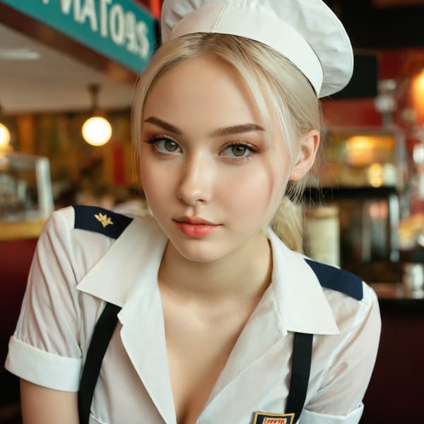 Tags: 21872187, SDXL
{"3": {"inputs": {"seed": 949898438954410, "steps": 64, "cfg": 6.92, "sampler_name": "dpmpp_2m", "scheduler": "karras", "denoise": 1.0, "model": ["27", 0], "positive": ["6", 0], "negative": ["7", 0], "latent_image": ["5", 0]}, "class_type": "KSampler"}, "4": {"inputs": {"ckpt_name": "juggernautxl.safetensors"}, "class_type": "CheckpointLoaderSimple"}, "5": {"inputs": {"width": 1024, "height": 1024, "batch_size": 1}, "class_type": "EmptyLatentImage"}, "6": {"inputs": {"text": "20 year old girl, (russian:1.01), (sexy lips:0.96), (idol:0.98), (detailed face:1.08), (temptress:1.00), (slim:1.03), (seductive pose:1.08), (beautiful eyes:1.07), (pale skin:0.96), (seductive facial expression:1.08), (eyelashes:1.00), (cute:1.10), (perky ass:1.04), (exposed ass:0.99), (looking back:1.13), (sexy ass:1.06), (thigh gap:1.01), (a waitress in uniform:1.14) working at a restaurant, (detailed skin:1.00), (natural looking skin:1.08), (portra:1.03), (film:1.04), (skin fuzz:1.06), (candid cinema:1.04), (soft lighting:1.07), (RAW:1.01), (textured skin:1.06)", "clip": ["27", 1]}, "class_type": "CLIPTextEncode"}, "7": {"inputs": {"text": "(low resolution:1.11), (watermark:1.07), (worst quality:1.10), (twisted:1.13), (open mouth:1.09), (bad hands:1.08), (distorted:1.14)", "clip": ["27", 1]}, "class_type": "CLIPTextEncode"}, "8": {"inputs": {"samples": ["3", 0], "vae": ["4", 2]}, "class_type": "VAEDecode"}, "25": {"inputs": {"lora_name": "nudify_xl.safetensors", "strength_model": 0.21, "strength_clip": 0.0, "model": ["4", 0], "clip": ["4", 1]}, "class_type": "LoraLoader"}, "26": {"inputs": {"lora_name": "shirtlift_SDXL_v2.safetensors", "strength_model": 0.11, "strength_clip": 0.04, "model": ["25", 0], "clip": ["25", 1]}, "class_type": "LoraLoader"}, "27": {"inputs": {"lora_name": "PerfectEyesXL.safetensors", "strength_model": 0.18, "strength_clip": 0.18, "model": ["26", 0], "clip": ["26", 1]}, "class_type": "LoraLoader"}, "30": {"inputs": {"model_name": "4x_NMKD-Superscale-SP_178000_G.pth"}, "class_type": "UpscaleModelLoader"}, "31": {"inputs": {"upscale_model": ["30", 0], "image": ["8", 0]}, "class_type": "ImageUpscaleWithModel"}, "32": {"inputs": {"upscale_method": "lanczos", "scale_by": 0.5, "image": ["31", 0]}, "class_type": "ImageScaleBy"}, "33": {"inputs": {"pixels": ["32", 0], "vae": ["4", 2]}, "class_type": "VAEEncode"}, "34": {"inputs": {"seed": 949898438954410, "steps": 64, "cfg": 6.92, "sampler_name": "dpmpp_2m", "scheduler": "karras", "denoise": 0.3, "model": ["27", 0], "positive": ["6", 0], "negative": ["7", 0], "latent_image": ["33", 0]}, "class_type": "KSampler"}, "36": {"inputs": {"samples": ["34", 0], "vae": ["4", 2]}, "class_type": "VAEDecode"}, "39": {"inputs": {"filename_prefix": "comfyapi-1725311240324", "images": ["36", 0]}, "class_type": "SaveImage"}}