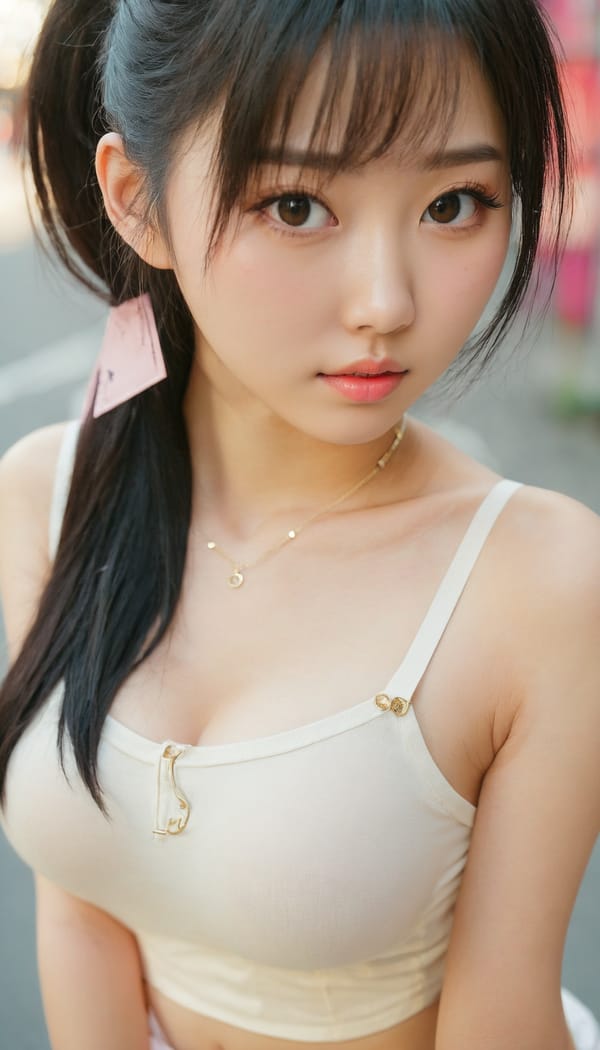 Tags: 21872187, SDXL
{"3": {"inputs": {"seed": 315971591485285, "steps": 64, "cfg": 5.63, "sampler_name": "dpmpp_2m", "scheduler": "karras", "denoise": 1.0, "model": ["27", 0], "positive": ["6", 0], "negative": ["7", 0], "latent_image": ["5", 0]}, "class_type": "KSampler"}, "4": {"inputs": {"ckpt_name": "juggernautxl.safetensors"}, "class_type": "CheckpointLoaderSimple"}, "5": {"inputs": {"width": 768, "height": 1344, "batch_size": 1}, "class_type": "EmptyLatentImage"}, "6": {"inputs": {"text": "20 year old girl, (taiwanese:0.98), (slim:1.09), (idol:1.10), (blush:0.99), (detailed face:1.13), (cute:0.97), (sexy lips:0.99), (temptress:1.01), (seductive pose:1.08), (seductive facial expression:0.95), (double eyelids:1.12), (pale skin:1.00), (beautiful eyes:1.13), (eyelashes:1.02), (in a seductive pose:1.03), (large perky breasts:0.98), (cleavage:1.14), (thigh gap:1.00), (school uniform:1.13), choker, busy street, (skin fuzz:1.07), (RAW:1.07), (candid cinema:1.08), (textured skin:1.05), (detailed skin:1.08), (natural looking skin:1.08), (film:1.00), (soft lighting:1.07), (portra:1.05)", "clip": ["27", 1]}, "class_type": "CLIPTextEncode"}, "7": {"inputs": {"text": "(low resolution:1.13), (distorted:1.07), (twisted:1.14), (bad hands:1.13), (watermark:1.10), (worst quality:1.08), (open mouth:1.06)", "clip": ["27", 1]}, "class_type": "CLIPTextEncode"}, "8": {"inputs": {"samples": ["3", 0], "vae": ["4", 2]}, "class_type": "VAEDecode"}, "25": {"inputs": {"lora_name": "nudify_xl.safetensors", "strength_model": 0.32, "strength_clip": 0.15, "model": ["4", 0], "clip": ["4", 1]}, "class_type": "LoraLoader"}, "26": {"inputs": {"lora_name": "shirtlift_SDXL_v2.safetensors", "strength_model": 0.0, "strength_clip": 0.1, "model": ["25", 0], "clip": ["25", 1]}, "class_type": "LoraLoader"}, "27": {"inputs": {"lora_name": "PerfectEyesXL.safetensors", "strength_model": 0.17, "strength_clip": 0.01, "model": ["26", 0], "clip": ["26", 1]}, "class_type": "LoraLoader"}, "30": {"inputs": {"model_name": "4x_NMKD-Superscale-SP_178000_G.pth"}, "class_type": "UpscaleModelLoader"}, "31": {"inputs": {"upscale_model": ["30", 0], "image": ["8", 0]}, "class_type": "ImageUpscaleWithModel"}, "32": {"inputs": {"upscale_method": "lanczos", "scale_by": 0.5, "image": ["31", 0]}, "class_type": "ImageScaleBy"}, "33": {"inputs": {"pixels": ["32", 0], "vae": ["4", 2]}, "class_type": "VAEEncode"}, "34": {"inputs": {"seed": 315971591485285, "steps": 64, "cfg": 5.63, "sampler_name": "dpmpp_2m", "scheduler": "karras", "denoise": 0.3, "model": ["27", 0], "positive": ["6", 0], "negative": ["7", 0], "latent_image": ["33", 0]}, "class_type": "KSampler"}, "36": {"inputs": {"samples": ["34", 0], "vae": ["4", 2]}, "class_type": "VAEDecode"}, "39": {"inputs": {"filename_prefix": "comfyapi-1713442555579", "images": ["36", 0]}, "class_type": "SaveImage"}}