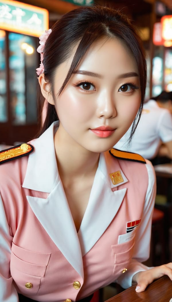 Tags: 21872187, SDXL
{"3": {"inputs": {"seed": 844792148198686, "steps": 32, "cfg": 6.81, "sampler_name": "dpmpp_2m", "scheduler": "karras", "denoise": 1.0, "model": ["27", 0], "positive": ["6", 0], "negative": ["7", 0], "latent_image": ["5", 0]}, "class_type": "KSampler"}, "4": {"inputs": {"ckpt_name": "juggernautxl.safetensors"}, "class_type": "CheckpointLoaderSimple"}, "5": {"inputs": {"width": 768, "height": 1344, "batch_size": 1}, "class_type": "EmptyLatentImage"}, "6": {"inputs": {"text": "28 year old girl, (chinese:1.09), (blush:1.12), (beautiful eyes:1.07), (double eyelids:1.12), (detailed face:1.00), (pale skin:0.98), (slim:1.13), (eyelashes:1.04), (idol:1.09), (seductive facial expression:0.97), (cute:1.03), (temptress:0.97), (sexy lips:1.06), (perky ass:1.01), (exposed ass:1.12), (looking back:1.14), (sexy ass:1.10), (thigh gap:1.06), (a waitress in uniform:1.08) working at a restaurant, (detailed skin:1.08), (film:1.00), (portra:1.02), (RAW:1.02), (candid cinema:1.09), (soft lighting:1.07), (skin fuzz:1.03), (natural looking skin:1.08), (textured skin:1.03)", "clip": ["27", 1]}, "class_type": "CLIPTextEncode"}, "7": {"inputs": {"text": "(distorted:1.07), (watermark:1.07), (low resolution:1.11), (twisted:1.14), (worst quality:1.14), (bad hands:1.12), (open mouth:1.14)", "clip": ["27", 1]}, "class_type": "CLIPTextEncode"}, "8": {"inputs": {"samples": ["3", 0], "vae": ["4", 2]}, "class_type": "VAEDecode"}, "25": {"inputs": {"lora_name": "nudify_xl.safetensors", "strength_model": 0.33, "strength_clip": 0.11, "model": ["4", 0], "clip": ["4", 1]}, "class_type": "LoraLoader"}, "26": {"inputs": {"lora_name": "shirtlift_SDXL_v2.safetensors", "strength_model": 0.05, "strength_clip": 0.13, "model": ["25", 0], "clip": ["25", 1]}, "class_type": "LoraLoader"}, "27": {"inputs": {"lora_name": "PerfectEyesXL.safetensors", "strength_model": 0.14, "strength_clip": 0.05, "model": ["26", 0], "clip": ["26", 1]}, "class_type": "LoraLoader"}, "30": {"inputs": {"model_name": "4x_NMKD-Superscale-SP_178000_G.pth"}, "class_type": "UpscaleModelLoader"}, "31": {"inputs": {"upscale_model": ["30", 0], "image": ["8", 0]}, "class_type": "ImageUpscaleWithModel"}, "32": {"inputs": {"upscale_method": "lanczos", "scale_by": 0.5, "image": ["31", 0]}, "class_type": "ImageScaleBy"}, "33": {"inputs": {"pixels": ["32", 0], "vae": ["4", 2]}, "class_type": "VAEEncode"}, "34": {"inputs": {"seed": 844792148198686, "steps": 32, "cfg": 6.81, "sampler_name": "dpmpp_2m", "scheduler": "karras", "denoise": 0.3, "model": ["27", 0], "positive": ["6", 0], "negative": ["7", 0], "latent_image": ["33", 0]}, "class_type": "KSampler"}, "36": {"inputs": {"samples": ["34", 0], "vae": ["4", 2]}, "class_type": "VAEDecode"}, "39": {"inputs": {"filename_prefix": "comfyapi-1724216967171", "images": ["36", 0]}, "class_type": "SaveImage"}}