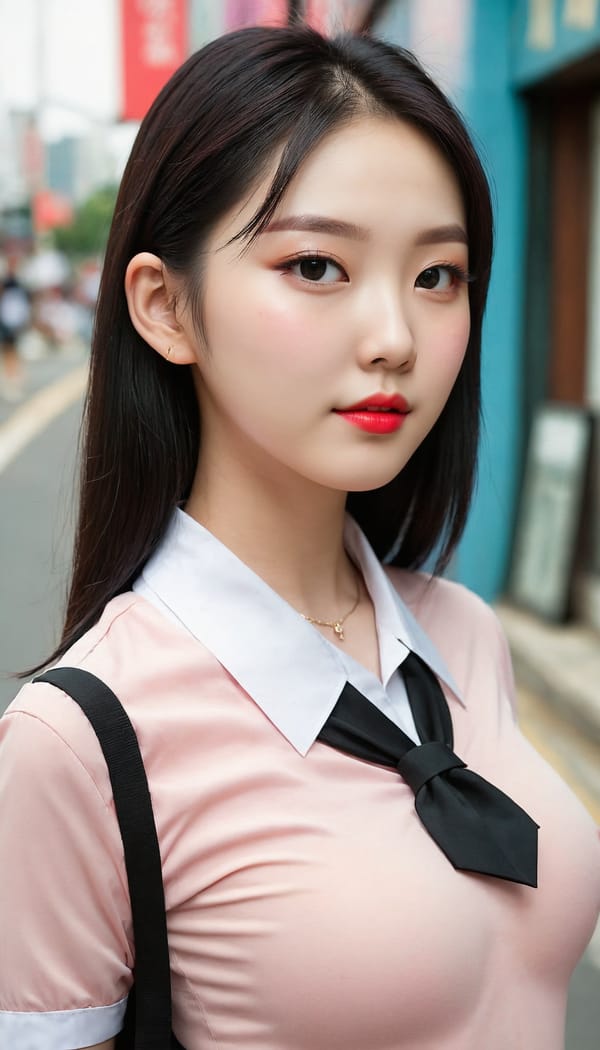 Tags: 21872187, SDXL
{"3": {"inputs": {"seed": 235691562561944, "steps": 32, "cfg": 7.55, "sampler_name": "dpmpp_2m", "scheduler": "karras", "denoise": 1.0, "model": ["27", 0], "positive": ["6", 0], "negative": ["7", 0], "latent_image": ["5", 0]}, "class_type": "KSampler"}, "4": {"inputs": {"ckpt_name": "juggernautXL_v8Rundiffusion.safetensors"}, "class_type": "CheckpointLoaderSimple"}, "5": {"inputs": {"width": 768, "height": 1344, "batch_size": 1}, "class_type": "EmptyLatentImage"}, "6": {"inputs": {"text": "22 year old girl, (korean:1.10), (sexy lips:0.96), (pale skin:1.02), (temptress:1.12), (detailed face:0.96), (seductive facial expression:1.14), (blush:1.11), (double eyelids:1.10), (slim:1.09), (idol:1.09), (seductive pose:1.08), (eyelashes:1.10), (cute:0.99), (perky ass:0.96), (exposed ass:1.01), (looking back:0.98), (sexy ass:0.96), (thigh gap:1.04), (school uniform:0.99), choker, busy street, (natural looking skin:1.06), (skin fuzz:1.09), (textured skin:1.02), (RAW:1.06), (detailed skin:1.04), (candid cinema:1.00), (portra:1.01), (soft lighting:1.04), (film:1.02)", "clip": ["27", 1]}, "class_type": "CLIPTextEncode"}, "7": {"inputs": {"text": "(bad hands:1.07), (low resolution:1.06), (distorted:1.10), (worst quality:1.05), (open mouth:1.05), (watermark:1.07), (twisted:1.14)", "clip": ["27", 1]}, "class_type": "CLIPTextEncode"}, "8": {"inputs": {"samples": ["3", 0], "vae": ["4", 2]}, "class_type": "VAEDecode"}, "25": {"inputs": {"lora_name": "nudify_xl.safetensors", "strength_model": 0.25, "strength_clip": 0.01, "model": ["4", 0], "clip": ["4", 1]}, "class_type": "LoraLoader"}, "26": {"inputs": {"lora_name": "shirtlift_SDXL_v2.safetensors", "strength_model": 0.08, "strength_clip": 0.07, "model": ["25", 0], "clip": ["25", 1]}, "class_type": "LoraLoader"}, "27": {"inputs": {"lora_name": "PerfectEyesXL.safetensors", "strength_model": 0.01, "strength_clip": 0.08, "model": ["26", 0], "clip": ["26", 1]}, "class_type": "LoraLoader"}, "30": {"inputs": {"model_name": "4x_NMKD-Superscale-SP_178000_G.pth"}, "class_type": "UpscaleModelLoader"}, "31": {"inputs": {"upscale_model": ["30", 0], "image": ["8", 0]}, "class_type": "ImageUpscaleWithModel"}, "32": {"inputs": {"upscale_method": "lanczos", "scale_by": 0.5, "image": ["31", 0]}, "class_type": "ImageScaleBy"}, "33": {"inputs": {"pixels": ["32", 0], "vae": ["4", 2]}, "class_type": "VAEEncode"}, "34": {"inputs": {"seed": 235691562561944, "steps": 32, "cfg": 7.55, "sampler_name": "dpmpp_2m", "scheduler": "karras", "denoise": 0.3, "model": ["27", 0], "positive": ["6", 0], "negative": ["7", 0], "latent_image": ["33", 0]}, "class_type": "KSampler"}, "36": {"inputs": {"samples": ["34", 0], "vae": ["4", 2]}, "class_type": "VAEDecode"}, "39": {"inputs": {"filename_prefix": "comfyapi-1708036038439", "images": ["36", 0]}, "class_type": "SaveImage"}}