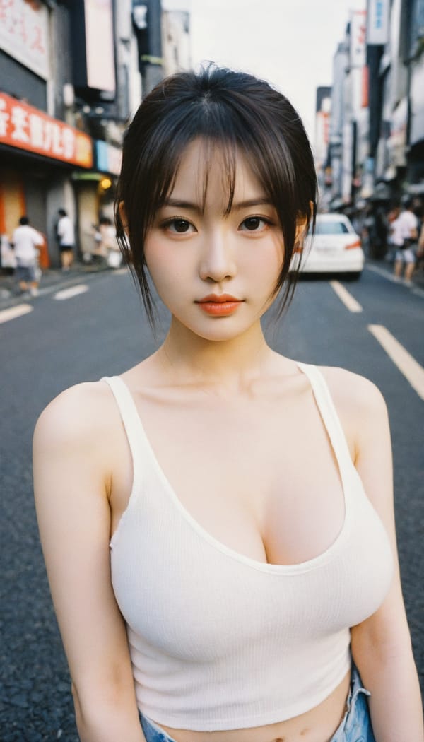 Tags: 21872187, SDXL
{"3": {"inputs": {"seed": 403275379489815, "steps": 64, "cfg": 5.62, "sampler_name": "dpmpp_2m", "scheduler": "karras", "denoise": 1.0, "model": ["27", 0], "positive": ["6", 0], "negative": ["7", 0], "latent_image": ["5", 0]}, "class_type": "KSampler"}, "4": {"inputs": {"ckpt_name": "helloworldxl.safetensors"}, "class_type": "CheckpointLoaderSimple"}, "5": {"inputs": {"width": 768, "height": 1344, "batch_size": 1}, "class_type": "EmptyLatentImage"}, "6": {"inputs": {"text": "26 year old girl, (japanese:1.07), (cute:1.09), (sexy lips:1.07), (eyelashes:1.06), (temptress:1.02), (beautiful eyes:1.03), (blush:1.10), (idol:1.14), (double eyelids:0.97), (seductive pose:1.05), (pale skin:1.11), (in a seductive pose:1.02), (large perky breasts:1.05), (cleavage:0.99), (thigh gap:1.05), (white tanktop:1.04), busy street, (soft lighting:1.07), (candid cinema:1.04), (textured skin:1.07), (portra:1.09), (natural looking skin:1.01), (detailed skin:1.05), (RAW:1.00), (skin fuzz:1.00), (film:1.00)", "clip": ["27", 1]}, "class_type": "CLIPTextEncode"}, "7": {"inputs": {"text": "(open mouth:1.14), (distorted:1.07), (bad hands:1.11), (twisted:1.10), (low resolution:1.05), (worst quality:1.14), (watermark:1.10)", "clip": ["27", 1]}, "class_type": "CLIPTextEncode"}, "8": {"inputs": {"samples": ["3", 0], "vae": ["4", 2]}, "class_type": "VAEDecode"}, "25": {"inputs": {"lora_name": "nudify_xl.safetensors", "strength_model": 0.05, "strength_clip": 0.05, "model": ["4", 0], "clip": ["4", 1]}, "class_type": "LoraLoader"}, "26": {"inputs": {"lora_name": "shirtlift_SDXL_v2.safetensors", "strength_model": 0.09, "strength_clip": 0.04, "model": ["25", 0], "clip": ["25", 1]}, "class_type": "LoraLoader"}, "27": {"inputs": {"lora_name": "PerfectEyesXL.safetensors", "strength_model": 0.02, "strength_clip": 0.14, "model": ["26", 0], "clip": ["26", 1]}, "class_type": "LoraLoader"}, "30": {"inputs": {"model_name": "4x_NMKD-Superscale-SP_178000_G.pth"}, "class_type": "UpscaleModelLoader"}, "31": {"inputs": {"upscale_model": ["30", 0], "image": ["8", 0]}, "class_type": "ImageUpscaleWithModel"}, "32": {"inputs": {"upscale_method": "lanczos", "scale_by": 0.5, "image": ["31", 0]}, "class_type": "ImageScaleBy"}, "33": {"inputs": {"pixels": ["32", 0], "vae": ["4", 2]}, "class_type": "VAEEncode"}, "34": {"inputs": {"seed": 403275379489815, "steps": 64, "cfg": 5.62, "sampler_name": "dpmpp_2m", "scheduler": "karras", "denoise": 0.3, "model": ["27", 0], "positive": ["6", 0], "negative": ["7", 0], "latent_image": ["33", 0]}, "class_type": "KSampler"}, "36": {"inputs": {"samples": ["34", 0], "vae": ["4", 2]}, "class_type": "VAEDecode"}, "39": {"inputs": {"filename_prefix": "comfyapi-1733017019093", "images": ["36", 0]}, "class_type": "SaveImage"}}