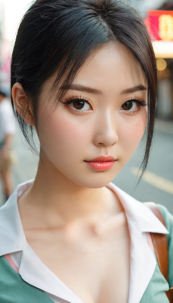 Tags: 21872187, SDXL
{"3": {"inputs": {"seed": 421924552810456, "steps": 32, "cfg": 6.2, "sampler_name": "dpmpp_2m", "scheduler": "karras", "denoise": 1.0, "model": ["27", 0], "positive": ["6", 0], "negative": ["7", 0], "latent_image": ["5", 0]}, "class_type": "KSampler"}, "4": {"inputs": {"ckpt_name": "juggernautxl.safetensors"}, "class_type": "CheckpointLoaderSimple"}, "5": {"inputs": {"width": 768, "height": 1344, "batch_size": 1}, "class_type": "EmptyLatentImage"}, "6": {"inputs": {"text": "27 year old girl, (taiwanese:1.11), (irish:0.97), (sexy lips:0.95), (seductive pose:1.05), (eyelashes:1.09), (blush:1.07), (seductive facial expression:1.09), (beautiful eyes:0.95), (temptress:1.06), (slim:1.01), (cute:1.01), (pale skin:0.97), (double eyelids:1.08), (detailed face:1.00), (idol:1.06), (in a seductive pose:1.07), (large perky breasts:0.95), (cleavage:1.02), (thigh gap:1.12), (school uniform:0.96), choker, busy street, (detailed skin:1.05), (textured skin:1.03), (soft lighting:1.02), (natural looking skin:1.02), (RAW:1.07), (candid cinema:1.01), (skin fuzz:1.03), (portra:1.05), (film:1.01)", "clip": ["27", 1]}, "class_type": "CLIPTextEncode"}, "7": {"inputs": {"text": "(bad hands:1.10), (watermark:1.06), (open mouth:1.13), (low resolution:1.05), (distorted:1.13), (worst quality:1.07), (twisted:1.10)", "clip": ["27", 1]}, "class_type": "CLIPTextEncode"}, "8": {"inputs": {"samples": ["3", 0], "vae": ["4", 2]}, "class_type": "VAEDecode"}, "25": {"inputs": {"lora_name": "nudify_xl.safetensors", "strength_model": 0.23, "strength_clip": 0.01, "model": ["4", 0], "clip": ["4", 1]}, "class_type": "LoraLoader"}, "26": {"inputs": {"lora_name": "shirtlift_SDXL_v2.safetensors", "strength_model": 0.07, "strength_clip": 0.01, "model": ["25", 0], "clip": ["25", 1]}, "class_type": "LoraLoader"}, "27": {"inputs": {"lora_name": "PerfectEyesXL.safetensors", "strength_model": 0.19, "strength_clip": 0.17, "model": ["26", 0], "clip": ["26", 1]}, "class_type": "LoraLoader"}, "30": {"inputs": {"model_name": "4x_NMKD-Superscale-SP_178000_G.pth"}, "class_type": "UpscaleModelLoader"}, "31": {"inputs": {"upscale_model": ["30", 0], "image": ["8", 0]}, "class_type": "ImageUpscaleWithModel"}, "32": {"inputs": {"upscale_method": "lanczos", "scale_by": 0.5, "image": ["31", 0]}, "class_type": "ImageScaleBy"}, "33": {"inputs": {"pixels": ["32", 0], "vae": ["4", 2]}, "class_type": "VAEEncode"}, "34": {"inputs": {"seed": 421924552810456, "steps": 32, "cfg": 6.2, "sampler_name": "dpmpp_2m", "scheduler": "karras", "denoise": 0.3, "model": ["27", 0], "positive": ["6", 0], "negative": ["7", 0], "latent_image": ["33", 0]}, "class_type": "KSampler"}, "36": {"inputs": {"samples": ["34", 0], "vae": ["4", 2]}, "class_type": "VAEDecode"}, "39": {"inputs": {"filename_prefix": "comfyapi-1713312559015", "images": ["36", 0]}, "class_type": "SaveImage"}}