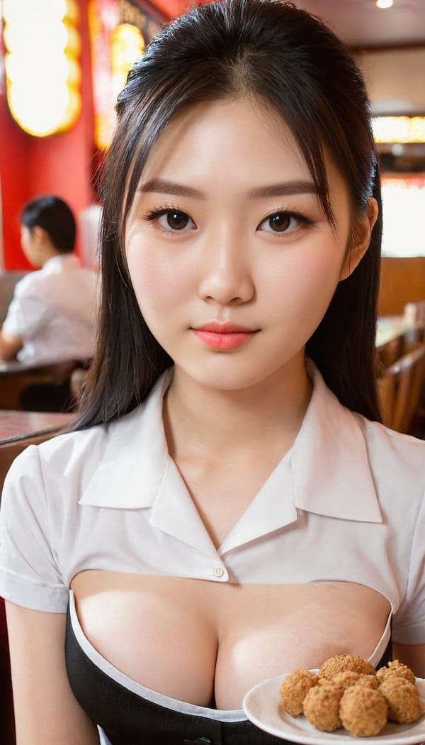 Tags: 21872187, SDXL
{"3": {"inputs": {"seed": 725339764686198, "steps": 32, "cfg": 6.79, "sampler_name": "dpmpp_2m", "scheduler": "karras", "denoise": 1.0, "model": ["27", 0], "positive": ["6", 0], "negative": ["7", 0], "latent_image": ["5", 0]}, "class_type": "KSampler"}, "4": {"inputs": {"ckpt_name": "juggernautXL_v8Rundiffusion.safetensors"}, "class_type": "CheckpointLoaderSimple"}, "5": {"inputs": {"width": 768, "height": 1344, "batch_size": 1}, "class_type": "EmptyLatentImage"}, "6": {"inputs": {"text": "18 year old girl, (taiwanese:0.97), (temptress:1.04), (double eyelids:1.07), (pale skin:1.11), (blush:0.95), (slim:1.03), (beautiful eyes:0.98), (detailed face:1.04), (cute:0.99), (seductive pose:1.00), (idol:1.09), (eyelashes:1.14), (seductive facial expression:0.99), (sexy lips:1.11), (in a seductive pose:1.07), (large perky breasts:1.01), (cleavage:0.99), (thigh gap:1.01), (a waitress in uniform:1.11) working at a restaurant, (portra:1.03), (RAW:1.03), (candid cinema:1.07), (textured skin:1.04), (film:1.02), (detailed skin:1.05), (natural looking skin:1.01), (skin fuzz:1.07), (soft lighting:1.00)", "clip": ["27", 1]}, "class_type": "CLIPTextEncode"}, "7": {"inputs": {"text": "(low resolution:1.14), (worst quality:1.12), (watermark:1.12), (bad hands:1.10), (open mouth:1.06), (distorted:1.08), (twisted:1.12)", "clip": ["27", 1]}, "class_type": "CLIPTextEncode"}, "8": {"inputs": {"samples": ["3", 0], "vae": ["4", 2]}, "class_type": "VAEDecode"}, "25": {"inputs": {"lora_name": "nudify_xl.safetensors", "strength_model": 0.37, "strength_clip": 0.35, "model": ["4", 0], "clip": ["4", 1]}, "class_type": "LoraLoader"}, "26": {"inputs": {"lora_name": "shirtlift_SDXL_v2.safetensors", "strength_model": 0.16, "strength_clip": 0.19, "model": ["25", 0], "clip": ["25", 1]}, "class_type": "LoraLoader"}, "27": {"inputs": {"lora_name": "PerfectEyesXL.safetensors", "strength_model": 0.14, "strength_clip": 0.15, "model": ["26", 0], "clip": ["26", 1]}, "class_type": "LoraLoader"}, "30": {"inputs": {"model_name": "4x_NMKD-Superscale-SP_178000_G.pth"}, "class_type": "UpscaleModelLoader"}, "31": {"inputs": {"upscale_model": ["30", 0], "image": ["8", 0]}, "class_type": "ImageUpscaleWithModel"}, "32": {"inputs": {"upscale_method": "lanczos", "scale_by": 0.5, "image": ["31", 0]}, "class_type": "ImageScaleBy"}, "33": {"inputs": {"pixels": ["32", 0], "vae": ["4", 2]}, "class_type": "VAEEncode"}, "34": {"inputs": {"seed": 725339764686198, "steps": 32, "cfg": 6.79, "sampler_name": "dpmpp_2m", "scheduler": "karras", "denoise": 0.3, "model": ["27", 0], "positive": ["6", 0], "negative": ["7", 0], "latent_image": ["33", 0]}, "class_type": "KSampler"}, "36": {"inputs": {"samples": ["34", 0], "vae": ["4", 2]}, "class_type": "VAEDecode"}, "39": {"inputs": {"filename_prefix": "comfyapi-1707541423624", "images": ["36", 0]}, "class_type": "SaveImage"}}