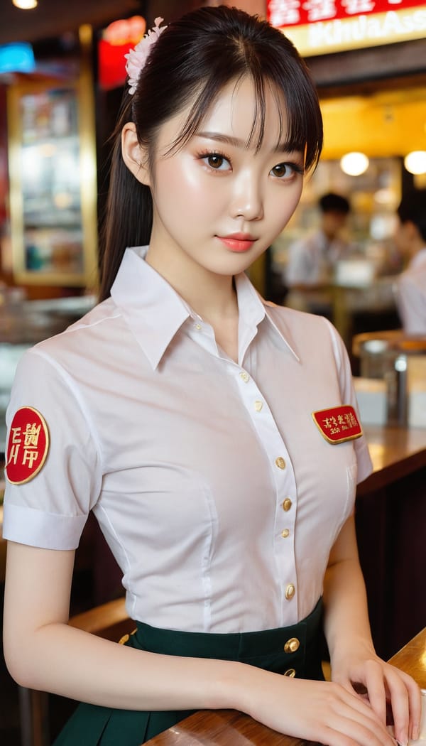 Tags: 21872187, SDXL
{"3": {"inputs": {"seed": 394153065815505, "steps": 64, "cfg": 7.38, "sampler_name": "dpmpp_2m", "scheduler": "karras", "denoise": 1.0, "model": ["27", 0], "positive": ["6", 0], "negative": ["7", 0], "latent_image": ["5", 0]}, "class_type": "KSampler"}, "4": {"inputs": {"ckpt_name": "juggernautxl.safetensors"}, "class_type": "CheckpointLoaderSimple"}, "5": {"inputs": {"width": 768, "height": 1344, "batch_size": 1}, "class_type": "EmptyLatentImage"}, "6": {"inputs": {"text": "18 year old girl, (chinese:1.06), (korean:1.00), (slim:1.04), (double eyelids:1.06), (eyelashes:1.07), (temptress:1.13), (seductive pose:0.96), (detailed face:0.96), (idol:1.09), (beautiful eyes:1.10), (pale skin:1.13), (sexy lips:1.02), (blush:1.04), (seductive facial expression:1.11), (perky ass:1.05), (exposed ass:0.96), (looking back:1.09), (sexy ass:1.07), (thigh gap:0.99), (a waitress in uniform:0.97) working at a restaurant, (portra:1.01), (candid cinema:1.01), (detailed skin:1.06), (skin fuzz:1.00), (natural looking skin:1.05), (RAW:1.04), (film:1.04), (soft lighting:1.08), (textured skin:1.04)", "clip": ["27", 1]}, "class_type": "CLIPTextEncode"}, "7": {"inputs": {"text": "(worst quality:1.13), (twisted:1.06), (low resolution:1.09), (open mouth:1.08), (bad hands:1.13), (distorted:1.12), (watermark:1.09)", "clip": ["27", 1]}, "class_type": "CLIPTextEncode"}, "8": {"inputs": {"samples": ["3", 0], "vae": ["4", 2]}, "class_type": "VAEDecode"}, "25": {"inputs": {"lora_name": "nudify_xl.safetensors", "strength_model": 0.3, "strength_clip": 0.08, "model": ["4", 0], "clip": ["4", 1]}, "class_type": "LoraLoader"}, "26": {"inputs": {"lora_name": "shirtlift_SDXL_v2.safetensors", "strength_model": 0.17, "strength_clip": 0.08, "model": ["25", 0], "clip": ["25", 1]}, "class_type": "LoraLoader"}, "27": {"inputs": {"lora_name": "PerfectEyesXL.safetensors", "strength_model": 0.14, "strength_clip": 0.08, "model": ["26", 0], "clip": ["26", 1]}, "class_type": "LoraLoader"}, "30": {"inputs": {"model_name": "4x_NMKD-Superscale-SP_178000_G.pth"}, "class_type": "UpscaleModelLoader"}, "31": {"inputs": {"upscale_model": ["30", 0], "image": ["8", 0]}, "class_type": "ImageUpscaleWithModel"}, "32": {"inputs": {"upscale_method": "lanczos", "scale_by": 0.5, "image": ["31", 0]}, "class_type": "ImageScaleBy"}, "33": {"inputs": {"pixels": ["32", 0], "vae": ["4", 2]}, "class_type": "VAEEncode"}, "34": {"inputs": {"seed": 394153065815505, "steps": 64, "cfg": 7.38, "sampler_name": "dpmpp_2m", "scheduler": "karras", "denoise": 0.3, "model": ["27", 0], "positive": ["6", 0], "negative": ["7", 0], "latent_image": ["33", 0]}, "class_type": "KSampler"}, "36": {"inputs": {"samples": ["34", 0], "vae": ["4", 2]}, "class_type": "VAEDecode"}, "39": {"inputs": {"filename_prefix": "comfyapi-1714208828428", "images": ["36", 0]}, "class_type": "SaveImage"}}