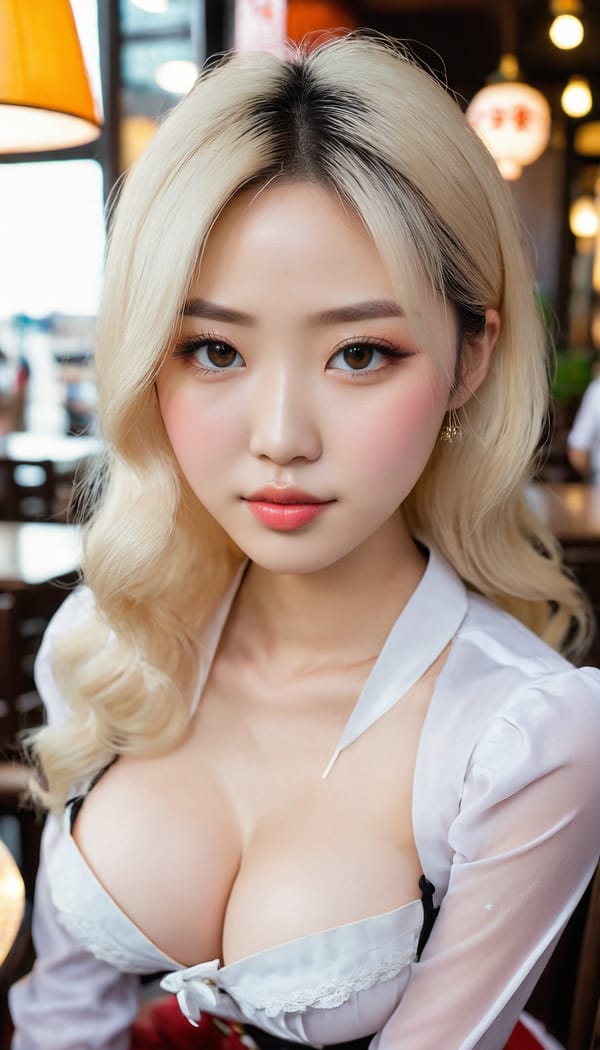 Tags: 21872187, SDXL
{"3": {"inputs": {"seed": 568732808064001, "steps": 32, "cfg": 7.3, "sampler_name": "dpmpp_2m", "scheduler": "karras", "denoise": 1.0, "model": ["27", 0], "positive": ["6", 0], "negative": ["7", 0], "latent_image": ["5", 0]}, "class_type": "KSampler"}, "4": {"inputs": {"ckpt_name": "juggernautxl.safetensors"}, "class_type": "CheckpointLoaderSimple"}, "5": {"inputs": {"width": 768, "height": 1344, "batch_size": 1}, "class_type": "EmptyLatentImage"}, "6": {"inputs": {"text": "27 year old girl, (ukrainian:0.95), (korean:1.08), (japanese:1.11), (sexy lips:1.14), (idol:1.01), (pale skin:1.12), (beautiful eyes:0.97), (detailed face:1.07), (slim:1.03), (blush:1.06), (cute:1.03), (seductive facial expression:1.12), (seductive pose:0.97), (temptress:1.01), (double eyelids:1.01), (on all fours:0.98), (spreading ass cheeks:1.03), (from behind:1.10), (backboob:1.04), (a waitress in uniform:1.06) working at a restaurant, (RAW:1.07), (skin fuzz:1.07), (portra:1.06), (detailed skin:1.00), (candid cinema:1.00), (soft lighting:1.02), (film:1.09), (textured skin:1.03), (natural looking skin:1.09)", "clip": ["27", 1]}, "class_type": "CLIPTextEncode"}, "7": {"inputs": {"text": "(bad hands:1.11), (low resolution:1.12), (distorted:1.12), (twisted:1.06), (open mouth:1.12), (worst quality:1.09)", "clip": ["27", 1]}, "class_type": "CLIPTextEncode"}, "8": {"inputs": {"samples": ["3", 0], "vae": ["4", 2]}, "class_type": "VAEDecode"}, "25": {"inputs": {"lora_name": "nudify_xl.safetensors", "strength_model": 0.12, "strength_clip": 0.02, "model": ["4", 0], "clip": ["4", 1]}, "class_type": "LoraLoader"}, "26": {"inputs": {"lora_name": "shirtlift_SDXL_v2.safetensors", "strength_model": 0.06, "strength_clip": 0.1, "model": ["25", 0], "clip": ["25", 1]}, "class_type": "LoraLoader"}, "27": {"inputs": {"lora_name": "PerfectEyesXL.safetensors", "strength_model": 0.15, "strength_clip": 0.14, "model": ["26", 0], "clip": ["26", 1]}, "class_type": "LoraLoader"}, "30": {"inputs": {"model_name": "4x_NMKD-Superscale-SP_178000_G.pth"}, "class_type": "UpscaleModelLoader"}, "31": {"inputs": {"upscale_model": ["30", 0], "image": ["8", 0]}, "class_type": "ImageUpscaleWithModel"}, "32": {"inputs": {"upscale_method": "lanczos", "scale_by": 0.5, "image": ["31", 0]}, "class_type": "ImageScaleBy"}, "33": {"inputs": {"pixels": ["32", 0], "vae": ["4", 2]}, "class_type": "VAEEncode"}, "34": {"inputs": {"seed": 568732808064001, "steps": 32, "cfg": 7.3, "sampler_name": "dpmpp_2m", "scheduler": "karras", "denoise": 0.3, "model": ["27", 0], "positive": ["6", 0], "negative": ["7", 0], "latent_image": ["33", 0]}, "class_type": "KSampler"}, "36": {"inputs": {"samples": ["34", 0], "vae": ["4", 2]}, "class_type": "VAEDecode"}, "39": {"inputs": {"filename_prefix": "comfyapi-1716750088133", "images": ["36", 0]}, "class_type": "SaveImage"}}