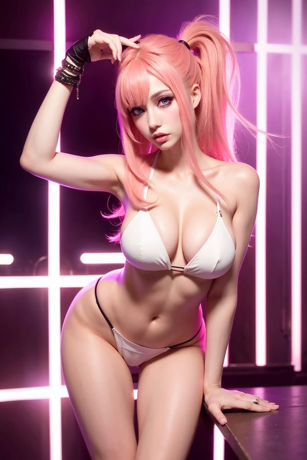 Tags: 21872187
<lora:YaeMiko_Test:0.45>, (pole dancer:0.93), popular night club, (seductive pose:1.16), extremely detailed eyes, extremely detailed face, sexy lips, seductive smile, double eyelids, eyelashes, pale skin, perky breasts, full body portrait, hyper realistic, tall, (long slim legs:1.02), (thigh gap:1.14), blush, 1girl, solo, (stunningly attractive:1.14)
Negative prompt: drawings, sketches, paintings, black and white, ugly, fat, (worst quality:2.20)
Steps: 32, Sampler: DPM++ 2M Karras, CFG scale: 6.48, Seed: 1508053872, Size: 512x768, Model hash: fc2511737a, Model: chilloutmix_NiPrunedFp32Fix, Seed resize from: -1x-1, Denoising strength: 0.35, Version: v1.2.1, Hires upscale: 2.0, Hires steps: 64, Hires upscaler: ESRGAN_4x