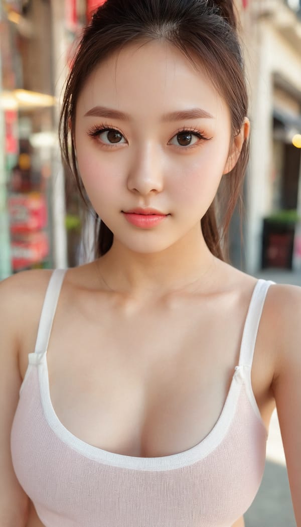 Tags: 21872187, SDXL
{"3": {"inputs": {"seed": 911965057793342, "steps": 32, "cfg": 6.23, "sampler_name": "dpmpp_2m", "scheduler": "karras", "denoise": 1.0, "model": ["27", 0], "positive": ["6", 0], "negative": ["7", 0], "latent_image": ["5", 0]}, "class_type": "KSampler"}, "4": {"inputs": {"ckpt_name": "juggernautxl.safetensors"}, "class_type": "CheckpointLoaderSimple"}, "5": {"inputs": {"width": 768, "height": 1344, "batch_size": 1}, "class_type": "EmptyLatentImage"}, "6": {"inputs": {"text": "20 year old girl, (slim:0.95), (beautiful eyes:1.06), (blush:1.13), (eyelashes:1.11), (seductive facial expression:1.04), (double eyelids:0.97), (idol:1.03), (seductive pose:0.99), (cute:0.96), (sexy lips:1.04), (temptress:1.05), (pale skin:0.99), (detailed face:1.11), (perky ass:1.11), (exposed ass:0.98), (looking back:0.99), (sexy ass:1.04), (thigh gap:1.06), (white tanktop:1.09), busy street, (portra:1.09), (RAW:1.09), (soft lighting:1.04), (textured skin:1.00), (natural looking skin:1.07), (film:1.07), (detailed skin:1.00), (candid cinema:1.01), (skin fuzz:1.07)", "clip": ["27", 1]}, "class_type": "CLIPTextEncode"}, "7": {"inputs": {"text": "(distorted:1.10), (watermark:1.11), (bad hands:1.06), (twisted:1.13), (worst quality:1.09), (low resolution:1.05), (open mouth:1.05)", "clip": ["27", 1]}, "class_type": "CLIPTextEncode"}, "8": {"inputs": {"samples": ["3", 0], "vae": ["4", 2]}, "class_type": "VAEDecode"}, "25": {"inputs": {"lora_name": "nudify_xl.safetensors", "strength_model": 0.23, "strength_clip": 0.27, "model": ["4", 0], "clip": ["4", 1]}, "class_type": "LoraLoader"}, "26": {"inputs": {"lora_name": "shirtlift_SDXL_v2.safetensors", "strength_model": 0.1, "strength_clip": 0.0, "model": ["25", 0], "clip": ["25", 1]}, "class_type": "LoraLoader"}, "27": {"inputs": {"lora_name": "PerfectEyesXL.safetensors", "strength_model": 0.0, "strength_clip": 0.07, "model": ["26", 0], "clip": ["26", 1]}, "class_type": "LoraLoader"}, "30": {"inputs": {"model_name": "4x_NMKD-Superscale-SP_178000_G.pth"}, "class_type": "UpscaleModelLoader"}, "31": {"inputs": {"upscale_model": ["30", 0], "image": ["8", 0]}, "class_type": "ImageUpscaleWithModel"}, "32": {"inputs": {"upscale_method": "lanczos", "scale_by": 0.5, "image": ["31", 0]}, "class_type": "ImageScaleBy"}, "33": {"inputs": {"pixels": ["32", 0], "vae": ["4", 2]}, "class_type": "VAEEncode"}, "34": {"inputs": {"seed": 911965057793342, "steps": 32, "cfg": 6.23, "sampler_name": "dpmpp_2m", "scheduler": "karras", "denoise": 0.3, "model": ["27", 0], "positive": ["6", 0], "negative": ["7", 0], "latent_image": ["33", 0]}, "class_type": "KSampler"}, "36": {"inputs": {"samples": ["34", 0], "vae": ["4", 2]}, "class_type": "VAEDecode"}, "39": {"inputs": {"filename_prefix": "comfyapi-1732042938580", "images": ["36", 0]}, "class_type": "SaveImage"}}