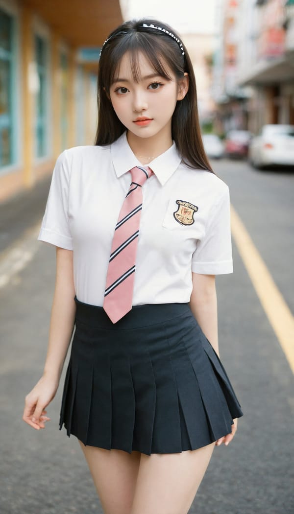 Tags: 21872187, SDXL
{"3": {"inputs": {"seed": 163756963528383, "steps": 64, "cfg": 5.74, "sampler_name": "dpmpp_2m", "scheduler": "karras", "denoise": 1.0, "model": ["27", 0], "positive": ["6", 0], "negative": ["7", 0], "latent_image": ["5", 0]}, "class_type": "KSampler"}, "4": {"inputs": {"ckpt_name": "leosamsHelloworldSDXL_helloworldSDXL32DPO.safetensors"}, "class_type": "CheckpointLoaderSimple"}, "5": {"inputs": {"width": 768, "height": 1344, "batch_size": 1}, "class_type": "EmptyLatentImage"}, "6": {"inputs": {"text": "25 year old girl, (seductive pose:1.09), (eyelashes:1.01), (temptress:1.13), (seductive facial expression:1.02), (beautiful eyes:1.11), (idol:1.09), (pale skin:1.00), (slim:0.96), (cute:0.96), (blush:1.08), (double eyelids:1.12), (sexy lips:1.05), (detailed face:1.12), (perky ass:1.00), (exposed ass:0.98), (looking back:1.13), (sexy ass:0.95), (thigh gap:1.14), (school uniform:1.06), choker, busy street, (detailed skin:1.07), (RAW:1.03), (skin fuzz:1.08), (natural looking skin:1.04), (textured skin:1.04), (film:1.04), (candid cinema:1.04), (portra:1.08), (soft lighting:1.02)", "clip": ["27", 1]}, "class_type": "CLIPTextEncode"}, "7": {"inputs": {"text": "(open mouth:1.08), (watermark:1.12), (twisted:1.07), (distorted:1.08), (worst quality:1.05), (low resolution:1.08), (bad hands:1.07)", "clip": ["27", 1]}, "class_type": "CLIPTextEncode"}, "8": {"inputs": {"samples": ["3", 0], "vae": ["4", 2]}, "class_type": "VAEDecode"}, "25": {"inputs": {"lora_name": "nudify_xl.safetensors", "strength_model": 0.26, "strength_clip": 0.0, "model": ["4", 0], "clip": ["4", 1]}, "class_type": "LoraLoader"}, "26": {"inputs": {"lora_name": "shirtlift_SDXL_v2.safetensors", "strength_model": 0.1, "strength_clip": 0.16, "model": ["25", 0], "clip": ["25", 1]}, "class_type": "LoraLoader"}, "27": {"inputs": {"lora_name": "PerfectEyesXL.safetensors", "strength_model": 0.13, "strength_clip": 0.04, "model": ["26", 0], "clip": ["26", 1]}, "class_type": "LoraLoader"}, "30": {"inputs": {"model_name": "4x_NMKD-Superscale-SP_178000_G.pth"}, "class_type": "UpscaleModelLoader"}, "31": {"inputs": {"upscale_model": ["30", 0], "image": ["8", 0]}, "class_type": "ImageUpscaleWithModel"}, "32": {"inputs": {"upscale_method": "lanczos", "scale_by": 0.5, "image": ["31", 0]}, "class_type": "ImageScaleBy"}, "33": {"inputs": {"pixels": ["32", 0], "vae": ["4", 2]}, "class_type": "VAEEncode"}, "34": {"inputs": {"seed": 163756963528383, "steps": 64, "cfg": 5.74, "sampler_name": "dpmpp_2m", "scheduler": "karras", "denoise": 0.3, "model": ["27", 0], "positive": ["6", 0], "negative": ["7", 0], "latent_image": ["33", 0]}, "class_type": "KSampler"}, "36": {"inputs": {"samples": ["34", 0], "vae": ["4", 2]}, "class_type": "VAEDecode"}, "39": {"inputs": {"filename_prefix": "comfyapi-1707709943192", "images": ["36", 0]}, "class_type": "SaveImage"}}