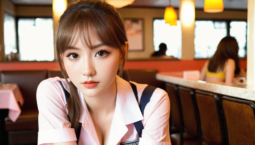 Tags: 21872187, SDXL
{"3": {"inputs": {"seed": 864596606601086, "steps": 32, "cfg": 7.42, "sampler_name": "dpmpp_2m", "scheduler": "karras", "denoise": 1.0, "model": ["27", 0], "positive": ["6", 0], "negative": ["7", 0], "latent_image": ["5", 0]}, "class_type": "KSampler"}, "4": {"inputs": {"ckpt_name": "leosamsHelloworldSDXL_helloworldSDXL32DPO.safetensors"}, "class_type": "CheckpointLoaderSimple"}, "5": {"inputs": {"width": 1344, "height": 768, "batch_size": 1}, "class_type": "EmptyLatentImage"}, "6": {"inputs": {"text": "23 year old girl, (idol:0.97), (eyelashes:1.08), (double eyelids:1.01), (detailed face:0.99), (sexy lips:1.08), (slim:1.11), (temptress:0.96), (seductive facial expression:0.99), (beautiful eyes:0.98), (pale skin:0.99), (cute:1.08), (blush:1.04), (in a seductive pose:1.07), (large perky breasts:1.04), (cleavage:0.97), (thigh gap:1.03), (a waitress in uniform:1.10) working at a restaurant, (film:1.02), (detailed skin:1.03), (skin fuzz:1.05), (soft lighting:1.04), (textured skin:1.04), (natural looking skin:1.08), (RAW:1.07), (candid cinema:1.01), (portra:1.00)", "clip": ["27", 1]}, "class_type": "CLIPTextEncode"}, "7": {"inputs": {"text": "(low resolution:1.10), (watermark:1.08), (worst quality:1.07), (distorted:1.13), (open mouth:1.07), (bad hands:1.11), (twisted:1.09)", "clip": ["27", 1]}, "class_type": "CLIPTextEncode"}, "8": {"inputs": {"samples": ["3", 0], "vae": ["4", 2]}, "class_type": "VAEDecode"}, "25": {"inputs": {"lora_name": "nudify_xl.safetensors", "strength_model": 0.21, "strength_clip": 0.05, "model": ["4", 0], "clip": ["4", 1]}, "class_type": "LoraLoader"}, "26": {"inputs": {"lora_name": "shirtlift_SDXL_v2.safetensors", "strength_model": 0.02, "strength_clip": 0.07, "model": ["25", 0], "clip": ["25", 1]}, "class_type": "LoraLoader"}, "27": {"inputs": {"lora_name": "PerfectEyesXL.safetensors", "strength_model": 0.11, "strength_clip": 0.0, "model": ["26", 0], "clip": ["26", 1]}, "class_type": "LoraLoader"}, "30": {"inputs": {"model_name": "4x_NMKD-Superscale-SP_178000_G.pth"}, "class_type": "UpscaleModelLoader"}, "31": {"inputs": {"upscale_model": ["30", 0], "image": ["8", 0]}, "class_type": "ImageUpscaleWithModel"}, "32": {"inputs": {"upscale_method": "lanczos", "scale_by": 0.5, "image": ["31", 0]}, "class_type": "ImageScaleBy"}, "33": {"inputs": {"pixels": ["32", 0], "vae": ["4", 2]}, "class_type": "VAEEncode"}, "34": {"inputs": {"seed": 864596606601086, "steps": 32, "cfg": 7.42, "sampler_name": "dpmpp_2m", "scheduler": "karras", "denoise": 0.3, "model": ["27", 0], "positive": ["6", 0], "negative": ["7", 0], "latent_image": ["33", 0]}, "class_type": "KSampler"}, "36": {"inputs": {"samples": ["34", 0], "vae": ["4", 2]}, "class_type": "VAEDecode"}, "39": {"inputs": {"filename_prefix": "comfyapi-1707946417592", "images": ["36", 0]}, "class_type": "SaveImage"}}