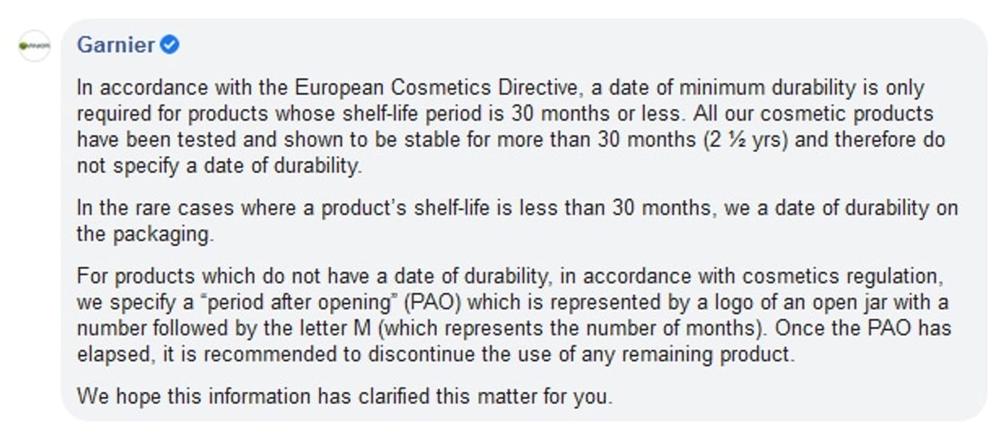 Tags: Garnier Expiry Date
