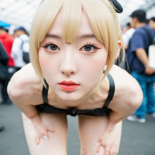 Tags: 21872187, SDXL
{"3": {"inputs": {"seed": 182783735254496, "steps": 64, "cfg": 7.98, "sampler_name": "dpmpp_2m", "scheduler": "karras", "denoise": 1.0, "model": ["27", 0], "positive": ["6", 0], "negative": ["7", 0], "latent_image": ["5", 0]}, "class_type": "KSampler"}, "4": {"inputs": {"ckpt_name": "leosamsHelloworldSDXL_helloworldSDXL32DPO.safetensors"}, "class_type": "CheckpointLoaderSimple"}, "5": {"inputs": {"width": 1024, "height": 1024, "batch_size": 1}, "class_type": "EmptyLatentImage"}, "6": {"inputs": {"text": "25 year old girl, (ukrainian:1.07), (beautiful eyes:1.00), (sexy lips:1.12), (double eyelids:1.02), (cute:1.07), (idol:1.01), (slim:1.01), (eyelashes:1.07), (detailed face:1.11), (temptress:0.98), (pale skin:1.01), (blush:0.97), (seductive facial expression:0.98), (perky ass:1.10), (exposed ass:0.96), (looking back:1.04), (sexy ass:1.00), (thigh gap:1.01), (in a cosplay:0.97) at comiket posing for camera, (portra:1.00), (skin fuzz:1.02), (soft lighting:1.08), (natural looking skin:1.00), (candid cinema:1.07), (film:1.05), (detailed skin:1.01), (textured skin:1.07)", "clip": ["27", 1]}, "class_type": "CLIPTextEncode"}, "7": {"inputs": {"text": "(watermark:1.06), (distorted:1.07), (twisted:1.13), (bad hands:1.11), (low resolution:1.05), (open mouth:1.05), (worst quality:1.05)", "clip": ["27", 1]}, "class_type": "CLIPTextEncode"}, "8": {"inputs": {"samples": ["3", 0], "vae": ["4", 2]}, "class_type": "VAEDecode"}, "25": {"inputs": {"lora_name": "nudify_xl.safetensors", "strength_model": 0.08, "strength_clip": 0.21, "model": ["4", 0], "clip": ["4", 1]}, "class_type": "LoraLoader"}, "26": {"inputs": {"lora_name": "shirtlift_SDXL_v2.safetensors", "strength_model": 0.07, "strength_clip": 0.05, "model": ["25", 0], "clip": ["25", 1]}, "class_type": "LoraLoader"}, "27": {"inputs": {"lora_name": "PerfectEyesXL.safetensors", "strength_model": 0.16, "strength_clip": 0.17, "model": ["26", 0], "clip": ["26", 1]}, "class_type": "LoraLoader"}, "30": {"inputs": {"model_name": "4x_NMKD-Superscale-SP_178000_G.pth"}, "class_type": "UpscaleModelLoader"}, "31": {"inputs": {"upscale_model": ["30", 0], "image": ["8", 0]}, "class_type": "ImageUpscaleWithModel"}, "32": {"inputs": {"upscale_method": "lanczos", "scale_by": 0.5, "image": ["31", 0]}, "class_type": "ImageScaleBy"}, "33": {"inputs": {"pixels": ["32", 0], "vae": ["4", 2]}, "class_type": "VAEEncode"}, "34": {"inputs": {"seed": 182783735254496, "steps": 64, "cfg": 7.98, "sampler_name": "dpmpp_2m", "scheduler": "karras", "denoise": 0.3, "model": ["27", 0], "positive": ["6", 0], "negative": ["7", 0], "latent_image": ["33", 0]}, "class_type": "KSampler"}, "36": {"inputs": {"samples": ["34", 0], "vae": ["4", 2]}, "class_type": "VAEDecode"}, "39": {"inputs": {"filename_prefix": "comfyapi-1707759303669", "images": ["36", 0]}, "class_type": "SaveImage"}}