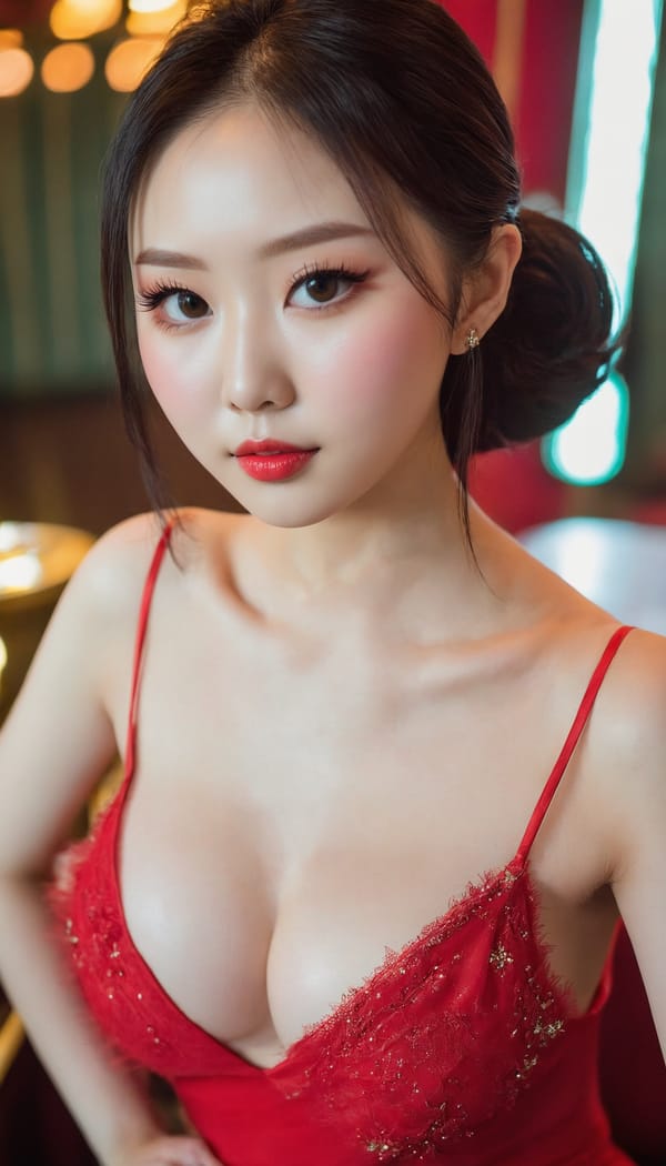 Tags: 21872187, SDXL
{"3": {"inputs": {"seed": 804184346346681, "steps": 64, "cfg": 5.47, "sampler_name": "dpmpp_2m", "scheduler": "karras", "denoise": 1.0, "model": ["27", 0], "positive": ["6", 0], "negative": ["7", 0], "latent_image": ["5", 0]}, "class_type": "KSampler"}, "4": {"inputs": {"ckpt_name": "juggernautxl.safetensors"}, "class_type": "CheckpointLoaderSimple"}, "5": {"inputs": {"width": 768, "height": 1344, "batch_size": 1}, "class_type": "EmptyLatentImage"}, "6": {"inputs": {"text": "19 year old girl, (chinese:1.08), (japanese:1.13), (ukrainian:1.03), (temptress:1.00), (eyelashes:1.08), (seductive pose:1.14), (cute:1.06), (double eyelids:0.97), (blush:0.99), (pale skin:1.07), (idol:1.12), (sexy lips:0.98), (beautiful eyes:0.95), (slim:1.06), (seductive facial expression:1.02), (in a seductive pose:1.12), (large perky breasts:0.96), (cleavage:1.10), (thigh gap:1.08), (wearing a low-cut red dress:1.12) at a ballroom, (skin fuzz:1.09), (candid cinema:1.04), (RAW:1.02), (textured skin:1.01), (natural looking skin:1.08), (portra:1.08), (soft lighting:1.09), (film:1.02), (detailed skin:1.04)", "clip": ["27", 1]}, "class_type": "CLIPTextEncode"}, "7": {"inputs": {"text": "(watermark:1.13), (distorted:1.14), (twisted:1.09), (low resolution:1.07), (open mouth:1.11), (worst quality:1.08), (bad hands:1.05)", "clip": ["27", 1]}, "class_type": "CLIPTextEncode"}, "8": {"inputs": {"samples": ["3", 0], "vae": ["4", 2]}, "class_type": "VAEDecode"}, "25": {"inputs": {"lora_name": "nudify_xl.safetensors", "strength_model": 0.01, "strength_clip": 0.28, "model": ["4", 0], "clip": ["4", 1]}, "class_type": "LoraLoader"}, "26": {"inputs": {"lora_name": "shirtlift_SDXL_v2.safetensors", "strength_model": 0.01, "strength_clip": 0.07, "model": ["25", 0], "clip": ["25", 1]}, "class_type": "LoraLoader"}, "27": {"inputs": {"lora_name": "PerfectEyesXL.safetensors", "strength_model": 0.03, "strength_clip": 0.03, "model": ["26", 0], "clip": ["26", 1]}, "class_type": "LoraLoader"}, "30": {"inputs": {"model_name": "4x_NMKD-Superscale-SP_178000_G.pth"}, "class_type": "UpscaleModelLoader"}, "31": {"inputs": {"upscale_model": ["30", 0], "image": ["8", 0]}, "class_type": "ImageUpscaleWithModel"}, "32": {"inputs": {"upscale_method": "lanczos", "scale_by": 0.5, "image": ["31", 0]}, "class_type": "ImageScaleBy"}, "33": {"inputs": {"pixels": ["32", 0], "vae": ["4", 2]}, "class_type": "VAEEncode"}, "34": {"inputs": {"seed": 804184346346681, "steps": 64, "cfg": 5.47, "sampler_name": "dpmpp_2m", "scheduler": "karras", "denoise": 0.3, "model": ["27", 0], "positive": ["6", 0], "negative": ["7", 0], "latent_image": ["33", 0]}, "class_type": "KSampler"}, "36": {"inputs": {"samples": ["34", 0], "vae": ["4", 2]}, "class_type": "VAEDecode"}, "39": {"inputs": {"filename_prefix": "comfyapi-1728216381051", "images": ["36", 0]}, "class_type": "SaveImage"}}