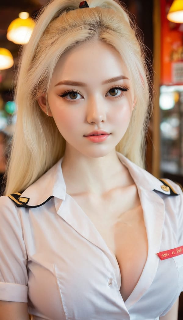 Tags: 21872187, SDXL
{"3": {"inputs": {"seed": 398361514156920, "steps": 64, "cfg": 6.09, "sampler_name": "dpmpp_2m", "scheduler": "karras", "denoise": 1.0, "model": ["27", 0], "positive": ["6", 0], "negative": ["7", 0], "latent_image": ["5", 0]}, "class_type": "KSampler"}, "4": {"inputs": {"ckpt_name": "juggernautxl.safetensors"}, "class_type": "CheckpointLoaderSimple"}, "5": {"inputs": {"width": 768, "height": 1344, "batch_size": 1}, "class_type": "EmptyLatentImage"}, "6": {"inputs": {"text": "19 year old girl, (seductive facial expression:0.98), (sexy lips:1.10), (pale skin:1.07), (cute:1.06), (temptress:1.10), (eyelashes:1.08), (detailed face:1.11), (idol:1.02), (slim:1.09), (beautiful eyes:0.99), (seductive pose:1.02), (double eyelids:1.11), (in a seductive pose:1.09), (large perky breasts:1.00), (cleavage:0.95), (thigh gap:1.05), (a waitress in uniform:1.02) working at a restaurant, (soft lighting:1.09), (film:1.08), (natural looking skin:1.08), (RAW:1.09), (portra:1.05), (candid cinema:1.08), (skin fuzz:1.08), (detailed skin:1.07), (textured skin:1.08)", "clip": ["27", 1]}, "class_type": "CLIPTextEncode"}, "7": {"inputs": {"text": "(distorted:1.09), (low resolution:1.12), (twisted:1.10), (watermark:1.05), (bad hands:1.07), (worst quality:1.09), (open mouth:1.08)", "clip": ["27", 1]}, "class_type": "CLIPTextEncode"}, "8": {"inputs": {"samples": ["3", 0], "vae": ["4", 2]}, "class_type": "VAEDecode"}, "25": {"inputs": {"lora_name": "nudify_xl.safetensors", "strength_model": 0.21, "strength_clip": 0.17, "model": ["4", 0], "clip": ["4", 1]}, "class_type": "LoraLoader"}, "26": {"inputs": {"lora_name": "shirtlift_SDXL_v2.safetensors", "strength_model": 0.07, "strength_clip": 0.09, "model": ["25", 0], "clip": ["25", 1]}, "class_type": "LoraLoader"}, "27": {"inputs": {"lora_name": "PerfectEyesXL.safetensors", "strength_model": 0.04, "strength_clip": 0.19, "model": ["26", 0], "clip": ["26", 1]}, "class_type": "LoraLoader"}, "30": {"inputs": {"model_name": "4x_NMKD-Superscale-SP_178000_G.pth"}, "class_type": "UpscaleModelLoader"}, "31": {"inputs": {"upscale_model": ["30", 0], "image": ["8", 0]}, "class_type": "ImageUpscaleWithModel"}, "32": {"inputs": {"upscale_method": "lanczos", "scale_by": 0.5, "image": ["31", 0]}, "class_type": "ImageScaleBy"}, "33": {"inputs": {"pixels": ["32", 0], "vae": ["4", 2]}, "class_type": "VAEEncode"}, "34": {"inputs": {"seed": 398361514156920, "steps": 64, "cfg": 6.09, "sampler_name": "dpmpp_2m", "scheduler": "karras", "denoise": 0.3, "model": ["27", 0], "positive": ["6", 0], "negative": ["7", 0], "latent_image": ["33", 0]}, "class_type": "KSampler"}, "36": {"inputs": {"samples": ["34", 0], "vae": ["4", 2]}, "class_type": "VAEDecode"}, "39": {"inputs": {"filename_prefix": "comfyapi-1718946249146", "images": ["36", 0]}, "class_type": "SaveImage"}}