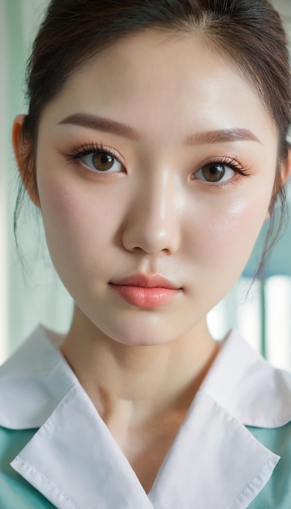 Tags: 21872187, SDXL
{"3": {"inputs": {"seed": 459424106694114, "steps": 32, "cfg": 7.24, "sampler_name": "dpmpp_2m", "scheduler": "karras", "denoise": 1.0, "model": ["27", 0], "positive": ["6", 0], "negative": ["7", 0], "latent_image": ["5", 0]}, "class_type": "KSampler"}, "4": {"inputs": {"ckpt_name": "juggernautxl.safetensors"}, "class_type": "CheckpointLoaderSimple"}, "5": {"inputs": {"width": 768, "height": 1344, "batch_size": 1}, "class_type": "EmptyLatentImage"}, "6": {"inputs": {"text": "19 year old girl, (korean:1.12), (ukrainian:1.02), (double eyelids:1.02), (eyelashes:1.01), (blush:1.04), (seductive facial expression:1.12), (cute:0.97), (idol:1.10), (pale skin:1.14), (sexy lips:1.09), (slim:1.11), (beautiful eyes:1.03), (detailed face:0.96), (temptress:1.04), (seductive pose:1.12), (perky ass:1.01), (exposed ass:1.00), (looking back:1.07), (sexy ass:1.09), (thigh gap:0.95), (nurse in uniform:1.10) working in a hospital ward, (skin fuzz:1.04), (soft lighting:1.05), (film:1.02), (candid cinema:1.01), (portra:1.05), (RAW:1.09), (textured skin:1.00), (detailed skin:1.01), (natural looking skin:1.00)", "clip": ["27", 1]}, "class_type": "CLIPTextEncode"}, "7": {"inputs": {"text": "(open mouth:1.14), (low resolution:1.13), (watermark:1.13), (worst quality:1.06), (distorted:1.05), (twisted:1.11), (bad hands:1.05)", "clip": ["27", 1]}, "class_type": "CLIPTextEncode"}, "8": {"inputs": {"samples": ["3", 0], "vae": ["4", 2]}, "class_type": "VAEDecode"}, "25": {"inputs": {"lora_name": "nudify_xl.safetensors", "strength_model": 0.27, "strength_clip": 0.33, "model": ["4", 0], "clip": ["4", 1]}, "class_type": "LoraLoader"}, "26": {"inputs": {"lora_name": "shirtlift_SDXL_v2.safetensors", "strength_model": 0.19, "strength_clip": 0.07, "model": ["25", 0], "clip": ["25", 1]}, "class_type": "LoraLoader"}, "27": {"inputs": {"lora_name": "PerfectEyesXL.safetensors", "strength_model": 0.06, "strength_clip": 0.18, "model": ["26", 0], "clip": ["26", 1]}, "class_type": "LoraLoader"}, "30": {"inputs": {"model_name": "4x_NMKD-Superscale-SP_178000_G.pth"}, "class_type": "UpscaleModelLoader"}, "31": {"inputs": {"upscale_model": ["30", 0], "image": ["8", 0]}, "class_type": "ImageUpscaleWithModel"}, "32": {"inputs": {"upscale_method": "lanczos", "scale_by": 0.5, "image": ["31", 0]}, "class_type": "ImageScaleBy"}, "33": {"inputs": {"pixels": ["32", 0], "vae": ["4", 2]}, "class_type": "VAEEncode"}, "34": {"inputs": {"seed": 459424106694114, "steps": 32, "cfg": 7.24, "sampler_name": "dpmpp_2m", "scheduler": "karras", "denoise": 0.3, "model": ["27", 0], "positive": ["6", 0], "negative": ["7", 0], "latent_image": ["33", 0]}, "class_type": "KSampler"}, "36": {"inputs": {"samples": ["34", 0], "vae": ["4", 2]}, "class_type": "VAEDecode"}, "39": {"inputs": {"filename_prefix": "comfyapi-1714230574306", "images": ["36", 0]}, "class_type": "SaveImage"}}