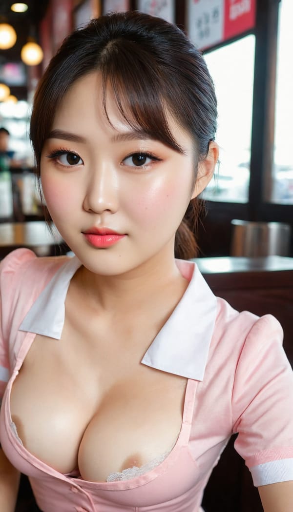 Tags: 21872187, SDXL
{"3": {"inputs": {"seed": 442681870496669, "steps": 64, "cfg": 7.61, "sampler_name": "dpmpp_2m", "scheduler": "karras", "denoise": 1.0, "model": ["27", 0], "positive": ["6", 0], "negative": ["7", 0], "latent_image": ["5", 0]}, "class_type": "KSampler"}, "4": {"inputs": {"ckpt_name": "juggernautXL_v8Rundiffusion.safetensors"}, "class_type": "CheckpointLoaderSimple"}, "5": {"inputs": {"width": 768, "height": 1344, "batch_size": 1}, "class_type": "EmptyLatentImage"}, "6": {"inputs": {"text": "23 year old girl, (korean:1.10), (detailed face:1.07), (cute:1.12), (temptress:1.14), (pale skin:0.95), (seductive facial expression:1.04), (blush:0.96), (idol:1.11), (slim:1.08), (double eyelids:1.04), (sexy lips:1.10), (beautiful eyes:0.99), (eyelashes:1.04), (seductive pose:1.04), (in a seductive pose:1.03), (large perky breasts:1.07), (cleavage:1.02), (thigh gap:1.12), (a waitress in uniform:1.06) working at a restaurant, (natural looking skin:1.09), (portra:1.05), (RAW:1.06), (textured skin:1.04), (soft lighting:1.03), (detailed skin:1.07), (skin fuzz:1.05), (candid cinema:1.07), (film:1.01)", "clip": ["27", 1]}, "class_type": "CLIPTextEncode"}, "7": {"inputs": {"text": "(low resolution:1.05), (worst quality:1.07), (distorted:1.11), (twisted:1.08), (bad hands:1.09), (watermark:1.13), (open mouth:1.08)", "clip": ["27", 1]}, "class_type": "CLIPTextEncode"}, "8": {"inputs": {"samples": ["3", 0], "vae": ["4", 2]}, "class_type": "VAEDecode"}, "25": {"inputs": {"lora_name": "nudify_xl.safetensors", "strength_model": 0.11, "strength_clip": 0.1, "model": ["4", 0], "clip": ["4", 1]}, "class_type": "LoraLoader"}, "26": {"inputs": {"lora_name": "shirtlift_SDXL_v2.safetensors", "strength_model": 0.11, "strength_clip": 0.14, "model": ["25", 0], "clip": ["25", 1]}, "class_type": "LoraLoader"}, "27": {"inputs": {"lora_name": "PerfectEyesXL.safetensors", "strength_model": 0.16, "strength_clip": 0.02, "model": ["26", 0], "clip": ["26", 1]}, "class_type": "LoraLoader"}, "30": {"inputs": {"model_name": "4x_NMKD-Superscale-SP_178000_G.pth"}, "class_type": "UpscaleModelLoader"}, "31": {"inputs": {"upscale_model": ["30", 0], "image": ["8", 0]}, "class_type": "ImageUpscaleWithModel"}, "32": {"inputs": {"upscale_method": "lanczos", "scale_by": 0.5, "image": ["31", 0]}, "class_type": "ImageScaleBy"}, "33": {"inputs": {"pixels": ["32", 0], "vae": ["4", 2]}, "class_type": "VAEEncode"}, "34": {"inputs": {"seed": 442681870496669, "steps": 64, "cfg": 7.61, "sampler_name": "dpmpp_2m", "scheduler": "karras", "denoise": 0.3, "model": ["27", 0], "positive": ["6", 0], "negative": ["7", 0], "latent_image": ["33", 0]}, "class_type": "KSampler"}, "36": {"inputs": {"samples": ["34", 0], "vae": ["4", 2]}, "class_type": "VAEDecode"}, "39": {"inputs": {"filename_prefix": "comfyapi-1707427391200", "images": ["36", 0]}, "class_type": "SaveImage"}}