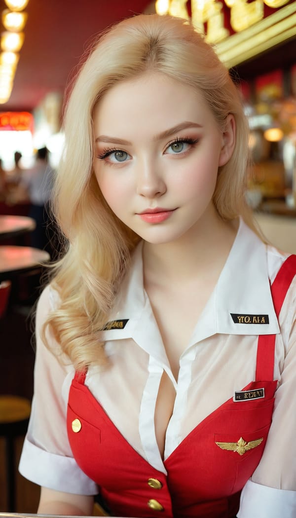 Tags: 21872187, SDXL
{"3": {"inputs": {"seed": 836207346655907, "steps": 32, "cfg": 7.48, "sampler_name": "dpmpp_2m", "scheduler": "karras", "denoise": 1.0, "model": ["27", 0], "positive": ["6", 0], "negative": ["7", 0], "latent_image": ["5", 0]}, "class_type": "KSampler"}, "4": {"inputs": {"ckpt_name": "juggernautxl.safetensors"}, "class_type": "CheckpointLoaderSimple"}, "5": {"inputs": {"width": 768, "height": 1344, "batch_size": 1}, "class_type": "EmptyLatentImage"}, "6": {"inputs": {"text": "21 year old girl, (russian:1.03), (eyelashes:1.01), (cute:1.01), (blush:1.02), (idol:1.10), (beautiful eyes:1.06), (pale skin:1.14), (seductive facial expression:0.96), (temptress:1.09), (seductive pose:1.14), (detailed face:1.13), (sexy lips:0.99), (double eyelids:1.06), (in a seductive pose:1.10), (large perky breasts:1.00), (cleavage:0.97), (thigh gap:0.99), (a waitress in uniform:1.13) working at a restaurant, (candid cinema:1.09), (soft lighting:1.00), (skin fuzz:1.05), (portra:1.07), (textured skin:1.06), (RAW:1.02), (natural looking skin:1.05), (detailed skin:1.01), (film:1.00)", "clip": ["27", 1]}, "class_type": "CLIPTextEncode"}, "7": {"inputs": {"text": "(bad hands:1.06), (distorted:1.11), (low resolution:1.09), (twisted:1.08), (open mouth:1.08), (watermark:1.13), (worst quality:1.06)", "clip": ["27", 1]}, "class_type": "CLIPTextEncode"}, "8": {"inputs": {"samples": ["3", 0], "vae": ["4", 2]}, "class_type": "VAEDecode"}, "25": {"inputs": {"lora_name": "nudify_xl.safetensors", "strength_model": 0.05, "strength_clip": 0.01, "model": ["4", 0], "clip": ["4", 1]}, "class_type": "LoraLoader"}, "26": {"inputs": {"lora_name": "shirtlift_SDXL_v2.safetensors", "strength_model": 0.12, "strength_clip": 0.19, "model": ["25", 0], "clip": ["25", 1]}, "class_type": "LoraLoader"}, "27": {"inputs": {"lora_name": "PerfectEyesXL.safetensors", "strength_model": 0.13, "strength_clip": 0.17, "model": ["26", 0], "clip": ["26", 1]}, "class_type": "LoraLoader"}, "30": {"inputs": {"model_name": "4x_NMKD-Superscale-SP_178000_G.pth"}, "class_type": "UpscaleModelLoader"}, "31": {"inputs": {"upscale_model": ["30", 0], "image": ["8", 0]}, "class_type": "ImageUpscaleWithModel"}, "32": {"inputs": {"upscale_method": "lanczos", "scale_by": 0.5, "image": ["31", 0]}, "class_type": "ImageScaleBy"}, "33": {"inputs": {"pixels": ["32", 0], "vae": ["4", 2]}, "class_type": "VAEEncode"}, "34": {"inputs": {"seed": 836207346655907, "steps": 32, "cfg": 7.48, "sampler_name": "dpmpp_2m", "scheduler": "karras", "denoise": 0.3, "model": ["27", 0], "positive": ["6", 0], "negative": ["7", 0], "latent_image": ["33", 0]}, "class_type": "KSampler"}, "36": {"inputs": {"samples": ["34", 0], "vae": ["4", 2]}, "class_type": "VAEDecode"}, "39": {"inputs": {"filename_prefix": "comfyapi-1713582002986", "images": ["36", 0]}, "class_type": "SaveImage"}}