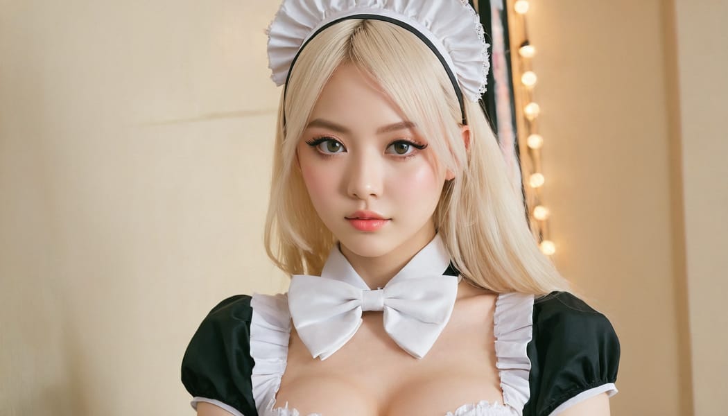 Tags: 21872187, SDXL
{"3": {"inputs": {"seed": 575172299867542, "steps": 64, "cfg": 5.45, "sampler_name": "dpmpp_2m", "scheduler": "karras", "denoise": 1.0, "model": ["27", 0], "positive": ["6", 0], "negative": ["7", 0], "latent_image": ["5", 0]}, "class_type": "KSampler"}, "4": {"inputs": {"ckpt_name": "juggernautxl.safetensors"}, "class_type": "CheckpointLoaderSimple"}, "5": {"inputs": {"width": 1344, "height": 768, "batch_size": 1}, "class_type": "EmptyLatentImage"}, "6": {"inputs": {"text": "26 year old girl, (beautiful eyes:1.05), (seductive facial expression:1.10), (eyelashes:0.98), (blush:1.05), (seductive pose:0.95), (temptress:1.00), (double eyelids:1.12), (slim:1.03), (detailed face:1.00), (pale skin:0.99), (sexy lips:1.13), (idol:1.07), (in a seductive pose:1.12), (large perky breasts:0.96), (cleavage:1.04), (thigh gap:1.11), in a (skimpy maid costume:1.13) working at a maid cafe, choker, bowtie, headband, pleated skirt, (skin fuzz:1.07), (natural looking skin:1.09), (detailed skin:1.02), (soft lighting:1.06), (textured skin:1.07), (candid cinema:1.06), (film:1.06), (portra:1.06)", "clip": ["27", 1]}, "class_type": "CLIPTextEncode"}, "7": {"inputs": {"text": "(watermark:1.07), (distorted:1.13), (worst quality:1.10), (bad hands:1.05), (low resolution:1.08), (open mouth:1.09), (twisted:1.07)", "clip": ["27", 1]}, "class_type": "CLIPTextEncode"}, "8": {"inputs": {"samples": ["3", 0], "vae": ["4", 2]}, "class_type": "VAEDecode"}, "25": {"inputs": {"lora_name": "nudify_xl.safetensors", "strength_model": 0.14, "strength_clip": 0.06, "model": ["4", 0], "clip": ["4", 1]}, "class_type": "LoraLoader"}, "26": {"inputs": {"lora_name": "shirtlift_SDXL_v2.safetensors", "strength_model": 0.07, "strength_clip": 0.14, "model": ["25", 0], "clip": ["25", 1]}, "class_type": "LoraLoader"}, "27": {"inputs": {"lora_name": "PerfectEyesXL.safetensors", "strength_model": 0.03, "strength_clip": 0.01, "model": ["26", 0], "clip": ["26", 1]}, "class_type": "LoraLoader"}, "30": {"inputs": {"model_name": "4x_NMKD-Superscale-SP_178000_G.pth"}, "class_type": "UpscaleModelLoader"}, "31": {"inputs": {"upscale_model": ["30", 0], "image": ["8", 0]}, "class_type": "ImageUpscaleWithModel"}, "32": {"inputs": {"upscale_method": "lanczos", "scale_by": 0.5, "image": ["31", 0]}, "class_type": "ImageScaleBy"}, "33": {"inputs": {"pixels": ["32", 0], "vae": ["4", 2]}, "class_type": "VAEEncode"}, "34": {"inputs": {"seed": 575172299867542, "steps": 64, "cfg": 5.45, "sampler_name": "dpmpp_2m", "scheduler": "karras", "denoise": 0.3, "model": ["27", 0], "positive": ["6", 0], "negative": ["7", 0], "latent_image": ["33", 0]}, "class_type": "KSampler"}, "36": {"inputs": {"samples": ["34", 0], "vae": ["4", 2]}, "class_type": "VAEDecode"}, "39": {"inputs": {"filename_prefix": "comfyapi-1713335041082", "images": ["36", 0]}, "class_type": "SaveImage"}}