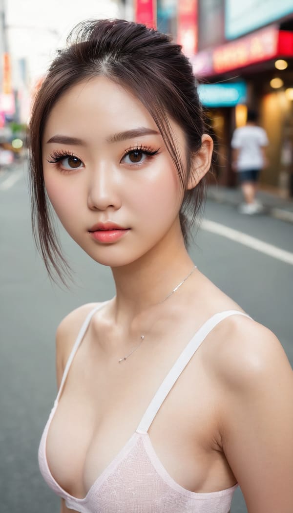 Tags: 21872187, SDXL
{"3": {"inputs": {"seed": 914474059568015, "steps": 32, "cfg": 6.28, "sampler_name": "dpmpp_2m", "scheduler": "karras", "denoise": 1.0, "model": ["27", 0], "positive": ["6", 0], "negative": ["7", 0], "latent_image": ["5", 0]}, "class_type": "KSampler"}, "4": {"inputs": {"ckpt_name": "juggernautxl.safetensors"}, "class_type": "CheckpointLoaderSimple"}, "5": {"inputs": {"width": 768, "height": 1344, "batch_size": 1}, "class_type": "EmptyLatentImage"}, "6": {"inputs": {"text": "21 year old girl, (japanese:1.13), (chinese:1.10), (eyelashes:1.14), (sexy lips:0.98), (seductive facial expression:1.00), (seductive pose:0.95), (temptress:1.08), (idol:0.96), (beautiful eyes:0.99), (double eyelids:1.05), (detailed face:0.96), (cute:0.96), (slim:0.97), (pale skin:1.10), (blush:1.09), (perky ass:1.08), (exposed ass:1.03), (looking back:1.09), (sexy ass:0.97), (thigh gap:0.96), (white tanktop:0.95), busy street, (detailed skin:1.05), (natural looking skin:1.04), (RAW:1.05), (portra:1.01), (soft lighting:1.01), (film:1.03), (skin fuzz:1.00), (candid cinema:1.05)", "clip": ["27", 1]}, "class_type": "CLIPTextEncode"}, "7": {"inputs": {"text": "(low resolution:1.14), (twisted:1.11), (bad hands:1.09), (distorted:1.11), (open mouth:1.14), (watermark:1.06), (worst quality:1.11)", "clip": ["27", 1]}, "class_type": "CLIPTextEncode"}, "8": {"inputs": {"samples": ["3", 0], "vae": ["4", 2]}, "class_type": "VAEDecode"}, "25": {"inputs": {"lora_name": "nudify_xl.safetensors", "strength_model": 0.32, "strength_clip": 0.17, "model": ["4", 0], "clip": ["4", 1]}, "class_type": "LoraLoader"}, "26": {"inputs": {"lora_name": "shirtlift_SDXL_v2.safetensors", "strength_model": 0.04, "strength_clip": 0.02, "model": ["25", 0], "clip": ["25", 1]}, "class_type": "LoraLoader"}, "27": {"inputs": {"lora_name": "PerfectEyesXL.safetensors", "strength_model": 0.07, "strength_clip": 0.18, "model": ["26", 0], "clip": ["26", 1]}, "class_type": "LoraLoader"}, "30": {"inputs": {"model_name": "4x_NMKD-Superscale-SP_178000_G.pth"}, "class_type": "UpscaleModelLoader"}, "31": {"inputs": {"upscale_model": ["30", 0], "image": ["8", 0]}, "class_type": "ImageUpscaleWithModel"}, "32": {"inputs": {"upscale_method": "lanczos", "scale_by": 0.5, "image": ["31", 0]}, "class_type": "ImageScaleBy"}, "33": {"inputs": {"pixels": ["32", 0], "vae": ["4", 2]}, "class_type": "VAEEncode"}, "34": {"inputs": {"seed": 914474059568015, "steps": 32, "cfg": 6.28, "sampler_name": "dpmpp_2m", "scheduler": "karras", "denoise": 0.3, "model": ["27", 0], "positive": ["6", 0], "negative": ["7", 0], "latent_image": ["33", 0]}, "class_type": "KSampler"}, "36": {"inputs": {"samples": ["34", 0], "vae": ["4", 2]}, "class_type": "VAEDecode"}, "39": {"inputs": {"filename_prefix": "comfyapi-1716754429349", "images": ["36", 0]}, "class_type": "SaveImage"}}